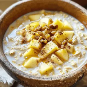To make your Apple Cinnamon Overnight Oats, gather these simple ingredients: - 1 cup rolled oats - 2 cups almond milk (or any milk of choice) - 1 medium apple, peeled and diced - 1 teaspoon ground cinnamon - 2 tablespoons maple syrup (or honey) - 1 tablespoon chia seeds - 1/2 teaspoon vanilla extract - Pinch of salt - Optional toppings: chopped walnuts, raisins, or additional apple slices - Rolled oats: Full of fiber, they help keep you full. - Almond milk: Low in calories, it offers a creamy base. - Apple: Packed with vitamins, apples add sweetness and crunch. - Ground cinnamon: This spice may help lower blood sugar levels. - Maple syrup or honey: Natural sweeteners that provide quick energy. - Chia seeds: A great source of omega-3s and fiber for digestion. - Vanilla extract: Adds flavor without extra calories. - Salt: Enhances the other flavors in the dish. You can swap ingredients based on your taste or needs: - Use any milk type, like oat or soy milk, instead of almond milk. - Replace honey with agave syrup for a vegan option. - Try different fruits like bananas or berries for variety. - Add nuts or seeds for extra crunch and nutrition. - If you don’t like chia seeds, use flaxseeds instead. Experiment with these swaps to make this recipe your own! Start by taking a large mixing bowl. Add 1 cup of rolled oats. Pour in 2 cups of almond milk or your favorite milk. Next, peel and dice 1 medium apple. Add the apple to the bowl. Then, sprinkle in 1 teaspoon of ground cinnamon. Drizzle in 2 tablespoons of maple syrup or honey. Toss in 1 tablespoon of chia seeds. Add 1/2 teaspoon of vanilla extract and a pinch of salt. Mix everything well until all the oats are covered. Cover the bowl with plastic wrap or divide the mix into individual airtight containers. Place it in the fridge overnight or for at least 4 hours. This soaking time helps the oats to soften and absorb all the flavors. In the morning, take out the oats. Stir them well to blend the ingredients again. If you want it creamier, add a splash of almond milk. Serve your overnight oats in bowls. For extra crunch, top them with chopped walnuts. You can also add raisins or more apple slices. These toppings add texture and flavor to your oats. Enjoy this cozy breakfast that is both tasty and simple! To get the best consistency, use rolled oats. They absorb liquid well and stay soft. Mix the oats with the almond milk and let them soak overnight. If you want creamier oats, add more milk in the morning. Stir the oats well before serving. This helps them blend nicely. Toppings add fun and flavor. I love using chopped walnuts and raisins. They give a nice crunch and sweetness. You can also add more apple slices for extra fruitiness. A drizzle of honey or maple syrup on top makes it even better. Play around with different toppings to find your favorite mix. A common mistake is not using enough liquid. This leads to dry oats. Always make sure the oats are fully submerged in the milk. Another mistake is leaving them out of the fridge for too long. Remember to refrigerate overnight for the best texture. Finally, don’t skip the salt! A pinch brings out all the flavors. {{image_2}} You can change the flavor of your apple cinnamon overnight oats. Try adding nutmeg for an extra kick. Nutmeg pairs well with apple and cinnamon. You can also mix in other fruits like berries or bananas. Use diced peaches or pears for a fun twist. Each fruit brings its own taste and texture. You can easily make this recipe fit your diet. To make it vegan, use almond milk or oat milk. If you need it gluten-free, choose certified gluten-free oats. This way, everyone can enjoy this tasty breakfast. You can also swap maple syrup for agave nectar if you prefer. If you want a quicker option, use instant oats. Instant oats soak up liquid faster. Combine them with the same ingredients. Mix everything and let it sit for just 30 minutes. This way, you still enjoy a hearty, tasty breakfast without waiting overnight. When you make apple cinnamon overnight oats, proper storage is key. Use airtight containers to keep them fresh. If you plan to enjoy them over several days, divide the mixture into separate jars. This way, you can grab one quickly in the morning. Keep your oats in the fridge as soon as they are ready. This helps maintain their flavor and texture. Overnight oats can last about 3 to 5 days in the fridge. The oats will soak up the liquid and soften over time. After a few days, the texture might change. If you notice any off smells or colors, it’s best to toss them. Always check before you dig in! You can freeze overnight oats for longer storage. Use freezer-safe containers and fill them about 3/4 full. Leave some space for expansion. They can last up to 3 months in the freezer. When you're ready to eat, thaw them overnight in the fridge. You can add extra milk to revive their creaminess before serving. Yes, you can use steel-cut oats, but they need more time to soak. Steel-cut oats are chewier and take longer to soften. I recommend soaking them overnight for at least 8 hours. You may also want to cook them for a few minutes to help with the texture. This will give you a different bite compared to rolled oats, but they can still be delicious. Overnight oats should not sit out for more than two hours. If they are left out longer, they can spoil. Always store them in the fridge to keep them fresh and safe. If you forget them out for a few hours, it’s best to toss them away. You can add several ingredients to boost protein. Greek yogurt is a great choice. It adds creaminess and protein. You can also mix in nut butter, like almond or peanut butter. Chia seeds, which are in the recipe, also add protein. A scoop of protein powder can work too. These options help make your breakfast more filling and nutritious. This blog post covered key ingredients and their health benefits. You learned about prep steps and soaking techniques. I shared tips for the right consistency and how to avoid common mistakes. You also saw fun flavor variations and storage tips. Embrace the creativity in your overnight oats. With simple tweaks, you can make each bowl a delightful treat. Enjoy experimenting and discovering what works best for you!