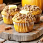 To make these tasty muffins, you need a few key items: - 1 cup canned pumpkin puree - 1/2 cup vegetable oil - 1/2 cup brown sugar - 1/2 cup granulated sugar - 2 large eggs - 1 teaspoon vanilla extract - 1 1/2 cups all-purpose flour - 1 teaspoon baking powder - 1 teaspoon baking soda - 1 teaspoon ground cinnamon - 1/2 teaspoon ground nutmeg - 1/4 teaspoon salt These ingredients create a moist and flavorful muffin. The pumpkin puree gives it a rich taste. The sugars add sweetness, while the spices bring warmth. For that crunchy top, gather these ingredients: - 1/2 cup all-purpose flour - 1/4 cup brown sugar - 1/4 teaspoon ground cinnamon - 1/4 cup cold unsalted butter, cubed - 1/4 cup chopped pecans (optional) The streusel topping adds a delightful crunch and sweetness. The pecans bring in a nutty flavor if you choose to add them. Don't worry if you lack some ingredients. Here are a few swaps: - Use melted coconut oil instead of vegetable oil. - Substitute maple syrup for brown sugar for a unique taste. - Swap out all-purpose flour for a gluten-free blend. These substitutions keep the muffins delicious. You can still enjoy great flavor and texture. Start by preheating your oven to 350°F (175°C). This step is key. While the oven heats, grab a muffin tin. You can use paper liners or spray it with non-stick spray. This keeps your muffins from sticking and makes cleanup easy. In a large bowl, mix the canned pumpkin puree, vegetable oil, brown sugar, granulated sugar, and eggs. Add the vanilla extract too. Whisk everything together until it is smooth. This mixture forms the base of your muffins. In another bowl, sift together the all-purpose flour, baking powder, baking soda, cinnamon, nutmeg, and salt. This helps to aerate the flour and mix in the leavening agents. Gradually add this dry mix to your pumpkin mixture. Stir gently until everything is combined. Be careful not to over-mix. This will keep your muffins fluffy. For the streusel, take a small bowl and mix together the flour, brown sugar, and cinnamon. Then, add the cold butter cubes. Use a fork or your fingers to mix until the mixture looks crumbly. If you want a nutty crunch, stir in chopped pecans now. Fill each muffin cup about two-thirds full with the pumpkin batter. After that, sprinkle the streusel topping generously over each muffin. This adds a nice crunch. Place the muffin tin in the oven and bake for 18-20 minutes. Check if they are done by inserting a toothpick. If it comes out clean, they are ready! Let the muffins cool in the pan for 5 minutes before moving them to a wire rack. Enjoy the warm, cozy smell filling your kitchen! To keep your muffins light, mix gently. When you add dry ingredients, stir just until combined. You might see some lumps, but that’s okay. Over-mixing makes muffins dense and tough. Remember, a few lumps are fine, and they will bake out. This small tip can change your muffin game. Moist muffins come from the right balance of wet and dry ingredients. Canned pumpkin puree adds moisture, flavor, and nutrition. Use it straight from the can. Avoid letting the batter sit too long before baking. This can cause the muffins to lose their rise. Also, don’t skip the oil; it adds richness. Store your muffins in an airtight container at room temperature. They stay fresh for up to three days. If you want to keep them longer, freeze them. Wrap each muffin in plastic wrap, then place them in a freezer bag. They last for about three months in the freezer. When you’re ready to enjoy, just thaw at room temperature or microwave for a few seconds. {{image_2}} You can change the flavor by adding different nuts or fruits. Try walnuts, almonds, or pecans. Chopped apples or dried cranberries also work well. These add sweet and crunchy bites. Just mix them into the batter before pouring it into the muffin cups. If you want gluten-free muffins, use a gluten-free flour blend. This will keep the taste and texture similar. You may need to adjust the liquid in the recipe. Adding a bit more pumpkin puree can help keep them moist. For an extra treat, add chocolate chips to the batter. This adds a rich, sweet taste. You can also play with spices. Try ginger or allspice for a warm kick. Just mix in a teaspoon or two to boost the flavor. To keep your Pumpkin Streusel Muffins fresh, store them in an airtight container. This helps keep moisture in and keeps them soft. You can place a piece of bread in the container. The bread will help absorb excess moisture. This trick keeps your muffins tasty for longer. Store them at room temperature for up to three days. If you want to keep them longer, consider freezing. Freezing is a great way to save your muffins. Start by letting them cool completely. Then, wrap each muffin in plastic wrap. Place the wrapped muffins in a freezer bag. Squeeze out the air to avoid freezer burn. Label the bag with the date. You can freeze them for up to three months. When you want one, just pull it out and thaw it at room temperature. Reheating your muffins brings back their warm goodness. Preheat your oven to 350°F (175°C). Unwrap the muffin and place it on a baking sheet. Heat for about 5-10 minutes. You can also use a microwave. Heat on medium power for 10-15 seconds. Enjoy with a pat of butter or a sprinkle of cinnamon. Warm muffins taste best! Pumpkin streusel muffins last about 3 to 5 days. Store them in an airtight container. This keeps them fresh and moist. If you want to save them longer, freeze them. They can last for up to 3 months in the freezer. Just wrap them well in plastic wrap, then foil. Thaw them at room temperature or warm them in the oven. Yes, you can use fresh pumpkin! Just make sure to cook and puree it first. Cut the pumpkin into pieces, steam or roast until soft, then blend. Strain the puree to remove excess water. Use the same amount as canned pumpkin. This adds a fresh flavor to your muffins. To add the streusel topping, sprinkle it over the muffin batter. After you fill each cup with batter, use your fingers or a spoon to distribute it evenly. Make sure to cover the tops well. This gives a nice crunch when baked. You can also press it down lightly to help it stick. Now you know how to make delicious pumpkin streusel muffins. We covered the main ingredients, step-by-step instructions, and tips to get them just right. Remember that you can customize the recipe with different nuts or fruits. Store your muffins properly for freshness or even freeze them for later. Enjoy these muffins as a warm treat or a tasty snack. Happy baking!