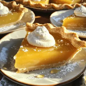 - 1 ½ cups all-purpose flour - 1/3 cup granulated sugar - 1/2 teaspoon salt - 1/2 cup unsalted butter, cold and cubed - 1 egg yolk - 2 tablespoons ice water - 1 cup clover honey - 3 large eggs - 1/2 cup heavy cream - 1 teaspoon vanilla extract - 1 teaspoon sea salt (for topping) For the flour, you can use whole wheat flour for a nuttier taste. If you want a gluten-free option, almond flour works well. Use brown sugar instead of granulated sugar for a deeper flavor. If you don't have clover honey, try wildflower honey. You can also swap heavy cream with coconut cream to make it dairy-free. Using high-quality honey is key. It adds flavor and richness. Look for pure clover honey with no added sugars. Fresh eggs make a big difference. They help the pie set nicely. I recommend using grass-fed butter for the best taste. The butter should be cold to make a flaky crust. Always use fresh vanilla extract. It enhances the pie’s sweetness and flavor. Quality ingredients lead to a better pie and a more enjoyable experience. First, gather your ingredients to make the crust. You need flour, sugar, salt, butter, an egg yolk, and ice water. 1. In a large bowl, whisk the flour, sugar, and salt together. 2. Add the cold, cubed butter. Use a pastry cutter or your fingers to mix until it looks like coarse crumbs. 3. In a small bowl, mix the egg yolk with the ice water. 4. Slowly add this to the flour mix. Combine until the dough forms a ball. Be careful not to overwork it. 5. Wrap the dough in plastic wrap and chill it in the fridge for at least 30 minutes. While the dough chills, you can prepare the filling. You will need honey, eggs, heavy cream, and vanilla extract. 1. In a mixing bowl, whisk together the honey, eggs, heavy cream, and vanilla. Mix until the mixture is smooth. Now, it's time to bake the pie. 1. Preheat your oven to 350°F (175°C). 2. On a floured surface, roll out the chilled dough. It should fit a 9-inch pie pan. 3. Place the dough into the pie pan and trim any extra. Crimp the edges if you like. 4. Bake the crust in the oven for 15 to 20 minutes until it is lightly golden. 5. Allow the crust to cool slightly. 6. Pour the honey mixture into the cooled crust, spreading it evenly. 7. Bake the pie for another 25 to 30 minutes. It should be set and slightly puffed. 8. Once done, remove the pie from the oven. Let it cool to room temperature. 9. Before serving, sprinkle sea salt on top for a sweet and savory touch. When making salted honey pie, avoid a few common mistakes to ensure success: - Overworking the Dough: Mixing too much makes the crust tough. Stop when it holds together. - Using Warm Butter: Cold butter helps create a flaky crust. Use it straight from the fridge. - Not Chilling the Dough: Chilling the dough is key. It helps the crust stay tender and flaky. - Skipping the Blind Bake: This step keeps the crust from getting soggy. Bake it until lightly golden. Here are my top tips for a great salted honey pie: - Use Fresh Ingredients: Fresh eggs and honey enhance flavor. They make a big difference. - Choose Quality Honey: Clover honey is best. It has a mild taste that pairs well with the eggs. - Watch Baking Time: Keep an eye on the pie. The filling should be set but not overbaked. - Let it Cool: Cooling the pie allows flavors to meld. It tastes better when served at room temperature. How you serve the pie makes a big impact. Try these ideas: - Individual Plates: Serve slices on individual plates. This adds a nice touch. - Garnish with Cream: Add a dollop of lightly whipped cream. It balances the pie's sweetness. - Drizzle More Honey: A drizzle of honey on top looks pretty and adds flavor. - Sprinkle with Sea Salt: Just before serving, sprinkle extra sea salt. It enhances the sweet and savory combo. {{image_2}} You can change the flavor of your salted honey pie easily. Try adding spices like cinnamon or nutmeg for warmth. A hint of lemon zest gives it a nice citrus kick. You can also use different honey varieties. Orange blossom honey adds a floral note. Clover honey brings a mild sweetness. Experiment with flavors to find your favorite! If you need a gluten-free option, use almond flour or a gluten-free blend. For a nutty taste, consider a graham cracker crust. Just crush the crackers and mix with melted butter. Press the mixture into the pie pan. This gives a different texture and flavor. Choose what works best for your diet! Serve salted honey pie with a dollop of whipped cream on top. A scoop of vanilla ice cream also pairs well. The cold creaminess contrasts the warm pie beautifully. For drinks, try pairing it with a cup of herbal tea or coffee. These drinks balance the sweetness of the pie well. Enjoy mixing and matching! To keep your leftover pie fresh, first let it cool completely. Once cool, cover it tightly with plastic wrap or foil. You can also place it in an airtight container. This helps keep the pie moist and tasty. Store the pie in the fridge for up to five days. If you want to save some pie for later, freezing is a great option. First, let the pie cool completely. Then, wrap the pie in plastic wrap. After that, cover it with aluminum foil. Make sure it's tightly sealed to avoid freezer burn. You can freeze the pie for up to three months. When you're ready to eat it, thaw it in the fridge overnight. To reheat your pie, preheat your oven to 350°F (175°C). Remove the pie from the fridge or freezer. If it's frozen, let it thaw first. Place it in the oven for about 10-15 minutes. This warms the pie without overcooking it. If you want a crisp crust, you can bake it a bit longer. Enjoy every sweet and savory bite! Salted Honey Pie is a unique dessert that blends sweet honey with a hint of salt. It has a creamy filling made from clover honey, eggs, and cream. The pie crust is flaky and buttery, giving a nice contrast to the smooth filling. When you sprinkle sea salt on top, it enhances the flavors even more. This treat is both sweet and savory, making each bite special. Salted Honey Pie can last up to five days when stored properly. Keep it in the fridge to maintain its freshness. Make sure to cover it well with plastic wrap or a lid. This prevents it from absorbing other smells in the fridge. The flavors can even deepen over time, making it a delightful treat for later. Yes, you can make Salted Honey Pie ahead of time. It is great for parties or gatherings. You can bake it a day or two before serving. Let it cool completely, then store it in the fridge. Just remember to sprinkle the sea salt on top right before serving to keep it fresh and flavorful. This blog post covered all you need to know about making Salted Honey Pie. We discussed the ingredients, step-by-step instructions, tips for success, and storage options. Remember to pay attention to ingredient quality and avoid common mistakes. You can explore many variations to make this pie your own. With these recipes and insights, you'll create a delicious treat anyone will love. Enjoy your baking journey and impress your guests with this sweet delight.