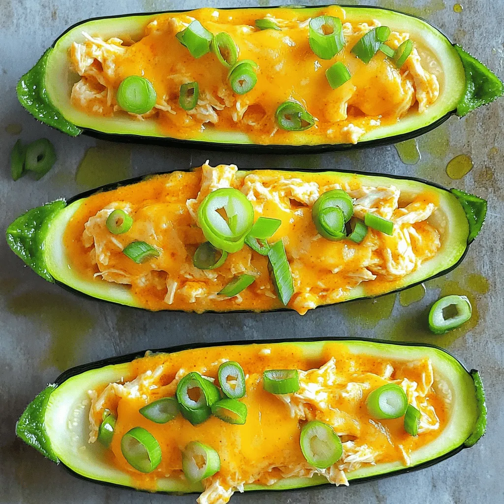 Buffalo Chicken Stuffed Zucchini Boats Flavorful Meal