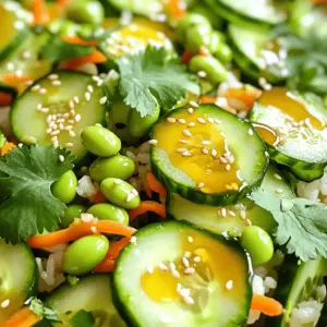 To make a tasty sushi cucumber salad, you need fresh and simple ingredients. Here’s what to gather: - 2 large cucumbers - 1 cup cooked sushi rice - 1 avocado, sliced - 1/4 cup shredded carrots - 1/4 cup edamame, shelled - 2 tablespoons rice vinegar - 1 tablespoon sesame oil - 1 tablespoon soy sauce (adjust to taste) - 1 teaspoon honey or agave syrup - 1 tablespoon sesame seeds - Fresh cilantro leaves for garnish These ingredients blend well to create a colorful and crunchy salad that sings with flavor. When picking cucumbers, look for firm ones. They should feel heavy for their size and have a bright green color. Avoid those with soft spots or wrinkles. For the avocado, choose one that yields slightly when you press it. This means it’s ripe and ready to eat. Fresh carrots should be crisp and bright orange. Finally, check that your edamame is bright green and tender. Fresh ingredients make a big difference in taste. This sushi cucumber salad is not just delicious; it’s also healthy. A serving provides important nutrients: - Cucumbers help keep you hydrated. - Avocado adds healthy fats. - Carrots are full of vitamins. - Edamame gives you protein. - Sesame seeds add more nutrients and flavor. This salad is a great choice for a light meal or side dish. Enjoying it is a treat for your taste buds and a win for your health! Start with two large cucumbers. Cut each cucumber in half lengthwise. Use a spoon to scoop out the seeds. This helps keep your salad crisp. Next, cut the cucumbers into bite-sized pieces or thin half-moons. This shape makes them easy to eat. Set aside your cucumbers for later use. Grab a large mixing bowl. Add one cup of cooked sushi rice. Then, toss in the sliced cucumbers. Next, add one sliced avocado, a quarter cup of shredded carrots, and a quarter cup of shelled edamame. Each ingredient adds a nice texture. Mix everything gently to combine. Be careful not to mash the avocado. In a small bowl, whisk together two tablespoons of rice vinegar, one tablespoon of sesame oil, one tablespoon of soy sauce, and one teaspoon of honey or agave syrup. This dressing adds flavor to your salad. Once mixed, pour the dressing over the salad ingredients. Gently toss everything together. Sprinkle one tablespoon of sesame seeds on top and mix once more. Allow the salad to sit for about 10 minutes. This lets the flavors blend well. Before serving, add fresh cilantro leaves for a burst of flavor. Enjoy your fresh and tasty sushi cucumber salad! To make the dressing pop, balance flavors well. Use rice vinegar for a tangy bite. Sesame oil adds a nice nutty taste. Adjust soy sauce to your liking. If you want sweetness, add more honey or agave syrup. Mix these ingredients well in a bowl. This ensures all flavors blend nicely. Taste the dressing. If it’s too strong, add a little water. Choose ripe avocados for the best taste. Look for a firm avocado that has a slight give when you press it. If it’s too soft, it may be overripe. Cut the avocado just before serving. This keeps it fresh and bright green. If you have leftovers, save the pit. Store it with the avocado to slow browning. Serve this salad in a big bowl for sharing. You can also use small cups for individual servings. Top with fresh cilantro for a burst of color and flavor. For extra crunch, sprinkle more sesame seeds before serving. Pair this salad with grilled fish or chicken for a full meal. Enjoy it as a light lunch or a side dish at dinner. {{image_2}} You can make your sushi cucumber salad more filling by adding protein. Here are a few great choices: - Cooked shrimp: They add a nice texture and flavor. - Crab meat: Use real or imitation for a seafood touch. - Tofu: Cubed, firm tofu gives a hearty bite. - Chicken: Shredded cooked chicken works well for a meatier dish. These proteins blend well with the fresh veggies and rice. Just mix them in when you combine the salad ingredients. If you want to keep it vegetarian, consider these add-ins: - Chickpeas: They add protein and a creamy taste. - Bell peppers: They give a sweet crunch and bright color. - Radishes: Thinly sliced, they add a peppery kick. - Seaweed: Wakame or nori adds an ocean flavor. These options keep the salad light and fresh while adding extra nutrients. Feel free to experiment with your favorite veggies! To make this salad gluten-free, just swap out the soy sauce. Use tamari, which is a gluten-free soy sauce alternative. Double-check that all your ingredients are gluten-free, especially the sesame oil and rice vinegar. This way, everyone can enjoy the salad without worry. To keep your sushi cucumber salad fresh, store it in an airtight container. This helps keep the flavors locked in. Make sure the container is clean and dry before adding the salad. You can also cover it tightly with plastic wrap. This keeps the air out and helps prevent wilting. If stored correctly, the salad can last in the fridge for about 2 days. After that, the cucumbers may become soggy. The avocado can brown quickly, so eat it sooner for the best taste. Always check for any off smells or changes in color before eating leftovers. To revive leftover sushi cucumber salad, add a splash of fresh rice vinegar. This brightens the flavors and wakes up the salad. You can also mix in a small amount of fresh sesame oil. If the salad seems dry, consider adding a bit of extra soy sauce. This helps restore moisture and taste. Sushi cucumber salad is a fresh dish that combines crisp cucumbers, sushi rice, and colorful veggies. It offers a light and tasty option for sushi lovers. The salad includes avocado, shredded carrots, and edamame, making it healthy and satisfying. The dressing adds a tangy flavor that ties everything together. Yes, you can make this salad ahead of time. Prepare it up to a day in advance. Keep the dressing separate until you are ready to serve. This helps keep the veggies crunchy and fresh. Just mix in the dressing before serving for the best taste. You can add many other vegetables to this salad. Try bell peppers for crunch or radishes for a spicy kick. You can also use thinly sliced green onions or jicama for extra texture. Feel free to mix in seasonal veggies you enjoy! Sushi cucumber salad is fresh, tasty, and easy to make. We covered key ingredients, how to prepare them, and tips for flavor. You can add protein or go vegetarian, depending on your taste. Don't forget to store leftovers properly to keep them fresh. This salad can fit into many diets and is great for sharing. Enjoy crafting your own version of this dish. It's a healthy choice that everyone will love.