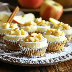 The right ingredients make Apple Crisp Mini Cheesecakes a delight. Here’s what you need: - 1 ½ cups graham cracker crumbs - ½ cup unsalted butter, melted - 2 tablespoons brown sugar - 16 oz cream cheese, softened - ¾ cup granulated sugar - 1 teaspoon vanilla extract - 2 large eggs - 2 cups apples, peeled and diced - 1 teaspoon cinnamon - ½ cup rolled oats - ¼ cup chopped walnuts (optional) - ¼ cup powdered sugar (for garnish) Each ingredient plays a key role in the flavor and texture. The graham cracker crumbs form a buttery crust. The cream cheese gives it a creamy base. Fresh apples add sweetness and a nice crunch. Cinnamon brings warmth, making these mini cheesecakes perfect for fall or any time of year. Using quality ingredients matters. Fresh apples enhance the taste. I love using Granny Smith apples for a tangy kick. They balance the sweetness of the sugar well. When you mix the ingredients, remember to measure them accurately. This ensures your mini cheesecakes turn out just right. You can find the full recipe for more details. Enjoy the process of creating this tasty treat! 1. First, preheat your oven to 325°F (160°C). Line a muffin tin with cupcake liners. 2. Next, in a medium bowl, combine 1 ½ cups graham cracker crumbs, ½ cup melted butter, and 2 tablespoons brown sugar. Mix until the crumbs are well coated. 3. Press about 1 tablespoon of this mixture into each cupcake liner to make a crust. Bake for 10 minutes, then remove and let cool slightly. 1. In a large bowl, beat 16 oz of softened cream cheese with ¾ cup granulated sugar and 1 teaspoon vanilla extract. Mix until smooth and creamy. 2. Add 2 large eggs, one at a time. Mix well after each addition until fully blended. 3. In a separate bowl, mix 2 cups of peeled and diced apples, 1 teaspoon cinnamon, ½ cup rolled oats, and ¼ cup chopped walnuts if you like. Gently fold this apple mixture into the cream cheese batter. 1. Spoon the cream cheese and apple mixture into the muffin liners over the cooled crusts. Fill each about ⅔ full. 2. Bake for 20-25 minutes, or until the cheesecakes are set but still slightly jiggly in the center. 3. Allow them to cool completely in the tin. After that, transfer them to the fridge and chill for at least 2 hours. For the full recipe, check the preceding section where all ingredients are listed. To make the best apple crisp mini cheesecakes, focus on the texture. First, avoid over-mixing your cream cheese mixture. When you mix too much, the cheesecake can become too airy. This can make it puff up and sink later. Mix just until smooth and creamy. Next, chilling is key. After baking, let the cheesecakes cool in the tin. Then, transfer them to the fridge. Chill for at least two hours. This helps them set properly. Chilled cheesecakes taste better and have a firm texture. Presentation matters! Serve your mini cheesecakes on a nice platter. You can add thin apple slices on top for flair. A sprinkle of cinnamon adds a warm touch. For toppings, consider drizzling caramel sauce. This pairs well with the apple flavor. You can also use whipped cream for extra creaminess. These small details can make your treats shine! Want the full recipe? Find it [here]. {{image_2}} You can easily change the taste of your Apple Crisp Mini Cheesecakes. Try adding caramel or chocolate swirls. This will give a rich, sweet touch. Just drizzle the caramel or melted chocolate on top before baking. It adds a fun layer of flavor. You can also switch out the apples. Use pears, peaches, or berries instead. Each fruit brings a new taste. This way, you can enjoy different flavors every time you make them. If you need gluten-free options, use almond flour or gluten-free cookies for the crust. This keeps the yummy taste while making it safe for gluten-free diets. For those who want dairy-free choices, swap cream cheese with a nut-based cream cheese. Use coconut milk instead of regular milk. These changes still give a creamy texture without the dairy. You can enjoy these treats with ease. These ideas help you make Apple Crisp Mini Cheesecakes your own. Check out the full recipe for more details! After you enjoy your Apple Crisp Mini Cheesecakes, store any leftovers in the fridge. Use an airtight container to keep them fresh. Place parchment paper between layers to avoid sticking. This method keeps the taste and texture superb. If you want to save some for later, you can freeze mini cheesecakes. Wrap each one in plastic wrap. Then, place them in a freezer-safe bag or container. Make sure to label them with the date. This way, you’ll know how long they’ve been there. In the fridge, your mini cheesecakes will last about 5 days. They stay fresh and tasty during this time. If you freeze them, they can last for up to 3 months. You can enjoy them later without losing flavor or texture. Just remember to thaw them overnight in the fridge before serving. For the full recipe, check out the detailed instructions above. Can I make these mini cheesecakes ahead of time? Yes, you can make these mini cheesecakes ahead of time. They taste great after chilling in the fridge. I often make them a day before serving. Just cover them well to keep them fresh. What type of apples are best for this recipe? I recommend using Granny Smith or Honeycrisp apples. They add a nice tartness and hold their shape well when baked. You can also mix different apple types for more flavor. How do you know when cheesecakes are done baking? You can tell if they are done when they are set but still slightly jiggly in the center. I like to look for a light golden color on top. If they puff up too much, they may crack, so avoid overbaking. You now know how to make delicious apple crisp mini cheesecakes. We covered all the ingredients, from graham cracker crumbs to apples. The step-by-step guide ensures your success in preparation and baking. Remember to chill your cheesecakes for the best texture. Experiment with flavors and toppings to make it your own. Store leftovers properly to keep them fresh. With these tips, you can create tasty treats anytime. Enjoy every bite of your mini cheesecakes!