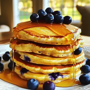 To make Greek yogurt blueberry pancakes, gather these key items: - 1 cup all-purpose flour - 1 tablespoon baking powder - 1/2 teaspoon baking soda - 1/4 teaspoon salt - 1 cup Greek yogurt - 1/2 cup milk (or more for desired consistency) - 1 large egg - 2 tablespoons honey or maple syrup - 1 teaspoon vanilla extract - 1 cup fresh blueberries (plus extra for serving) - Butter or oil for cooking These ingredients create a fluffy and tasty pancake that packs a punch of flavor. You can add a few fun extras to make these pancakes even better: - A sprinkle of cinnamon for warmth - A handful of chopped nuts for crunch - A spoonful of lemon zest for brightness These enhancements can change the flavor and add some flair to your breakfast. If you have certain dietary needs, here are some easy swaps: - Use whole wheat flour instead of all-purpose flour for more fiber. - Try almond milk or oat milk as a dairy-free option. - Replace Greek yogurt with a plant-based yogurt for a vegan choice. These substitutions let you enjoy these pancakes while sticking to your diet. Start with a large bowl. Add 1 cup of all-purpose flour. Next, include 1 tablespoon of baking powder. Then, add 1/2 teaspoon of baking soda. Finally, mix in 1/4 teaspoon of salt. Whisk these dry ingredients well until they blend together. This helps your pancakes rise and stay fluffy. In another bowl, take 1 cup of Greek yogurt. Add 1/2 cup of milk for creaminess. Crack in 1 large egg. Sweeten with 2 tablespoons of honey or maple syrup. Don’t forget 1 teaspoon of vanilla extract for flavor. Mix these wet ingredients until smooth. They should be well combined before adding them to the dry mix. Now, pour the wet mix into the dry ingredients. Stir gently until just combined. Small lumps are okay; don’t overmix. Next, fold in 1 cup of fresh blueberries. Heat a non-stick skillet over medium. Add a bit of butter or oil to coat the pan. For each pancake, pour about 1/4 cup of batter into the skillet. Cook until bubbles form, about 2-3 minutes. Then, flip the pancake and cook for another 1-2 minutes until golden brown. Repeat until all batter is cooked. Enjoy your pancakes warm with extra blueberries on top! To make your pancakes fluffy, do not overmix the batter. Mix it just enough to combine the wet and dry ingredients. Small lumps are okay. This helps keep air in the batter, which makes the pancakes rise well. Another tip is to let the batter rest for five minutes. This allows the baking powder to activate and the gluten to relax. You will love the light texture of the pancakes this way. If you have leftover pancakes, cool them down first. Then, stack them with parchment paper in between. This will stop them from sticking together. Place the stack in an airtight container. You can store it in the fridge for up to three days. For longer storage, freeze the pancakes. They can last up to two months in the freezer. Just ensure you wrap them well to prevent freezer burn. These pancakes shine when topped with fresh blueberries. You can also drizzle them with honey or maple syrup for sweetness. For a fun twist, try adding yogurt on top. This adds creaminess and a protein boost. You can even top them with nuts or seeds for extra crunch. Experiment with different toppings to find your favorite! {{image_2}} You can easily add warmth to your pancakes by using spices. A pinch of cinnamon gives a cozy flavor. Nutmeg adds a sweet and nutty taste. Start with 1/2 teaspoon of either spice. Mix it into your dry ingredients. This small change can make a big difference! While blueberries are delicious, you can try other fruits too. Raspberries, strawberries, or sliced bananas work well. Just remember to keep the fruit fresh. You can also mix fruits for a fun twist! Toss in a cup of your favorite fruit while making the batter. It adds color and flavor. If you need a gluten-free option, use gluten-free flour. Many brands offer a great mix that works well in pancakes. Just swap the all-purpose flour for gluten-free flour in the same amount. Your pancakes will still be fluffy and tasty. You won’t miss a thing! After you make these pancakes, let them cool down. Place them in an airtight container. They can stay fresh in the fridge for 2-3 days. If you want to keep them longer, freezing is a better choice. If you have extras, freezing is easy. Stack the pancakes with a piece of parchment paper between each one. Put the stack in a freezer-safe bag. Remove as much air as you can. They can last in the freezer for up to 2 months. To reheat, you have a few options. The microwave works well. Heat each pancake for about 20-30 seconds. If you prefer a crispy edge, use a skillet. Heat it over medium heat and add a little butter. Cook each pancake for 1-2 minutes on each side until warm. Enjoy your pancakes just like they were fresh! Yes, you can use frozen blueberries. They work well in pancakes. Just add them straight from the freezer. This saves time and adds a fun twist to your pancakes. Keep in mind that frozen blueberries may make the batter slightly wetter. This can change the pancake's texture, but it will still taste great. To check if your pancakes are done, look for small bubbles on the surface. The edges should also look set and firm. Once you see this, it’s time to flip them. Cook for another 1-2 minutes until they turn golden brown. You can also use a toothpick to check the center. If it comes out clean, your pancakes are ready. If you don’t have Greek yogurt, you can use regular yogurt. It will still give your pancakes a nice texture. Another option is cottage cheese blended until smooth. You can also try sour cream for a different flavor. Each substitute will change the taste a bit, but they all work well in this recipe. We covered the best ingredients for fluffy pancakes, including main and optional items. The step-by-step instructions guide you through mixing, cooking, and enjoying. Remember the tips for storing and serving pancakes to keep them fresh. Explore fun variations like spices and fruits to switch things up. Lastly, we answered key questions to help your cooking journey. Enjoy making pancakes and share them with others!