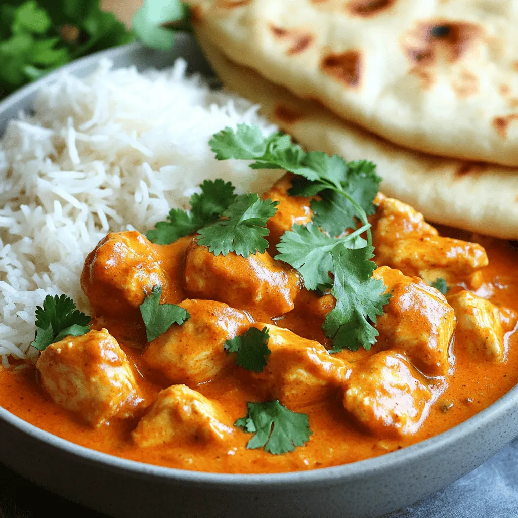 - 1.5 lbs boneless, skinless chicken thighs, cut into bite-sized pieces - 1 large onion, finely chopped - 4 cloves garlic, minced - 1 inch ginger, grated - 1 tablespoon garam masala - 1 tablespoon ground cumin - 1 tablespoon ground coriander - 1 teaspoon turmeric powder - 1 teaspoon red chili powder (adjust to taste) - 1 (15 oz) can tomato sauce - 1 cup coconut milk (or heavy cream) - 2 tablespoons vegetable oil - Salt to taste - Fresh cilantro for garnish I love to finish my Chicken Tikka Masala with fresh cilantro. It adds a nice pop of color and flavor. You can also use a squeeze of lime for a zesty kick. If you like, add a dollop of yogurt on top. This cools the dish and gives it a creamy finish. If you don’t have coconut milk, don’t worry! You can use heavy cream instead. It gives the dish a rich taste. You can also try unsweetened almond milk for a lighter version. Just remember, it won’t be as creamy as coconut milk. Adjust your spices if you use a different base to keep the flavor strong. To make Chicken Tikka Masala, gather your ingredients first. You will need chicken thighs, onion, garlic, ginger, spices, and coconut milk. This recipe takes about 15 minutes to prep and 40 minutes to cook. 1. Sauté Aromatics: Start by turning your Instant Pot to Sauté mode. Heat the vegetable oil, then add the chopped onion. Cook for 3-4 minutes until the onion is clear. 2. Add Garlic and Ginger: Next, mix in the minced garlic and grated ginger. Cook for about a minute until you smell their lovely aroma. 3. Spice It Up: Now, add the garam masala, cumin, coriander, turmeric, and red chili powder. Stir for 1-2 minutes to let the spices shine. 4. Brown the Chicken: Toss in the chicken pieces and sprinkle with salt. Stir to coat the chicken in the spices. Cook for 5 minutes. 5. Tomato Sauce: Pour in the can of tomato sauce and mix it well with the chicken. 6. Pressure Cook: Close the lid of your Instant Pot and set it to Manual for 10 minutes on high pressure. Make sure the valve is on Sealing. 7. Release Pressure: After cooking, do a quick release by moving the valve to Venting. Be careful of the steam! 8. Finish with Cream: Open the lid and stir in the coconut milk or heavy cream. Let it simmer for 3-5 minutes on Sauté mode to thicken. 9. Serve: Taste your dish and add more salt if needed. Garnish with fresh cilantro and enjoy! Using the Instant Pot is simple if you follow a few rules. Always check that the lid is sealed before cooking. Use the right mode for your dish, like Sauté or Manual. Remember to release pressure safely to avoid burns. This will make your cooking fun and stress-free. When making Instant Pot Chicken Tikka Masala, avoid these mistakes: - Skipping the Sauté Step: Sautéing the onions, garlic, and spices builds flavor. - Not Browning the Chicken: Browning the chicken helps develop rich flavors. - Overcooking the Chicken: Cooking too long can make the chicken dry. Stick to the 10-minute cook time. - Skipping the Quick Release: Always release pressure quickly for the best texture. You may need to adjust cooking time based on your chicken's thickness. For thicker pieces, add 2-3 minutes. For smaller bites, reduce the time by 1-2 minutes. Always check the chicken's doneness and ensure it reaches 165°F. If you like a thicker sauce, let it simmer a bit longer after adding the coconut milk. To boost flavor, try these tips: - Add More Spices: Increase spices like garam masala or cumin for a bolder taste. - Use Fresh Herbs: Fresh cilantro adds brightness. Consider adding mint for a unique twist. - Experiment with Heat: Adjust red chili powder to your spice level. Add fresh green chilies for an extra kick. - Citrus Zest: A bit of lime or lemon zest can brighten the dish. Enjoying your Chicken Tikka Masala is all about finding your perfect flavor balance! {{image_2}} You can easily add vegetables to your chicken tikka masala. Start by including bell peppers, peas, or spinach. Simply chop them into bite-sized pieces. Add them to the pot after you brown the chicken. This step keeps the veggies tender yet firm. They add flavor and nutrition to your dish. Enjoy the colorful mix of chicken and vegetables on your plate. Chicken isn’t the only option for tikka masala. You can use shrimp, beef, or pork instead. For shrimp, cook for only a few minutes to avoid tough meat. If you choose beef, use tender cuts and cut them small. Pork works well too, but make sure it cooks through. Adjust the cooking times accordingly to keep your protein juicy and flavorful. For a vegan twist, swap the chicken for chickpeas or tofu. Use firm tofu for the best texture. Sauté it just like the chicken to absorb the spices. Replace coconut milk with a plant-based cream or almond milk. This will give you a creamy sauce without dairy. With these swaps, you still enjoy a tasty and rich dish. Store your Chicken Tikka Masala in an airtight container. Let it cool down first. Keep it in the fridge for up to four days. If you want to enjoy it later, store it in single servings. This makes reheating easy. To reheat, you can use the microwave or stovetop. If using the microwave, put it in a bowl. Heat it for one to two minutes, stirring halfway. For the stovetop, place it in a pot. Heat on medium until warm, stirring often. Add a splash of water or coconut milk if it looks dry. You can freeze Chicken Tikka Masala for up to three months. Use a freezer-safe container or bag. Make sure to remove as much air as possible. Label the container with the date. When you’re ready to eat, thaw it overnight in the fridge. Reheat it fully before serving. Chicken Tikka Masala has roots in Indian and Pakistani cuisine. It likely began in the Punjab region. The dish became popular in the UK during the 1960s. Many believe it was created by South Asian cooks in Britain. The dish combines marinated chicken with a rich tomato sauce. It showcases the fusion of flavors from both cultures. Yes, you can make Chicken Tikka Masala on the stove or in the oven. Start by sautéing the onions, garlic, and ginger in a large pot. Then, add the spices and chicken as you would in the Instant Pot. Pour in the tomato sauce and coconut milk. Simmer on low heat for about 30-40 minutes, stirring occasionally. The flavors will develop nicely, just like in the Instant Pot. Chicken Tikka Masala goes well with many sides. Here are a few great options: - Steamed basmati rice - Warm naan bread - Roti or chapati - Cucumber raita (a yogurt dip) - Simple green salad These sides help soak up the tasty sauce and balance the meal. This blog post covered everything you need for Chicken Tikka Masala. We looked at key ingredients, suggested garnishes, and great substitutes for coconut milk. You learned step-by-step cooking tips, including how to use the Instant Pot effectively. I shared common mistakes to avoid and how to enhance flavors. We explored tasty variations and proper storage techniques. Remember, this dish can adapt easily to your needs. Enjoy experimenting with it, and happy cooking!