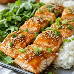 - 1 lb salmon fillet, cut into bite-sized pieces - 3 tablespoons honey - 2 tablespoons soy sauce (or tamari for gluten-free) - 3 cloves garlic, minced - 1 tablespoon grated fresh ginger - 1 tablespoon olive oil - Salt and pepper to taste - 1 tablespoon sesame seeds - 2 green onions, chopped (for garnish) - Pair the salmon bites with steamed rice or mixed greens for a full meal. - For presentation, serve on a platter and sprinkle with sesame seeds and green onions. To start, make the marinade. In a medium bowl, whisk together: - 3 tablespoons honey - 2 tablespoons soy sauce - 3 cloves garlic, minced - 1 tablespoon grated fresh ginger Whisk until smooth. This mix will give your salmon a sweet and savory taste. Next, prepare the salmon fillet. Cut 1 pound of salmon into bite-sized pieces. Season the salmon with salt and pepper. Then, add the salmon to the bowl with the marinade. Toss gently to coat each piece. Let the salmon marinate for 15 minutes. This step is key for flavor. Now, it's time to cook. Heat 1 tablespoon of olive oil in a large non-stick skillet over medium-high heat. Wait until the oil is hot. Add the marinated salmon bites to the skillet. Make sure not to overcrowd the pan. Cook for about 3-4 minutes on each side. You want them golden brown and cooked through. After cooking, pour any leftover marinade into the skillet. Stir it in and cook for an additional 1-2 minutes. This will thicken the sauce and glaze the salmon perfectly. For garnish, sprinkle 1 tablespoon of sesame seeds over the salmon. Add chopped green onions for color and a fresh taste. Serve the honey garlic salmon bites on a nice platter. Pair them with steamed rice and mixed greens for a complete meal. Enjoy your tasty dish! To get the best taste from your salmon bites, marinate them for at least 15 minutes. This time allows the flavors to soak in. You can also marinate longer, up to an hour, if you have time. Using fresh ingredients is key. Fresh garlic and ginger boost the taste a lot. The bright flavor of fresh salmon makes a big difference too. Always choose high-quality fish for the best results. I prefer using a skillet for this recipe. It gives a nice, crispy texture. However, you can also use an oven if you like. Just make sure to adjust the cooking time. To ensure even cooking, keep the salmon pieces the same size. This way, they cook at the same rate. Flip them gently to avoid breaking them. For plating, arrange the salmon bites on a large platter. Garnish with chopped green onions and sesame seeds for color. This makes the dish look more inviting. I find using a white or light-colored dish really helps the colors pop. Pair your salmon bites with steamed rice and a side of mixed greens for a complete meal. This adds texture and makes it visually appealing. {{image_2}} You can switch the salmon for other fish like trout or tilapia. Both work well in this recipe. They have mild flavors that blend nicely with the honey garlic sauce. For a gluten-free option, use tamari instead of soy sauce. This way, you can enjoy the dish without worry. To amp up the flavor, try adding spices. A pinch of cayenne pepper gives a nice kick. You can also use paprika for a smokier taste. For sweetener alternatives, maple syrup or agave nectar can replace honey. Each brings its own unique twist to the dish. You can serve these salmon bites with a side of veggies. Roasted broccoli or steamed asparagus adds color and nutrition. If you want to turn this dish into a salad, toss the salmon bites with mixed greens. Add some cherry tomatoes and a light dressing for a fresh meal. To keep your leftover honey garlic salmon bites fresh, place them in an airtight container. Store them in the fridge for up to three days. If you want to keep them longer, freezing is an option. For freezing, place the salmon bites in a freezer-safe bag. Remove as much air as possible before sealing. They can last up to three months in the freezer. To reheat, the best way is using a skillet. Heat the skillet over medium heat. Add a splash of water or broth to keep the salmon moist. Cook for about three to five minutes until warmed through. You can also use the microwave. Place the salmon bites on a microwave-safe plate. Heat for about one minute. Check to ensure they are hot all the way through. The honey garlic salmon bites stay fresh for about three days in the fridge. Look for signs of spoilage, like a strong fishy smell or a change in color. If the salmon feels slimy, it’s best to toss it. Always trust your senses; they guide you well in the kitchen! It takes about 10-12 minutes to cook salmon bites. You cook them for 3-4 minutes on each side. The goal is to get a golden brown color. Make sure they are cooked through before serving. Yes, you can use frozen salmon. Just thaw it first. Thaw it in the fridge overnight for best results. Ensure it's fully thawed before cutting it into bite-sized pieces. You can use maple syrup or agave syrup instead of honey. They both add sweetness. The flavor will change a little, but it will still taste good. Yes, it can be gluten-free. Use tamari instead of soy sauce. Always check labels for hidden gluten in sauces. You can prepare the salmon bites in advance. Marinate them and keep them in the fridge. Cook them right before serving for the best taste. This recipe covers everything you need for tasty salmon bites. We explored the key ingredients, from fresh salmon to sweet honey. You learned step-by-step instructions for marinating and cooking. I shared tips for great flavor and presentation, plus variations to mix things up. Finally, we discussed how to store leftovers and ensure they stay fresh. Enjoy making this dish! It's simple, healthy, and packed with flavor. You can impress anyone with this recipe. Dive in and savor every bite!