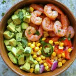 - 1 lb large shrimp, peeled and deveined - 2 tablespoons olive oil - 1 teaspoon chili powder - 1 teaspoon paprika - 1 teaspoon garlic powder - Juice of 2 limes - Salt and pepper to taste - 2 ripe avocados, diced - 1 cup sweet corn (fresh or frozen) - 1 red bell pepper, diced - 1/2 red onion, finely chopped - 1/4 cup fresh cilantro, chopped This dish shines with fresh shrimp, bright flavors, and creamy avocados. The shrimp give protein and a satisfying bite. Avocados add creaminess and healthy fats. Sweet corn pops with each bite, while the bell pepper and onion provide crunch and color. - Jalapeño for added heat - Additional seasonings or garnishes If you like spice, add jalapeño to boost flavor. You can also try different herbs or toppings. Customize this salad to suit your taste. To start, combine the following in a medium bowl: - 2 tablespoons olive oil - 1 teaspoon chili powder - 1 teaspoon paprika - 1 teaspoon garlic powder - Juice of 2 limes - Salt and pepper to taste Add 1 pound of peeled and deveined shrimp to the bowl. Mix well until the shrimp are coated. Let the shrimp marinate for 15 to 20 minutes. This step adds a lot of flavor. Next, heat a skillet over medium-high heat. Once hot, add the marinated shrimp. Cook for 2 to 3 minutes on each side. The shrimp should turn pink and opaque. Be careful not to overcook them, or they will get tough. While the shrimp cooks, prepare the salad base. In a large mixing bowl, combine: - 2 ripe avocados, diced - 1 cup sweet corn (fresh or frozen) - 1 red bell pepper, diced - 1/2 red onion, finely chopped - 1/4 cup fresh cilantro, chopped - 1 jalapeño, finely chopped (optional) Gently toss the ingredients together. Use your hands or a spatula, but be careful with the avocados. Once the shrimp are cooked, add them to the salad mixture. Drizzle any leftover marinade from the shrimp over the salad. Toss everything together gently. Be sure not to mash the avocados as you mix. For plating, use bowls or a large platter. You can serve the salad as is or add a bit more lime juice for extra flavor. If you want, add more salt or pepper to taste. This salad looks great and tastes even better! To cook shrimp just right, watch for color and texture. The shrimp should turn pink and opaque. If they curl tightly, they are overcooked. Cook shrimp for 2-3 minutes on each side. Avoid cooking them too long. Overcooked shrimp can become rubbery and tough. Pick avocados that feel slightly soft when you squeeze them gently. A ripe avocado has a dark skin and yields to pressure. If they are too firm, give them a few days to ripen. When cutting avocados, use a sharp knife. Cut around the pit and twist to remove it. To store, wrap cut avocados in plastic wrap. This helps keep them fresh and stops browning. For more flavor, consider adding fresh lime zest or a pinch of cumin. These pair well with the shrimp. You can also mix in diced mango for a sweet twist. For garnishing, use fresh cilantro sprigs or lime wedges. They add color and a fresh taste. {{image_2}} If you want a vegetarian version of this dish, replace the shrimp with grilled tofu or chickpeas. Both options add protein and texture. For a gluten-free option, you can enjoy this salad as is. All the ingredients are already gluten-free. Just ensure your seasonings are also gluten-free. To switch up the flavors, try adding different spices. Cumin or oregano can give the salad a new twist. You can also add fresh herbs like basil or mint for extra freshness. If you want a hint of sweetness, toss in diced mango or pineapple. These fruits work well with lime and shrimp. Using seasonal produce can enhance your salad. In summer, fresh tomatoes and cucumbers add a crisp touch. In fall, roasted butternut squash can make it hearty. During winter, try using citrus fruits like oranges or grapefruits for brightness. Each season brings new flavors, so feel free to mix and match! To keep your Chili Lime Shrimp & Corn Avocado Salad fresh, store it in the fridge. Use an airtight container for best results. Glass containers work well and do not stain. If you have a large salad, divide it into smaller portions. This helps with quick access and keeps it fresh longer. When reheating the shrimp, do it gently. Use a skillet over low heat. This method helps keep the shrimp juicy. Avoid microwaving, as it may make the shrimp tough. For the salad, it’s best to eat it cold. If you reheat it, the avocado might get mushy. In the fridge, this salad lasts about 2 days. After that, the ingredients may spoil. Look for signs like brown avocados or a sour smell. If the shrimp looks or smells off, throw it out. Always trust your nose and eyes when checking for freshness. Yes, you can make the salad ahead of time. Prepare the shrimp and salad base separately. Store them in airtight containers in the fridge. Combine them just before serving. This keeps the avocados fresh and prevents them from browning. If you want to save time, chop the veggies a day in advance. You can use frozen shrimp. Just thaw them before cooking. Place the shrimp in cold water for about 15-20 minutes. This ensures even cooking. Fresh shrimp offers a better texture, but frozen works well too. Just make sure they are peeled and deveined. To add heat, include more jalapeño. You can also use red pepper flakes or hot sauce. Mix these into the marinade for an extra kick. Adjust the spice level to suit your taste. You can always add more later if needed. Yes, you can skip the cilantro if you don't like it. Try using parsley or basil instead. They add a fresh flavor to the salad. If you want something bolder, consider mint. Each herb brings a unique taste that can enhance the dish. This blog post covered the key ingredients for a tasty shrimp salad. We talked about how to marinate shrimp, cook it just right, and mix it with fresh veggies. I shared tips to enhance your dish and how to store it properly. You can adapt the recipe to fit your tastes, whether you want it spicy or vegetarian. Remember, cooking should be fun and easy. Enjoy making your shrimp salad just the way you like it!
