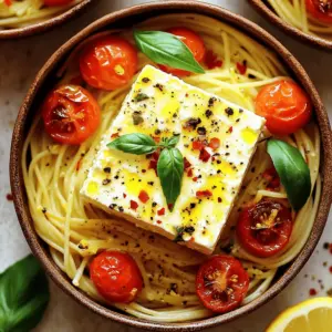 - 1 block (8oz) feta cheese - 2 cups cherry tomatoes, halved - 3 cloves garlic, minced - 1/4 cup extra virgin olive oil - 1 teaspoon dried oregano - 1/2 teaspoon red pepper flakes (adjust to taste) - 12 oz pasta (penne or fusilli) - Fresh basil leaves for garnish - Zest of 1 lemon In this recipe, the main ingredients are simple yet packed with flavor. Feta cheese is the star of the dish. It melts beautifully, adding creaminess to the pasta. Cherry tomatoes add sweetness and a pop of color. Minced garlic gives a wonderful aroma and taste. The additional ingredients enhance the dish. Extra virgin olive oil adds richness, while oregano and red pepper flakes bring warmth and depth. You can adjust the red pepper flakes to match your spice level. For the pasta, I recommend penne or fusilli. These shapes hold the sauce well, making each bite enjoyable. Fresh basil leaves and lemon zest brighten the dish and add a fresh finish. As you gather these ingredients, think about how they come together. Each brings its unique taste, creating a delightful meal that everyone will love. 1. Preheat the oven to 400°F (200°C). This helps the feta and tomatoes cook perfectly. 2. Prepare the baking dish. In a 9x13 inch dish, place the block of feta cheese in the center. Surround it with the halved cherry tomatoes and minced garlic. This mixture is key to the dish's flavor. 1. Season the mixture. Drizzle the extra virgin olive oil over the feta and tomatoes. 2. Sprinkle the spices. Add dried oregano, red pepper flakes, salt, and pepper on top. This adds depth to the dish. 3. Bake the dish. Place it in the oven and bake for 25-30 minutes. You want the feta to soften and turn golden, while the tomatoes blister. This creates a rich, creamy sauce. 1. Cook the pasta. Follow the package instructions until it is al dente. Make sure to reserve 1 cup of pasta water before draining. 2. Combine the baked ingredients. Once the feta and tomatoes are done, remove the dish from the oven. Use a fork to mash the feta with the tomatoes, garlic, and olive oil until creamy. 3. Mix with pasta. Add the drained pasta to the dish, mixing well. Slowly add reserved pasta water until the sauce reaches your desired consistency. Adjust the seasoning if needed. This step is important to ensure every bite is flavorful. To make your dish shine, spice levels matter. I love using red pepper flakes. Start with 1/2 teaspoon. You can add more if you want more heat. Taste as you go. This method keeps your dish tasty yet balanced. Pasta texture is key. Aim for al dente pasta, which means it still has a slight bite. When cooking, follow the package instructions carefully. Always save some pasta water before draining. This water helps make the sauce creamy and smooth. Garnishing makes a big difference! Fresh basil leaves add color and flavor. Just sprinkle them on top. Lemon zest brings a bright touch. Use a microplane to finely grate the zest before adding. For serving, use deep bowls. This helps keep the sauce contained. Drizzle a little olive oil on top for richness. If you like cheese, add freshly grated parmesan for extra flavor. Your dish will look and taste amazing! {{image_2}} You can change this dish to fit your taste. Using different types of cheese can add new flavors. For example, goat cheese works well. It has a tangy taste that pairs nicely with tomatoes. You might also try mixing in some mozzarella for a creamier texture. Adding vegetables can really enhance this dish. Spinach is a great choice. It cooks down and blends well with the sauce. Bell peppers add a nice crunch and sweetness. Feel free to toss in other veggies like zucchini or mushrooms for extra color and nutrition. If you need gluten-free options, you can use gluten-free pasta. Many brands offer good choices that taste great. Look for pasta made from rice or lentils for a healthy twist. For those who follow a vegan diet, there are cheese alternatives available. Many brands make vegan feta that can work well in this recipe. You can also use cashew cheese for a creamy texture. Just keep in mind that the flavor may change slightly, but it can still be delicious! After you finish this tasty dish, store any leftovers in airtight containers. This helps keep the flavors fresh. Make sure to let the pasta cool down before sealing the container. The pasta will last in the fridge for about three to five days. If you want to enjoy it later, just reheat it. You can freeze this baked pasta for up to three months. To freeze, let it cool and then transfer it into freezer-safe containers. Be sure to label them with the date. When you are ready to eat, thaw it overnight in the fridge. Reheat in the oven at 350°F (175°C) until hot, about 20-25 minutes. You can also reheat it in the microwave, but this may change the texture a bit. Add a splash of water to keep it moist. To make the sauce creamy, you can adjust the pasta water. After cooking your pasta, save about one cup of the water. When you mix the baked feta and tomatoes with your pasta, add the reserved pasta water slowly. Stir well and check the creaminess. If it’s too thick, add more water a bit at a time until you get the smooth texture you want. This helps keep the sauce light and flavorful without making it too watery. Yes, you can use frozen tomatoes. They will change the texture a bit. Frozen tomatoes often become softer when cooked. This can be nice for creating a sauce, but it may lack the fresh taste of ripe tomatoes. If you use frozen, let them thaw and drain some liquid before baking. This helps avoid excess water in your pasta dish. This pasta dish goes well with simple sides. A fresh salad with greens, like arugula or spinach, adds a nice crunch. You could also serve crusty bread on the side. The bread is great for mopping up the creamy sauce. For a heartier option, try garlic bread or a light soup. These choices will complement the rich flavors of the pasta nicely. This blog post covered a delightful baked feta tomato pasta recipe. We explored main ingredients like feta cheese, cherry tomatoes, and garlic, along with tasty extras and garnishes. I shared step-by-step instructions for preparation and cooking, along with tips to perfect the dish. You learned about variations, including ingredient swaps and dietary options. Finally, I provided storage tips to keep leftovers fresh. Enjoy this easy recipe that brings vibrant flavors to your table. Your culinary adventure awaits as you make this dish your own!