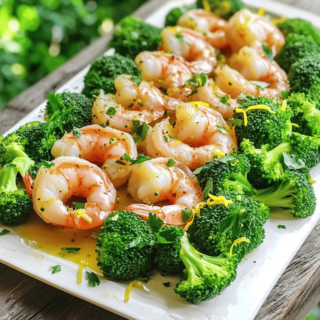 - 1 lb large shrimp, peeled and deveined - 2 cups broccoli florets - 3 tablespoons olive oil - 2 tablespoons lemon juice - 1 tablespoon lemon zest - 1 teaspoon freshly cracked black pepper - 1 teaspoon garlic powder - 1/2 teaspoon onion powder - Salt to taste - Optional: Fresh parsley for garnish - Baking sheet - Mixing bowl - Measuring spoons Gathering the right ingredients is key to making this dish shine. First, you need the shrimp. Look for large shrimp that are fresh, peeled, and deveined. They should be plump and firm. Next, grab some bright green broccoli florets. They add color and nutrition. Don't forget the olive oil; it helps everything cook well and adds flavor. For the zest, fresh lemons will brighten the dish. Lemon juice and lemon zest both bring a lively taste. You'll need a few seasonings: black pepper, garlic powder, and onion powder. They make the shrimp and broccoli pop with flavor. A pinch of salt will balance everything out. Fresh parsley is optional but brings a lovely touch to the plate. For tools, a baking sheet is a must. It holds all the ingredients as they roast. A mixing bowl helps you combine everything easily. Lastly, use measuring spoons to ensure you get the right amounts. Now you're ready to cook! - Preheat your oven to 400°F (200°C). - In a large mixing bowl, combine 1 lb of peeled and deveined shrimp with 2 cups of broccoli florets. - Drizzle 3 tablespoons of olive oil and 2 tablespoons of lemon juice over the shrimp and broccoli. - Add 1 tablespoon of lemon zest, 1 teaspoon of black pepper, 1 teaspoon of garlic powder, 1/2 teaspoon of onion powder, and salt to taste. - Toss the mixture well until the shrimp and broccoli are fully coated. - Arrange the shrimp and broccoli evenly on a sheet pan, making sure they are in a single layer. - Roast in the oven for about 12-15 minutes. The shrimp will turn pink and opaque, while the broccoli will become tender-crisp. To check if shrimp are done, look for two key signs. First, they should be pink. Second, they should be opaque. This usually takes about 12 to 15 minutes in the oven. If you see these changes, your shrimp are ready. An even layer on the sheet pan is very important. This helps them cook evenly. If they overlap, some shrimp may not cook well. Spread them out nicely for the best results. For serving, I love using a large platter. It makes the dish look more inviting. You can also serve them on individual plates. Drizzle some extra lemon juice over the top. This adds flavor and a bright look. A sprinkle of lemon zest makes it even prettier. Garnish with fresh parsley for a pop of color. It gives a nice touch and a fresh taste. Adding more greens is a great way to boost the dish. You can toss in spinach or snap peas with the broccoli. This adds nutritional variety and color. Consider low-sodium options for seasonings. You can find salt-free lemon pepper blends at many stores. These help keep the dish healthy while still tasting great. {{image_2}} You can swap in other veggies for great taste. Asparagus and bell peppers work well. Both add color and flavor to your dish. They roast nicely and pair well with shrimp. If you want to change the oil, try avocado oil. It has a mild taste and is healthy. This swap keeps your dish just as tasty. Want some heat? Add red pepper flakes or sriracha for a spicy kick. Just a pinch can make a big difference. It adds warmth without taking over the lemon flavor. For herbs, consider cilantro or dill. Both herbs give your dish a fresh twist. They also add a nice pop of color. If you need gluten-free options, you’re in luck! This dish is naturally gluten-free. Just make sure your seasoning blends are also gluten-free. For a low-carb version, skip the broccoli and add more shrimp. Zucchini or cauliflower can also replace broccoli. Both options are low in carbs and work well with lemon pepper flavors. To keep your Lemon Pepper Shrimp and Broccoli fresh, store leftovers in an airtight container. This will help prevent odors and keep the dish tasty. You can refrigerate it for up to three days. Make sure it cools down to room temperature before sealing it in. If you want to save some for later, you can freeze this meal. First, let it cool completely. Then, place it in a freezer-safe bag or container. Squeeze out as much air as you can. This will help avoid freezer burn. You can freeze it for up to three months. To reheat, thaw it overnight in the fridge. Then, warm it up in the oven at 350°F (175°C) until heated through, about 15-20 minutes. To make cooking easier, prep your ingredients ahead of time. You can peel and devein the shrimp a day before. Also, you can wash and cut the broccoli into florets. Store these in the fridge. This way, when you're ready to cook, everything is ready to go. Batch cooking is another great idea. Make a large batch and portion it out for quick meals during the week. You can enjoy this dish without the fuss of daily cooking! Shrimp cook very fast. It usually takes about 12 to 15 minutes in the oven. You want them pink and opaque. If you pan-fry, it only takes about 5 to 7 minutes. Just make sure not to overcook them. Overcooked shrimp turn rubbery. Keep an eye on them! Yes, you can use frozen shrimp! Just make sure to thaw them first. You can do this by placing them in cold water for about 15 minutes. Pat them dry before you mix them with the broccoli and spices. Frozen shrimp are just as tasty as fresh! This dish pairs well with many sides. You can serve it with rice or quinoa for a filling meal. A fresh salad adds a nice crunch too. If you want more protein, grilled chicken or tofu works great. You can even serve it with crusty bread to soak up the flavors! In this article, we covered a simple and tasty shrimp dish. You learned about the key ingredients, step-by-step cooking, tips for success, and ways to customize it. Roasting shrimp with broccoli is easy, healthy, and delicious. You can also make it your own by experimenting with flavors and swapping ingredients. Whether you’re meal prepping or looking for a quick dinner, this recipe fits well. Enjoy your cooking and the tasty rewards that follow!