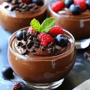 To make the Protein Cottage Cheese Chocolate Mousse, you will need some simple and tasty ingredients. Here’s a list to help you gather what you need: - 1 cup cottage cheese (low-fat or full-fat) - ¼ cup unsweetened cocoa powder - ¼ cup honey or maple syrup - 1 teaspoon vanilla extract - ½ cup Greek yogurt - 2 tablespoons almond milk (or any milk of choice) - A pinch of sea salt - Dark chocolate shavings or fresh berries for garnish Each ingredient plays a key role in this recipe. Cottage cheese gives the mousse its base and adds protein. Cocoa powder brings rich chocolate flavor. Honey or maple syrup adds sweetness without refined sugar. Greek yogurt helps make the mousse creamy and smooth. Almond milk keeps the mix light, while sea salt enhances all the flavors. You can choose between low-fat or full-fat cottage cheese based on your taste. The same goes for the sweetener. I often switch between honey and maple syrup, depending on what I have on hand. For the garnish, dark chocolate shavings add a nice touch. Fresh berries add color and a fruity flavor. Both options make the mousse look fancy and fun. With these ingredients, you can create a delicious and healthy dessert that everyone will love! 1. Combine ingredients in a blender or food processor Start by adding your cottage cheese, cocoa powder, honey or maple syrup, vanilla extract, Greek yogurt, almond milk, and a pinch of sea salt into the blender. This mix gives the mousse its rich and smooth base. 2. Blend until smooth and creamy Blend on high for about 2-3 minutes. Stop every so often to scrape down the sides. This helps everything mix evenly. You want a nice, creamy texture. 3. Adjust sweetness if needed Taste your mousse. If it needs more sweetness, add a bit more honey or maple syrup. Blend again briefly to mix in the extra sweetness. It’s all about your taste! 4. Transfer to serving dishes Once it's smooth, scoop the mousse into individual dishes or cups. This makes it easy to serve later, and it looks great too! 5. Refrigerate for texture enhancement Cover the dishes with plastic wrap or lids. Place them in the fridge for at least 30 minutes. This helps the mousse set and lets the flavors blend better. You’ll love how cool and creamy it gets! - Choosing the right cottage cheese Use low-fat or full-fat cottage cheese based on your taste. Low-fat gives a lighter texture, while full-fat adds richness. I prefer full-fat for a creamier mousse. - Alternate sweeteners for variations Honey and maple syrup work well. You can also try agave or stevia for a lower-calorie option. Each sweetener changes the flavor a bit, so pick what you love. - How to achieve the perfect consistency Blend the mixture until it is smooth and creamy. If it feels too thick, add a splash of almond milk. This simple trick makes the mousse silkier. - Creative presentation ideas Serve the mousse in small cups or jars. Add a sprig of mint on top for color. You can also layer the mousse with berries for a beautiful look. - Accompaniments to serve with mousse Pair it with fresh fruit, like strawberries or raspberries. A handful of nuts can add a nice crunch. You can also serve it with cookies for a fun treat. {{image_2}} You can easily change this mousse by swapping out ingredients. Here are some great ideas: - Alternative protein sources: Instead of cottage cheese, try silken tofu. It gives a smooth texture and works well. - Dairy-free options: Use plant-based yogurt or nut milk. Almond milk or coconut milk are both tasty choices. - Flavor variations: Want a different taste? Add a bit of espresso for a coffee kick. You can also try spices like cinnamon or nutmeg for a warm flavor. Making this mousse fit your diet is easy. Here are some options: - Vegan mousse: Use silken tofu and maple syrup. This keeps it creamy and sweet without any animal products. - Gluten-free mousse: All the ingredients in this recipe are gluten-free. So, you can enjoy it without worry. Feel free to mix and match these ideas. You can create a mousse that fits your taste and diet. Enjoy experimenting! To store unused mousse, first cover it tightly. You can use plastic wrap or a lid. This keeps the mousse fresh and prevents it from absorbing other flavors in the fridge. The mousse lasts about 3 to 5 days in the fridge. For longer storage, you can freeze it. Just scoop the mousse into airtight containers. Be sure to leave space for expansion. The mousse can stay in the freezer for up to 2 months. When you take the mousse out of the fridge, it may seem a bit firm. To revive the mousse texture, let it sit at room temperature for about 10 minutes. Then, stir gently with a spatula or spoon. This helps it become creamy again. If it feels too thick, you can mix in a splash of almond milk. This will help restore its smoothness. Enjoy your mousse as if it was freshly made! Can I use flavored cottage cheese? Yes, you can use flavored cottage cheese. It adds a twist to the mousse. Try vanilla or strawberry for a fun flavor. Just keep in mind that it might change the sweetness and chocolate balance. How can I make this mousse dairy-free? To make the mousse dairy-free, swap cottage cheese for silken tofu. Use coconut yogurt instead of Greek yogurt. Choose almond milk or any plant-based milk. This keeps the creaminess and flavor while being dairy-free. Is it possible to use a sugar substitute? Yes, sugar substitutes work well. You can use stevia, erythritol, or monk fruit sweetener. Adjust the amount based on the product's sweetness. Taste the mousse and adjust as needed for the best flavor. What can I use as a garnish besides berries or chocolate? You have many options for garnish! Try crushed nuts for crunch, shredded coconut for flavor, or a drizzle of nut butter for richness. A sprig of mint adds a fresh touch too. Get creative with your garnishes! This mousse recipe is simple and fun to make. You learned about key ingredients, step-by-step instructions, and helpful tips. You can even explore flavor variations to fit your taste. Remember to store any leftovers properly to enjoy later. With these ideas, you can impress friends and family with a tasty treat. Don't be afraid to experiment and make this mousse your own. I hope you enjoy making and sharing it!