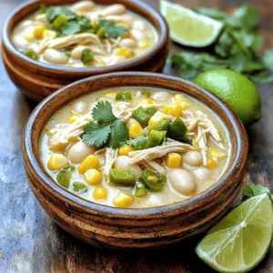 - 1 pound boneless, skinless chicken breasts - 1 can (15 oz) white beans (cannellini or great northern), drained and rinsed - 1 can (10 oz) diced green chilies For this creamy white chicken chili, the main ingredients are key. The chicken gives protein and a tender texture. I like using boneless, skinless chicken breasts for easy shredding. White beans add a nice creaminess and a touch of fiber. They help make the chili hearty and filling. Diced green chilies bring a mild spice and vibrant flavor. They also add a lovely color to the dish. - 1 teaspoon ground cumin - 1 teaspoon chili powder - 4 cups low-sodium chicken broth Seasonings are vital for depth of flavor. Ground cumin adds warmth and an earthy taste. I find chili powder gives the dish a nice kick without being too hot. Using low-sodium chicken broth keeps the chili rich without being overly salty. This broth base is the heart of the dish. It ties all the flavors together, making every spoonful comforting. - 1 cup heavy cream or coconut cream - 1 cup corn (fresh, frozen, or canned) - Fresh cilantro, chopped (for garnish) - Lime wedges (for serving) Optional ingredients can enhance the dish. Adding heavy cream or coconut cream makes the chili creamy and rich. If you want a dairy-free option, coconut cream works great. Corn gives sweetness and texture, making each bite more exciting. Fresh cilantro adds a burst of flavor and a beautiful garnish. Lime wedges bring freshness and balance to the chili. Squeezing lime juice over the top right before serving makes it even better. Layering the Ingredients Start by placing the chicken breasts at the bottom of your slow cooker. This helps them cook well. Next, add the drained white beans on top of the chicken. Then, sprinkle the diced green chilies, diced onion, minced garlic, and corn over everything. This creates a nice mix of flavors. Adding the Broth and Seasonings Now, pour in the low-sodium chicken broth. This adds moisture and flavor. Next, stir in the ground cumin, chili powder, paprika, salt, and pepper. Make sure everything is mixed well. This step is key to getting the best taste. Setting the Cooker on Low or High Cover the slow cooker with the lid. You can set it on low for 6-7 hours or high for 3-4 hours. Both settings will cook the chicken nicely. If you have time, I recommend low. It allows the flavors to deepen. Timing for Chicken Cooking Check the chicken after the cooking time. It should be tender and easy to shred. If it’s not done, you can cook it a bit longer. Proper cooking is important for the best texture. Shredding the Chicken Once the chicken is cooked, take it out carefully. Use two forks to shred it into bite-sized pieces. This makes it easy to mix back into the chili. Adding Cream for Richness Stir in the heavy cream or coconut cream. This adds a nice creaminess to the chili. Mix thoroughly to ensure every bite is rich and satisfying. Allowing Flavors to Meld Let the chili sit on low for an extra 15-20 minutes. This helps all the flavors blend together. It’s a simple step, but it makes a big difference in taste. Using Fresh Ingredients Fresh ingredients make a big difference. Choose ripe tomatoes, crisp onions, and vibrant herbs. Fresh garlic adds a strong, bold taste. Fresh cilantro on top gives a nice finish. Consider fresh corn when in season for added sweetness. Adjusting Spices to Taste Taste is key in cooking. Start with the spices listed, then adjust. If you like it spicy, add more chili powder or even fresh jalapeños. If you want less heat, cut back on spices. Always taste as you go to find your perfect mix. Ensuring Creaminess To keep your chili creamy, stir in the heavy cream slowly. This helps it blend well. If you use coconut cream, it gives a nice flavor twist. Let the chili sit for a bit after adding cream. This helps it thicken and become richer. Preventing Burnt Bottoms Burnt chili is no fun! To avoid this, add enough broth. Stir well before cooking. If you notice it sticking, check the heat settings. Cooking on low is safer for long times. If cooking on high, watch it closely. Ideal Bowls and Accompaniments Serve your chili in rustic bowls. They add charm and keep the chili warm. Pair it with warm tortillas or cornbread. These are perfect for dipping. You can also serve it with a side salad for freshness. Garnishing for Presentation A great garnish makes your dish pop. Sprinkle fresh cilantro on top. Add a few lime wedges on the side. This adds color and a fresh taste. A drizzle of cream looks nice too. Create an appealing look that invites everyone to dig in! {{image_2}} Dairy-Free Options You can easily make this chili dairy-free. Use coconut cream instead of heavy cream. It adds a nice touch of sweetness and creaminess. Just stir it in at the end like you would with regular cream. Additional Protein Choices If you want to mix it up, try using turkey or even vegan protein. Shredded rotisserie chicken works great for a quick fix, too. You can also add cooked lentils for a plant-based option. Spicy Versions with Jalapeños Want some heat? Toss in diced jalapeños. You can add them at the start or mix them in before serving. This gives your chili a spicy kick that many will love. Southwestern Influences Add some southwestern flair with spices like smoked paprika or chipotle powder. These spices will deepen the flavor. You can also add black beans for a richer texture. Using Seasonal Vegetables Make your chili more colorful by adding seasonal veggies. Try bell peppers in summer or root vegetables in winter. They add great flavor and nutrition. Adapting for Winter vs. Summer In winter, you might want a thicker chili. Add more beans or corn for heartiness. In summer, keep it lighter. Focus on fresh herbs and veggies to brighten up the dish. To store your creamy white chicken chili, let it cool first. Place leftovers in an airtight container. This keeps the chili fresh and tasty. Store it in the fridge for up to 3 days. If you want to keep it longer, consider freezing. To freeze your chili, use a freezer-safe container. Leave some space at the top. This allows for expansion. You can freeze it for up to 3 months. For best results, label the container with the date. When you’re ready to eat, thaw it in the fridge overnight. This helps maintain flavor and texture. You can reheat your chili on the stovetop or in the microwave. For the stovetop, place it in a pot over medium heat. Stir often until hot. If using a microwave, heat it in a microwave-safe bowl. Stir halfway through for even warming. Sometimes, the chili may thicken when reheating. If this happens, add a splash of chicken broth or water. This keeps the chili creamy and smooth. Always taste and adjust the seasoning if needed. Yes, you can use frozen chicken! Just place the frozen chicken breasts at the bottom of the slow cooker. They will cook well in the broth and spices. - Cooking from Frozen Cook the chili on high for about 4-5 hours. On low, it may take 8-9 hours. Make sure the chicken reaches 165°F for safety. Adding heat is easy! You can mix in some chopped jalapeños or a dash of hot sauce. - Tips for Adding Heat Try adding 1-2 teaspoons of cayenne pepper for a big kick. You can also sprinkle in some crushed red pepper flakes while it cooks. Absolutely! This chili keeps well and tastes even better the next day. - Meal Prep Recommendations Prepare it a day in advance and store it in the fridge. Just reheat it on the stove or microwave. You can also freeze it for later. This chili recipe offers a simple way to enjoy hearty flavors. You learned about the key ingredients, the cooking steps, and how to store leftovers. Remember to customize the spices to fit your taste. Whether you prefer it creamy or spicy, there are many variations to explore. Enjoy experimenting with this dish and make it your own. With each bowl, you’ll find easy meals that are tasty and comforting. Dive in and savor the richness of your creation!