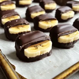 To make Frozen Peanut Butter Cup Banana Bites, you need a few simple ingredients. Here’s what to gather: - 2 ripe bananas - 1/2 cup creamy peanut butter - 1/4 cup dark chocolate chips - 1 tablespoon coconut oil - Sea salt (optional) These ingredients come together to create a tasty treat. Ripe bananas are key. They add natural sweetness and make the bites creamy. The peanut butter gives a rich flavor, while dark chocolate adds a nice touch of sweetness. Coconut oil helps the chocolate melt smoothly. You can skip the sea salt or use it if you like a salty bite. This mix makes a delicious snack for kids and adults alike. - First, take 2 ripe bananas. Slice them into 1-inch rounds. Aim for even slices for best results. - Next, grab a spoon and spread a small amount of peanut butter on one slice. - Place another banana slice on top. This creates a tasty peanut butter sandwich. - You can serve these right away or freeze them for 30 minutes. Freezing helps the flavors blend. - For the chocolate coating, you need dark chocolate chips and coconut oil. - In a microwave-safe bowl, add 1/4 cup of dark chocolate chips and 1 tablespoon of coconut oil. - Microwave this mix in 30-second intervals. Stir after each interval. Continue until smooth and melted. - This step makes a silky coating for your banana bites. - Now, take each banana sandwich and dip it into the melted chocolate. - Make sure it is fully coated in chocolate for the best taste. - Return the chocolate-covered bites to the lined baking sheet. - If you like, sprinkle a pinch of sea salt on top before the chocolate hardens. - Finally, place the baking sheet in the freezer. Freeze the bites for at least 1 hour or until solid. - Enjoy this delightful treat straight from the freezer! Pick bananas that are ripe but not too soft. Look for bananas that have yellow skin with a few brown spots. This means they are sweet and perfect for your bites. If the bananas are green, they are not ripe enough. Overripe bananas can be mushy and won’t hold up well. To melt chocolate, use a microwave-safe bowl. Add dark chocolate chips and coconut oil together. Microwave for 30 seconds at a time. Stir the mixture well each time. This helps avoid burning and clumping. You want a smooth and glossy texture. If the chocolate is not melted after a minute, keep microwaving in short bursts. These frozen bites are great on their own. Serve them as a snack or dessert. You can also add a drizzle of honey or some chopped nuts for extra crunch. For fun, try adding sprinkles or coconut flakes on top. These little touches can make your treats even more special. Enjoy them fresh from the freezer for a cool, tasty treat! {{image_2}} You can switch the peanut butter for almond or cashew butter. Both options add unique flavors. Almond butter gives a sweet, nutty taste. Cashew butter is creamy and mild. Each choice still pairs well with banana and chocolate. This lets you cater to your personal taste or dietary needs. You can choose between dark chocolate and milk chocolate. Dark chocolate has a rich flavor and is less sweet. It also offers more health benefits. Milk chocolate is sweeter and creamier, making it a favorite for many. Try both to find your perfect match for the banana bites. Adding toppings can make your banana bites even more fun. You can sprinkle chopped nuts on top for crunch. Add colorful sprinkles for a festive look. You can also mix in mini chocolate chips or coconut flakes. These add-ins make each bite exciting and unique. Feel free to get creative with what you have! To keep your frozen bites fresh, store them in an airtight container. This prevents freezer burn and keeps them tasting great. You can also wrap each bite in plastic wrap before placing them in the container. This extra layer keeps moisture out. You can keep these bites in the freezer for up to three months. After that, they might lose some flavor and texture. Be sure to label your container with the date. This way, you know when to enjoy them at their best. These bites are best enjoyed straight from the freezer. There’s no need to reheat them. If you prefer a softer treat, let them sit at room temperature for about five minutes. This brings out the flavors while keeping the bites deliciously cold. Yes, you can make these without chocolate. You can use yogurt instead. Greek yogurt works well for a creamy texture. Just dip the banana bites in yogurt instead of chocolate. You can also sprinkle some nuts or granola for added crunch. These options give you a tasty twist while keeping it fun. You can keep frozen banana bites for up to three months. Make sure to store them in an airtight container. This keeps them fresh and prevents freezer burn. If you want to enjoy them later, just take out as many as you like. They will still taste great after being frozen. Frozen Peanut Butter Cup Banana Bites offer good nutrients. Bananas are rich in potassium and vitamins. Peanut butter adds protein and healthy fats. Dark chocolate has antioxidants, making it a tasty treat. Just remember to enjoy in moderation. Each bite is a balance of flavors and nutrition. This post shared a simple and fun recipe for frozen peanut butter banana bites. We discussed the needed ingredients, steps to make them, and tips for success. Remember to choose ripe bananas for the best taste and melt chocolate carefully to avoid burning. You can personalize your bites with different nut butters or toppings. Store them well in the freezer for a tasty snack later. Enjoy these treats knowing they can be a healthy choice, too.