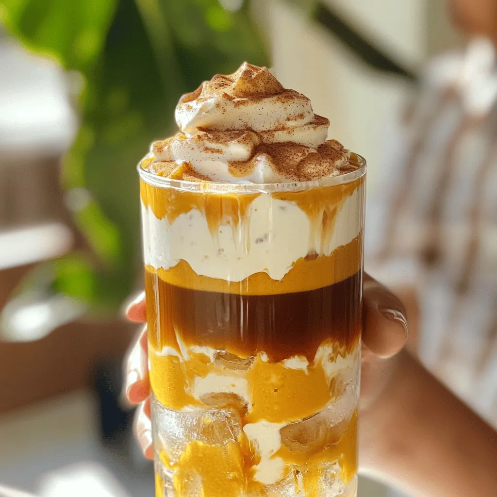 For your Starbucks Copycat Pumpkin Cream Cold Brew, gather these simple ingredients: - 1 cup cold brew coffee - 1/2 cup pumpkin puree - 1/2 cup heavy cream (or dairy-free alternative) - 2 tablespoons maple syrup (adjust to taste) - 1 teaspoon pumpkin pie spice (plus extra for garnish) - 1 teaspoon vanilla extract - Ice cubes Choosing great ingredients makes a big difference. Look for fresh pumpkin puree, not the canned stuff with added sugar. If you want a creamy texture, select full-fat heavy cream or a rich dairy-free option like coconut cream. For maple syrup, use pure syrup over imitation. This gives your drink a natural sweetness. Finally, choose a cold brew coffee that suits your taste. A smooth, medium roast works well. You can easily adjust this recipe. For a dairy-free option, swap heavy cream for coconut cream or almond milk. If you want a sugar-free drink, use a sugar substitute in place of maple syrup. You can also skip the pumpkin pie spice and use cinnamon or nutmeg for a different flavor. Enjoy personalizing your drink to fit your needs! To start, grab a medium mixing bowl. Add 1/2 cup of pumpkin puree. Next, pour in 1/2 cup of heavy cream. If you need a dairy-free option, use a dairy-free cream instead. Then, add 2 tablespoons of maple syrup. You can adjust this based on how sweet you want it. Now, sprinkle in 1 teaspoon of pumpkin pie spice and 1 teaspoon of vanilla extract. Whisk all these ingredients together until they are smooth. This creates a rich pumpkin cream that tastes amazing. While the pumpkin cream is coming together, it’s time to prepare the cold brew. Take 1 cup of cold brew coffee and pour it over ice in a tall glass. This helps it stay cold and refreshing. Now, cover your bowl with the pumpkin cream and pop it in the fridge. Let it chill for about 30 minutes. This time allows the flavors to mix well and makes the cream nice and cool. Once your pumpkin cream is chilled, it’s time to layer it. First, take the bowl out of the fridge. Using a spoon, gently layer the pumpkin cream on top of the cold brew. Aim for it to float nicely on the surface. This creates a lovely look. For the final touch, sprinkle extra pumpkin pie spice on top. If you like it sweeter, drizzle a little maple syrup over the cream. Now, your Starbucks Copycat Pumpkin Cream Cold Brew is ready to enjoy! To make smooth pumpkin cream, mix the ingredients well. Use a whisk to blend the pumpkin puree, heavy cream, maple syrup, pumpkin pie spice, and vanilla extract. The goal is a rich and creamy texture. If it feels too thick, add a splash of cream. If it’s too runny, whisk in a bit more pumpkin puree. Taste your pumpkin cream as you make it. If you like it sweeter, add more maple syrup. For a spicier kick, sprinkle in extra pumpkin pie spice or a dash of cinnamon. Always adjust to your taste. Remember, the flavor should balance the coffee, not overpower it. Presentation elevates your drink. Use a tall glass to show off the layers. Pour your cold brew over ice first, then layer the pumpkin cream on top gently. Finish with a sprinkle of pumpkin pie spice. You can also drizzle some maple syrup for extra flair. Serve with a straw or spoon to mix in the cream before sipping. {{image_2}} If you want to skip dairy, use coconut cream or almond milk. Coconut cream gives a rich taste. Almond milk keeps it lighter. Both options still mix well with pumpkin puree and spices. You can find these at most stores. Just make sure they are unsweetened for the best flavor. You don’t have to use cold brew coffee. Brew strong coffee and chill it. You can also use iced coffee for a quick fix. Some people enjoy using a coffee substitute made from chicory or barley. This gives a unique twist to your drink. Feel free to get creative with spices! Adding cinnamon or nutmeg can spice things up. A dash of ginger can add warmth. You could even mix in a bit of vanilla extract for extra flavor. Experiment with these spices to find your favorite blend. If you have leftover pumpkin cream, store it in an airtight container. Make sure to seal it well to keep out air. It will stay fresh in the fridge for up to three days. If you want to save it longer, consider freezing it. Pour the cream into ice cube trays. Once frozen, pop the cubes out and store them in a bag. This way, you have pumpkin cream ready for future drinks! To enjoy your leftover pumpkin cream, take it out of the fridge. Let it sit at room temperature for about 10 minutes. This helps it soften. If it’s frozen, microwave a few cubes in short bursts. Heat them until they melt but don’t boil. Stir well before serving. You can add the pumpkin cream to fresh cold brew or even hot coffee for a warm treat. Store your cold brew coffee in a clean, airtight container. A glass jar works best. Keep it in the fridge for up to two weeks. Avoid adding ice directly to the brew. This can water it down. Instead, make ice cubes from the cold brew. This way, your drink stays strong and tasty. Yes, you can make the pumpkin cream a day ahead. Store it in the fridge. It will taste even better after resting. The flavors blend nicely when they sit together for a while. To make more servings, just multiply the ingredients. For example, use 4 cups of cold brew. Add 2 cups of pumpkin puree and cream. Adjust the maple syrup to taste. You can mix it all in a big bowl and chill it. Yes, this drink is kid-friendly! You can adjust the maple syrup for sweetness. Use less pumpkin pie spice if they prefer milder flavors. Just make sure to avoid caffeine if you want to keep it suitable for all ages. In this blog post, we covered how to make a delicious pumpkin cream cold brew. We explored essential ingredients, selected tips, and substitutions for dietary needs. I shared step-by-step instructions for making the cream, preparing the cold brew, and adding final touches. You learned useful tips for consistency and flavor adjustments. Lastly, we discussed storage and answered common questions about the recipe. Enjoy making this drink and feel free to get creative with your own variations. Your taste buds will thank you!