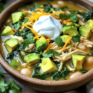 To make a great slow cooker white chicken chili, you need a few key items: - 1 lb boneless, skinless chicken breasts - 1 can (15 oz) white beans, drained and rinsed - 1 cup fresh spinach, chopped - 2 avocados, diced - 1 medium onion, diced - 2 cloves garlic, minced - 1 can (4 oz) diced green chilies - 2 cups low-sodium chicken broth - 1 tsp ground cumin - 1 tsp chili powder - 1/2 tsp paprika - Salt and pepper to taste - Juice of 1 lime These ingredients create a creamy and tasty dish. The chicken and white beans are your main sources of protein. The spinach adds color and nutrition. You can customize your chili with some tasty options: - Chopped cilantro - Sour cream - Shredded cheese Adding these toppings makes your dish more flavorful. Cilantro gives a fresh taste, while sour cream adds creaminess. Cheese melts in and makes each bite rich. To boost the taste, think about these ideas: - Extra cumin or chili powder for more heat - A dash of cayenne pepper for a spicy kick - Lime zest for a fresh twist You can mix and match these spices. Each addition can change the flavor profile of your chili. Be bold with your seasoning to find your perfect balance. To start, gather your ingredients. You will need: - 1 lb boneless, skinless chicken breasts - 1 can (15 oz) white beans, drained and rinsed - 1 cup fresh spinach, chopped - 2 avocados, diced - 1 medium onion, diced - 2 cloves garlic, minced - 1 can (4 oz) diced green chilies - 2 cups low-sodium chicken broth - 1 tsp ground cumin - 1 tsp chili powder - 1/2 tsp paprika - Salt and pepper to taste - Juice of 1 lime - Optional toppings: cilantro, sour cream, shredded cheese Begin by placing the chicken breasts at the bottom of your slow cooker. This helps keep them moist as they cook. Next, add the diced onion, minced garlic, green chilies, and spinach on top. Make sure the veggies are evenly spread. This will add flavor and texture to the chili. Then, sprinkle the white beans over the top. Add the ground cumin, chili powder, paprika, salt, and pepper. These spices are key to your chili’s flavor. Finally, pour the chicken broth over everything. This helps blend all the flavors together. Ensure all the ingredients are covered well. Cover the slow cooker with its lid. Set it to cook on low for 6-8 hours or high for 4 hours. Cooking on low gives the best flavor. If you're in a hurry, the high setting works, too. While it cooks, enjoy the amazing smells filling your kitchen. It feels like a warm hug. If you can, stir once or twice during cooking, but it's not necessary. After the cooking time, check the chicken. It should be tender. Remove the chicken breasts and use two forks to shred them. This is easy and fun! Return the shredded chicken to the slow cooker. Now add the lime juice and diced avocados. Stir gently to mix everything. Taste and adjust the seasoning if needed. Let the chili sit on warm for an extra 10-15 minutes. This helps the flavors blend even more. When you’re ready to serve, dish the chili into bowls. Garnish with chopped cilantro, a dollop of sour cream, and a sprinkle of shredded cheese. Enjoy your creamy and tasty white chicken chili! Shredding chicken can be easy and fun. First, make sure the chicken is hot. I pull it out with tongs and let it cool for a minute. Then, use two forks to shred the chicken. Hold one fork in each hand. Use the first fork to hold the chicken steady. The second fork helps pull apart the meat. This method gives you nice, even shreds. Cooking time can vary. If you want a faster meal, cook on high for 4 hours. For a richer flavor, cook on low for 6-8 hours. Check the chicken after 6 hours on low. If it shreds easily, it’s done! If you’re using larger chicken breasts, add an extra hour. This ensures they cook through fully. To make your chili pop with flavor, use fresh spices. Fresh ground cumin and chili powder gives depth. You can also add a pinch of smoked paprika for a smoky touch. Adding lime juice at the end brightens the dish. Don’t forget to taste as you go. Adjust salt and pepper to suit your taste. Top it off with fresh cilantro, sour cream, or cheese for extra creaminess. Enjoy your chili! {{image_2}} You can easily make this chili vegetarian or vegan. Replace chicken with cooked lentils or chickpeas. Use vegetable broth instead of chicken broth. For creaminess, add coconut milk or cashew cream instead of sour cream. This keeps it rich and tasty while being plant-based. If you have allergies, you can swap out some ingredients. Use quinoa instead of white beans for a gluten-free option. If you're allergic to avocados, try adding diced zucchini or yellow squash. For those sensitive to nightshades, skip the green chilies and use diced celery for crunch. You can change the flavor by adding spices from different regions. For a Mexican twist, add chipotle powder and fresh cilantro. If you want a Southwest flair, use smoked paprika and cumin. For a Thai spin, include ginger and lime leaves. Each option gives a unique taste to your chili. Store any leftover white chicken chili in an airtight container. Let it cool first. You can keep it in the fridge for up to four days. Make sure to label it with the date. This helps you track how long it has been stored. To freeze your white chicken chili, transfer it to a freezer-safe container. Leave some space at the top, as it will expand when frozen. You can freeze it for up to three months. When you’re ready to eat it, just thaw it in the fridge overnight before reheating. For reheating, you can use the stove or microwave. If using the stove, heat it over medium heat until warm. Stir often to avoid sticking. If you prefer the microwave, heat it in short bursts. Stir between each burst for even warming. Add a splash of broth if it seems too thick. Enjoy your meal just like the first time! Yes, you can use frozen chicken. Just place it at the bottom of the slow cooker. You may need to add extra cooking time. If cooking on low, add 1-2 hours. If on high, add 30-60 minutes. Make sure the chicken reaches 165°F for safety. If you don’t have white beans, use black beans or chickpeas. These options work well and add a nice texture. You can also leave the beans out. Just remember to adjust the liquid to keep the chili creamy. This chili has a mild heat level. The green chilies add flavor without too much spice. If you want it spicier, add more chili powder or fresh jalapeños. For less heat, reduce the green chilies or omit them completely. Always taste as you go! You can make delicious slow cooker white chicken chili with a few key ingredients. The steps are simple, from preparation to flavor enhancements. You can also adapt the recipe to fit your tastes and dietary needs. Remember to store leftovers properly for future meals. Enjoy the process and get creative with your chili-making. Happy cooking!