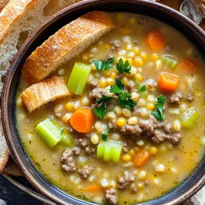 - 1 pound ground beef - 1 cup pearl barley, rinsed - 1 large onion, chopped - 3 carrots, diced - 3 celery stalks, diced - 4 cloves garlic, minced - 6 cups beef broth (low-sodium preferred) - 1 cup whole milk - 1 cup frozen peas - 1 teaspoon dried thyme - 1 teaspoon dried rosemary - Salt and pepper to taste - 2 tablespoons olive oil - Fresh parsley for garnish I love the blend of fresh ingredients in this creamy beef and barley soup. First, ground beef adds rich flavor and texture. Pearl barley gives a nice chew and thickens the soup. The veggies—onion, carrots, celery, and garlic—bring both color and nutrients. Next, the broth is key. I prefer low-sodium beef broth for better control of salt. Whole milk makes the soup creamy and adds comfort. Frozen peas add a pop of color and sweetness at the end. For seasoning, dried thyme and rosemary give an earthy taste. Salt and pepper enhance all the flavors. Finally, I drizzle olive oil for richness and sprinkle fresh parsley for a bright finish. This soup is not just hearty; it’s a warm hug in a bowl! Browning the Ground Beef First, heat 2 tablespoons of olive oil in a skillet over medium heat. Once hot, add 1 pound of ground beef. Cook until it turns brown, breaking it up with a spatula. This step adds deep flavor to your soup. After browning, drain any excess fat. Transfer the beef to your slow cooker. Sautéing the Vegetables In the same skillet, add your chopped onion, diced carrots, and diced celery. Sauté for about 5 minutes until softened. The vegetables will release sweet and savory notes. Then, add 4 cloves of minced garlic and cook for 1 more minute. This will make your kitchen smell amazing! Transfer all the veggies to the slow cooker with the beef. Adding Ingredients to the Slow Cooker Now, it’s time to mix in the rest of your ingredients. Add 1 cup of rinsed pearl barley, 6 cups of low-sodium beef broth, 1 teaspoon of dried thyme, and 1 teaspoon of dried rosemary to the slow cooker. Season with salt and pepper to taste. Stir everything well to combine. Setting Cooking Time and Temperature Cover your slow cooker and set it to cook. You can choose low for 7-8 hours, or high for 4-5 hours. This slow cooking lets the barley absorb flavors and become tender. Stirring in Milk and Peas After cooking, it’s time to make it creamy! Stir in 1 cup of whole milk and 1 cup of frozen peas. Let it cook for another 30 minutes on low. This will heat everything through and give your soup a rich texture. Adjusting Seasoning and Garnishing Before you serve, taste your soup. Adjust the seasoning if needed. Finally, garnish with fresh parsley for a pop of color and flavor. Now your creamy beef and barley soup is ready to enjoy! To make your creamy beef and barley slow cooker soup even better, consider these tips: - Seasoning Adjustments: Try adding more dried thyme and rosemary. These herbs add depth and warmth. You can also sprinkle in some garlic powder for more flavor. If you like a bit of heat, add red pepper flakes. - Extra Veggies: Adding more vegetables boosts nutrition and flavor. Consider adding diced potatoes or green beans. You can also toss in some chopped spinach or kale near the end of cooking for extra greens. Cooking barley to perfection is key. Here are some tips: - Tender Barley: Always rinse pearl barley before adding it to the slow cooker. This helps remove any dust or debris. The barley will soak up the broth and become tender over time. - Checking Doneness: Check the soup around the last hour of cooking. The barley should be soft but still hold its shape. If it’s not tender yet, give it more time. Stir the soup to help it cook evenly. Presentation makes your soup more inviting. Here are some serving ideas: - Serving Ideas: Serve the soup in deep bowls. It pairs well with slices of crusty bread or a fresh side salad. This adds texture and makes your meal feel complete. - Garnishing Methods: Top each bowl with fresh parsley for a pop of color. You can also add a sprinkle of black pepper or a drizzle of olive oil for extra flavor. This small touch makes the dish look gourmet. {{image_2}} You can switch the ground beef for ground turkey or chicken. Both options give a lighter taste. They also work well with the soup's creamy texture. You can also use leftover roast beef. Just chop it into small pieces and add it to the slow cooker. This can save time and reduce waste. For a vegetarian version, replace the beef with plant-based meat. It mimics the texture of beef and absorbs flavors well. You can also use vegetable broth instead of beef broth. This change keeps the soup rich while making it meat-free. Experiment with different herbs and spices. Try adding basil for a fresh kick or paprika for warmth. You can also mix in other vegetables. Zucchini or bell peppers add color and flavor. Be bold and create your own twist! After you make your creamy beef and barley soup, let it cool down. This step helps avoid raising the fridge temperature. Store the soup in airtight containers. Glass containers work well, as do plastic ones. Use small containers for easy serving. This way, you can grab a bowl when hunger hits. To freeze your soup, first, cool it completely. Pour it into freezer-safe bags or containers. Leave some space at the top. The soup will expand as it freezes. When you want to enjoy the soup later, take it out of the freezer. Thaw it in the fridge overnight. You can also use the microwave on low power. Heat it gently on the stove until hot. In the fridge, your creamy beef and barley soup stays fresh for about 3 to 4 days. If you freeze it, the soup lasts for about 3 months. Just remember to label your containers with the date. This way, you know when to enjoy your tasty soup! Cooking creamy beef and barley soup in a slow cooker takes about 7 to 8 hours on low. If you choose to cook it on high, it will take around 4 to 5 hours. The key is to let the barley get tender and absorb all the flavors from the beef broth and spices. This long cooking time helps the soup become rich and creamy. Yes, you can use quick-cooking barley instead of pearl barley. However, the cooking time will change. Quick-cooking barley cooks faster, so you should add it during the last 30 minutes of cooking. This will ensure it doesn’t turn mushy. Pearl barley adds a nice chewy texture, but quick-cooking barley works too if you’re in a hurry. Creamy beef and barley soup pairs well with several sides. Here are some great options: - Crusty bread or rolls for dipping - A fresh green salad to add crunch - A side of roasted vegetables for extra flavor These sides can help round out your meal and make it even more satisfying. Enjoy! In this blog post, we explored creamy beef and barley soup. I shared fresh ingredients, broth essentials, and the right seasonings. You learned step-by-step instructions for preparing, cooking, and finishing this hearty dish. We discussed tips to enhance flavors, cooking tricks, and presentation ideas. Plus, I offered variations to suit different diets and provided storage guidelines. In summary, making this soup is simple and rewarding. Enjoy the warmth and comfort it brings with each bowl.