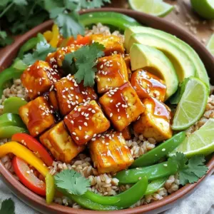 - 1 block (14 oz) firm tofu - 2 tablespoons honey - 2 tablespoons sriracha sauce - 1 tablespoon soy sauce - 1 tablespoon sesame oil - 2 cups cooked brown rice or quinoa - 1 cup mixed bell peppers - 1 cup snap peas - 1 avocado - Green onion, sesame seeds, fresh cilantro, lime wedges The main ingredients form the backbone of your Minute Honey Sriracha Tofu Bowls. First, you need firm tofu. It gives a nice texture and holds its shape well. Press the tofu to take out extra moisture. This step makes it crisp when cooked. Next, we mix honey and sriracha sauce for a sweet and spicy flavor. Honey adds a natural sweetness, while sriracha brings in heat. Soy sauce gives a savory touch, and sesame oil adds a nutty flavor. For the accompaniments, cooked brown rice or quinoa serves as the base. It adds fiber and keeps you full. Mixed bell peppers and snap peas add color and crunch. These veggies are quick to cook and keep their bright colors. Finally, an avocado slices up creamy goodness. Green onion, sesame seeds, and fresh cilantro add a burst of flavor and color. Lime wedges offer a zesty kick that brightens the dish. Together, these ingredients create a delicious and balanced meal. To start, you need to press the tofu to remove extra water. Wrap the tofu in a clean towel and place a heavy object on top. Let it sit for at least 15 minutes. This makes the tofu firmer and helps it soak up flavors. After pressing, cut the tofu into bite-sized cubes. Next, you’ll make the honey sriracha sauce. In a small bowl, mix together 2 tablespoons of honey, 2 tablespoons of sriracha sauce, 1 tablespoon of soy sauce, and 1 tablespoon of sesame oil. Stir until it blends well. This sweet and spicy sauce will coat the tofu perfectly. Now, it’s time to cook the tofu. Heat a non-stick skillet over medium-high heat. If you like, add a little oil to prevent sticking. Carefully add the cubed tofu to the skillet. Sauté the tofu for about 5-7 minutes. You want it to be golden and slightly crispy on all sides. Once the tofu is crispy, pour the honey sriracha sauce over it. Cook for an additional 2-3 minutes. Toss the tofu gently to ensure it gets well coated and heated through. Remove it from the heat when done. In the same skillet, add the mixed bell peppers and snap peas. Sauté these for about 2-3 minutes. You want them to be tender but still bright in color. This step adds a nice crunch and fresh flavor to your bowl. Now comes the fun part: assembling your bowls! Start by scooping cooked brown rice or quinoa into each bowl. Next, top it with the glazed tofu and the sautéed vegetables. To make your bowls even better, add fresh avocado slices on top. Finally, garnish with chopped green onion, sesame seeds, and fresh cilantro. Serve each bowl with lime wedges for a zesty kick. Enjoy your tasty creation! - Best methods for pressing tofu To press tofu, wrap it in a clean kitchen towel. Place a heavy pan on top. Let it sit for about 15 minutes. This step removes excess moisture. Dry tofu helps it become crispy when cooked. - Tips for achieving crispy tofu Cut pressed tofu into small cubes. Heat oil in a non-stick skillet over medium-high heat. Sauté the tofu for 5-7 minutes, turning it often. You want it golden and slightly crisp on all sides. This step is key for flavor and texture. - Tweaking sweetness levels with honey The honey adds sweetness to the dish. If you like things sweeter, add a little more honey. Taste the sauce as you mix it. Adjust until it suits your taste. - Adjusting spice with sriracha Sriracha brings heat and flavor. If you prefer less spice, use less sriracha. For more heat, add an extra spoonful. Finding your perfect balance makes the dish enjoyable. - Serving styles and bowl assembly tips Start with a scoop of brown rice or quinoa in your bowl. Layer the glazed tofu on top. Add sautéed bell peppers and snap peas. This creates a colorful, tasty meal. - Adding color and texture for visual appeal Use fresh ingredients like avocado, green onions, and cilantro. Sprinkle sesame seeds on top for crunch. Bright colors make the dish inviting. A lime wedge adds a fresh touch. {{image_2}} You can swap tofu for other proteins like tempeh or chickpeas. Tempeh has a nutty flavor and a firm texture. It cooks quickly and absorbs flavors well. Chickpeas offer a great plant-based option. They add protein and fiber, making the dish hearty. Feel free to mix in or swap vegetables. Carrots, broccoli, or zucchini work well. You can also add seasonal veggies. In summer, try corn or tomatoes. In winter, use root veggies like sweet potatoes. These swaps keep your bowls fresh and exciting. This recipe is easy to modify for diets. To make it vegan, simply use maple syrup instead of honey. For a gluten-free version, choose a gluten-free soy sauce. These changes keep the flavors intact while catering to different dietary needs. To keep your Minute Honey Sriracha Tofu Bowls fresh, store leftovers in airtight containers. This prevents moisture loss and keeps flavors intact. Place tofu, rice or quinoa, and veggies in separate containers if possible. This helps maintain texture. Use glass or BPA-free plastic containers for safety. Store them in the fridge for up to three days. For the best results, reheat your tofu bowls in the microwave. Place your bowl in the microwave for about one to two minutes. Check if it’s warm enough, and stir if needed. You can also reheat on the stove. Use a non-stick skillet over low heat. Add a splash of water or sesame oil to keep it moist. Heat until warm, stirring gently. You can freeze the tofu and veggies, but not the rice or quinoa. To freeze, let them cool completely. Place tofu and veggies in a freezer-safe bag. Remove as much air as possible to avoid freezer burn. They can last up to three months in the freezer. When ready to use, thaw in the fridge overnight before reheating. This keeps the flavors fresh and tasty. To prepare tofu, start by pressing it. This removes extra moisture. Wrap the tofu block in a clean kitchen towel. Place a heavy pan on top. Let it sit for at least 15 minutes. This step helps the tofu soak up flavor later. After pressing, cut the tofu into bite-sized cubes. This makes it easy to cook and eat. Yes, you can use many sauces to change the flavor profile. Try using teriyaki sauce for a sweet, soy flavor. Or, use a peanut sauce for a nutty twist. A curry sauce can add warmth. Each choice gives a unique taste. Feel free to mix and match sauces based on your mood and pantry. You can serve your tofu bowls with a variety of side dishes. A fresh salad with mixed greens pairs well. You might enjoy a simple cucumber salad for crunch. Steamed broccoli or green beans can add color. If you want extra carbs, serve with garlic bread or pita. These sides make your meal more filling and fun. Tofu bowls are easy to make and delicious. You learned about the key ingredients, from firm tofu to fresh veggies. I shared step-by-step cooking tips to get the crispy texture just right. You can customize your bowl with different proteins and veggies for variety. Plus, I offered storage and reheating advice to enjoy later. Try these bowls, and enjoy tasty meals that fit your needs!