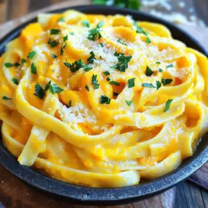 - 8 oz fettuccine pasta - 1 medium butternut squash, peeled and diced - 1 cup vegetable broth - 1 cup heavy cream (or coconut cream for a dairy-free option) - 1/2 cup grated Parmesan cheese (or nutritional yeast for a dairy-free option) - 3 cloves garlic, minced - 1/2 teaspoon nutmeg - Salt and pepper to taste The main ingredients set the stage for the dish. Fettuccine pasta gives it a nice, chewy texture. Butternut squash adds a sweet, rich flavor and a lovely orange color. Vegetable broth enhances the taste without meat. For the creamy element, heavy cream creates a luxurious sauce. If you prefer a dairy-free option, coconut cream works great too. Parmesan cheese adds depth and saltiness, while nutritional yeast offers a vegan alternative. Garlic brings a warm aroma that fills your kitchen. Nutmeg adds a hint of warmth, perfect for fall. Finally, salt and pepper balance the flavors, making each bite delightful. To cook the fettuccine pasta, start with a large pot. Fill it with water and add salt. Bring the water to a rolling boil. Add the fettuccine and cook it according to the package instructions. You want it to be al dente, which means it should still have a slight bite. Once done, reserve one cup of the pasta water. Drain the pasta in a colander and set it aside. For the butternut squash, preheat your oven to 400°F (200°C). Take your medium butternut squash, peel it, and dice it into small cubes. Spread the squash evenly on a baking sheet. Drizzle with olive oil and sprinkle salt and pepper on top. Roast the squash for about 25 to 30 minutes. It should be tender and caramelized when finished. Now, let’s make the sauce. In a medium saucepan, heat a splash of olive oil over medium heat. Add three cloves of minced garlic. Sauté the garlic for about 1 to 2 minutes. You want to smell its lovely aroma. Next, take your roasted butternut squash and add it to a blender. Pour in one cup of vegetable broth and one cup of heavy cream. Add in half a teaspoon of nutmeg and a pinch of salt and pepper. Blend the mixture until it is smooth and creamy. To combine the pasta and sauce, pour the butternut squash sauce into a large skillet over low heat. Add the cooked fettuccine to the skillet, tossing to coat it well. If the sauce is too thick, add some of the reserved pasta water. Stir until you reach your desired consistency. Finally, stir in half a cup of grated Parmesan cheese until it melts into the sauce. Enjoy your creamy butternut squash Alfredo pasta! Roasting the butternut squash is key. First, preheat your oven to 400°F (200°C). Spread the diced squash evenly on a baking sheet. Drizzle with olive oil and sprinkle salt and pepper. Roast for about 25 to 30 minutes. You want it tender and slightly caramelized. Keep an eye on it. Stir halfway for even cooking. The right timing makes your sauce rich and sweet. You can change the creaminess of your sauce easily. If you want it thicker, use less vegetable broth. For a lighter option, add more broth instead of cream. To make it dairy-free, swap heavy cream with coconut cream. It gives a nice flavor without the dairy. You can also use nutritional yeast instead of Parmesan for a creamy taste. Spice up your dish with a few extras. A dash of cayenne pepper adds heat. Fresh herbs like thyme or sage can bring fresh notes. Try adding lemon juice for brightness. You can even toss in some roasted garlic for depth. These little changes create a big flavor boost. Feel free to experiment! {{image_2}} You can boost the protein in your creamy butternut squash Alfredo pasta easily. Here are a few tasty options: - Chicken: Grilled or sautéed chicken breast works great. Slice it thin and add it to the pasta. - Shrimp: Cook shrimp in a pan until pink, then toss them in with the pasta. - Tofu: For a plant-based option, use firm tofu. Press it to remove moisture, then cube and sauté until golden. These proteins add flavor and make the dish more filling. Feel free to switch up the vegetables in this dish. Seasonal produce can bring new flavors. Here are some ideas: - Spinach: Add fresh spinach just before serving for extra nutrients and color. - Mushrooms: Sauté sliced mushrooms with garlic for a rich, earthy taste. - Broccoli: Steam or roast broccoli florets to mix in. They add crunch and color. Experimenting with vegetables keeps the dish fresh and fun. If you need a gluten-free recipe, don’t worry! There are great pasta alternatives: - Rice Pasta: This option has a similar texture and works well with the sauce. - Zucchini Noodles: For a lighter dish, spiralize zucchini for a fun twist. - Chickpea Pasta: This option has a nice flavor and adds protein. These substitutes let everyone enjoy the creamy butternut squash Alfredo pasta. To store leftovers, let the pasta cool first. Place it in an airtight container. Store it in the fridge. It should stay good for three to five days. Make sure to seal it well to keep it fresh. This helps the flavors stay strong. To freeze the dish, cool it completely before packing. Use a freezer-safe container or a heavy-duty freezer bag. Remove as much air as you can. Label the container with the date. It can last in the freezer for up to three months. When you're ready to eat, thaw it in the fridge overnight. To reheat your creamy butternut squash Alfredo pasta, use a skillet. Add a splash of water or broth to keep it moist. Heat over low to medium heat. Stir it often to avoid sticking. You can also use the microwave. Heat in short bursts, stirring in between. This keeps the texture creamy and smooth. Yes, you can use many types of pasta for this dish. Some great options include penne, rigatoni, or even whole wheat pasta. Each shape holds the sauce differently, giving you a unique taste. Just make sure to cook your pasta until it is al dente. This helps it stay firm and not mushy when mixed with the creamy butternut squash sauce. Absolutely! This creamy butternut squash Alfredo pasta is perfect for meal prep. You can store leftover pasta in an airtight container in the fridge for up to four days. For longer storage, freeze the pasta in portions. When you’re ready to eat, thaw it overnight in the fridge and reheat gently on the stove or in the microwave. Just add a splash of water to keep it creamy. To make this dish vegan, simply swap out a few ingredients. Use coconut cream instead of heavy cream. Replace Parmesan cheese with nutritional yeast for a cheesy flavor. These changes keep the dish creamy and delicious while being entirely plant-based. Enjoy the rich flavors without any dairy! This blog covered a delicious Butternut Squash Alfredo. We explored main ingredients, cooking methods, and tips for the best results. Whether you want dairy, vegan, or gluten-free options, there is something for everyone. Remember to store leftovers well and enjoy this dish anytime. With simple adjustments, this recipe can fit any taste. Try different proteins and vegetables to make it your own. Happy cooking!