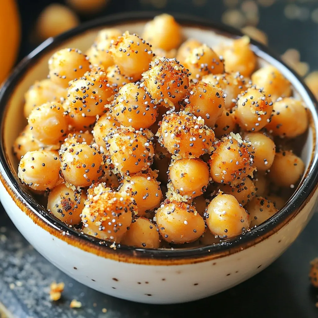 - 1 can (15 oz) chickpeas - 1 tablespoon olive oil - 2 tablespoons everything bagel seasoning - 1/2 teaspoon garlic powder - 1/2 teaspoon onion powder - Salt to taste - Spices for extra flavor - Fresh herbs for garnishing - Other seasoning blends Chickpeas are the star of this simple snack. They are packed with protein and fiber, making them a healthy choice. You can buy a can of chickpeas, which saves time. Drain and rinse them well. This helps remove the extra salt from the can. I use olive oil for a light and tasty touch. Just one tablespoon is enough to coat the chickpeas. The magic comes from the everything bagel seasoning. It adds a great mix of flavors. You can find this in stores or make your own with sesame seeds, poppy seeds, garlic, and onion. Garlic powder and onion powder boost the taste even more. A pinch of salt ties everything together. You want to make sure each chickpea is well-coated. This is key to getting that crispy texture you will love. Feel free to get creative! You can add more spices for a kick. Fresh herbs can make it pretty and tasty. Other seasoning blends can also change the flavor. First, preheat your air fryer to 400°F (200°C). This step takes about five minutes. While it heats, grab a can of chickpeas. Drain and rinse them under cold water. This helps remove extra salt and makes them clean. Next, dry the chickpeas well with a clean kitchen towel or paper towels. Removing moisture is key for a crispy texture. In a medium bowl, add the dried chickpeas. Pour in one tablespoon of olive oil. Then, sprinkle in two tablespoons of everything bagel seasoning along with half a teaspoon each of garlic powder and onion powder. Don’t forget to add salt to taste! Toss everything well. Make sure each chickpea is coated evenly with the seasonings. This step adds so much flavor! Now, it's time to cook! Spread the seasoned chickpeas in a single layer in the air fryer basket. Make sure not to overcrowd them; this helps them cook evenly. Air fry the chickpeas for about 15 to 20 minutes. Halfway through, shake the basket to ensure they cook evenly. Keep a close eye on them to prevent burning. You want them to turn golden brown and become crispy. When they are done, carefully remove them and let them cool for a few minutes before you dig in. To get your chickpeas crispy, drying them is key. After rinsing, use a clean towel or paper towels to pat them dry. This step removes extra moisture that can make them soggy. Next, avoid overcrowding the air fryer basket. Spread the chickpeas in a single layer. If you pile them up, they won’t cook evenly. Want more flavor? You can add spices like smoked paprika or cumin for depth. Fresh herbs, like parsley or cilantro, can brighten up the taste. Be mindful of salt levels. Start with a little and taste as you go. Adjust to your liking, but remember that the everything bagel seasoning already has salt. These chickpeas make a great snack on their own. Serve them in a small bowl with a sprinkle of extra seasoning. They also pair well with salads. Toss them on top of greens for added crunch and flavor. You can even use them as a topping for grain bowls or soups. Enjoy them any way you like! {{image_2}} You can change the flavor by using different spices. Try adding cumin or smoked paprika for warmth. For a spicy kick, toss in some cayenne or chili powder. Adjust the heat levels by adding more or less of these spices based on your taste. A bit of lemon zest can brighten the flavor too! These chickpeas fit many diets. They are vegan and gluten-free, making them a great snack for everyone. If you want to cut back on salt, use low-sodium seasoning blends. You can also skip the salt entirely or use salt-free spices for a healthier option. This way, you still enjoy the crunchy taste without added sodium. Pair these chickpeas with dips like hummus or yogurt. They add crunch to salads and bowls. You can also sprinkle them over grain bowls for extra texture. Use them in wraps or as a topping on soups. Their versatility makes them a fun and healthy addition to any meal. After making Air Fryer Everything Bagel Chickpeas, let them cool before storage. This step keeps them crispy. Place the cooled chickpeas in an airtight container. Glass or plastic containers work well. Make sure they are dry before storing to avoid sogginess. You can keep your chickpeas in the fridge for up to four days. If you want to save them longer, freezing is a good option. Freeze them in a single layer on a baking sheet first. Once frozen, transfer to a freezer bag. They can last up to three months. To reheat, just pop them back into the air fryer for a few minutes until warm. Check for any bad chickpeas before eating. If they smell sour or look mushy, discard them. Also, if they have an off-color, it’s best to throw them out. Keeping an eye on your leftovers helps ensure you enjoy them at their best! Everything bagel seasoning is a mix of spices and seeds. It includes: - Sesame seeds - Poppy seeds - Dried garlic - Dried onion - Salt This blend adds a rich flavor to your dishes. It’s perfect on bagels, but also works great with snacks like chickpeas. You can find it in stores or make your own at home. Just combine the ingredients in a bowl, and you’re set! Yes, you can! If you do not have an air fryer, try these methods: - Oven: Preheat your oven to 400°F (200°C). Spread the chickpeas on a baking sheet. Bake for 25-30 minutes, shaking halfway through. - Stovetop: Use a skillet over medium heat. Add the chickpeas and cook, stirring often, until crispy. These methods can still give you a crunchy snack, but they may take a bit longer. To get crispy chickpeas, follow these key tips: - Dry them well: After rinsing, pat the chickpeas dry with towels. This step is crucial for crispiness. - Avoid overcrowding: Spread them in a single layer in the air fryer basket. This helps hot air circulate and cook evenly. - Shake the basket: Halfway through cooking, shake the basket. This ensures all sides get crispy. With these tips, your chickpeas will come out golden and crunchy every time! In this post, I covered how to make Air Fryer Everything Bagel Chickpeas. We discussed the key ingredients, like chickpeas and seasonings, and explored optional add-ins. You learned step-by-step how to prepare and cook them for maximum crispiness, plus tips for serving and storing leftovers. These chickpeas make a tasty snack or a great addition to meals. Enjoy experimenting with flavors and serving ideas. You now have all the tools to make this easy and healthy dish at home. Happy cooking!