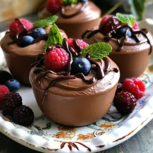 To make Cottage Cheese Chocolate Mousse Cups, you need: - 1 cup cottage cheese - 1/2 cup dark chocolate chips (melted) - 2 tablespoons cocoa powder - 1 tablespoon honey (or maple syrup) - 1 teaspoon vanilla extract - A pinch of salt These ingredients work well together to create a rich and creamy mousse. The cottage cheese gives a smooth texture. The dark chocolate adds a deep flavor. You can elevate your mousse with some fun garnishes: - Fresh berries (like strawberries or raspberries) - Mint leaves These toppings add color and freshness. They also make your dessert look fancy without much effort. If you need to swap any ingredients, here are some ideas: - Replace cottage cheese with Greek yogurt for a creamier texture. - Use milk chocolate chips instead of dark for a sweeter taste. - Maple syrup can stand in for honey if you prefer. These swaps can help you adjust the recipe to your liking. Enjoy experimenting while keeping the core flavors intact! To make Cottage Cheese Chocolate Mousse Cups, you need simple steps. First, gather all your ingredients. You will need cottage cheese, dark chocolate chips, cocoa powder, honey, vanilla extract, and salt. This recipe takes about 10 minutes to prep. It's quick and easy, perfect for a sweet treat. Start by adding the cottage cheese to your blender. Next, pour in the melted dark chocolate. Add the cocoa powder, honey, and vanilla extract. Sprinkle in a pinch of salt. Blend everything on high until it is smooth and creamy. Make sure to scrape the sides of the blender. This will help mix everything well. After blending, taste the mousse. If you want it sweeter, add more honey. Blend again briefly to combine. Once the mousse is smooth, transfer it to small cups or bowls. Place these cups in the refrigerator. Let the mousse chill for at least 30 minutes. This helps it set properly. When you are ready to serve, take out the cups. Garnish each one with fresh berries and mint leaves. This adds a nice touch and makes it look pretty. Enjoy your delicious Cottage Cheese Chocolate Mousse Cups! To get a smooth mousse, blend cottage cheese well. Use a blender or food processor. Make sure to scrape down the sides. This helps all the ingredients mix well. The melted dark chocolate adds creaminess. If it feels too thick, add a little milk. This will help your mousse feel light and fluffy. Taste your mousse before serving. If you want it sweeter, add more honey or maple syrup. Just a small amount can make a big difference. Remember, dark chocolate is rich, so balance it out. You can also try different sweeteners if you prefer. Each choice will change the flavor slightly, so find what you love. Serve your mousse in cute cups or bowls. For a fun twist, use small mason jars. Top each cup with fresh berries and mint leaves. This adds color and freshness. A drizzle of melted chocolate on top makes it fancy. You can also add a sprinkle of cocoa powder for a nice touch. Present your mousse on a pretty tray to impress your guests. {{image_2}} You can make this mousse dairy-free! Use silken tofu instead of cottage cheese. Tofu gives a creamy texture. Just blend it like you would with cottage cheese. The flavor stays rich and smooth. You can also use a plant-based yogurt. It works great, too! Want to enhance the taste? Add a pinch of cinnamon or nutmeg. Both spices pair well with chocolate. You might try a dash of espresso powder for a coffee kick. For a fruity twist, mix in some orange zest. Each addition brings a new layer of flavor. You have options when it comes to chocolate. Dark chocolate gives depth and richness. Milk chocolate adds sweetness and creaminess. White chocolate can make it extra sweet and smooth. You can mix different chocolates for a unique taste. Just remember to adjust the sweetness as needed. To store leftover mousse, place it in an airtight container. Use a lid or wrap to cover the cups tightly. This keeps the mousse fresh and tasty. Avoid leaving it out at room temperature, as it can spoil quickly. The mousse will last in the fridge for about 3 to 5 days. After that, the texture may change. Always check for any signs of spoilage before eating. If it smells off or looks weird, it’s best to toss it. This mousse is best enjoyed chilled, so reheating isn’t needed. However, if you prefer it warm, do so gently. You can microwave it for 10 to 15 seconds on low power. Stir well before serving again. Yes, you can make these mousse cups ahead. They store well in the fridge. I suggest making them a day in advance. This gives the flavors time to blend. Just cover them tightly before chilling. This way, you have a tasty treat ready when you need it. Yes, this mousse can fit into a low-carb diet. Cottage cheese is low in carbs. Dark chocolate also has lower sugar options. Use unsweetened cocoa for even fewer carbs. Just watch how much honey you add. This will help keep the carbs down. If you want a substitute, try Greek yogurt. It's creamy and thick like cottage cheese. You can also use silken tofu for a dairy-free option. Both give you a nice texture. Just check the flavors, as they may change a bit. You can freeze these mousse cups, but they may change in texture. When thawed, they might not be as smooth. If you freeze them, put them in airtight containers. When you want to eat them, let them thaw in the fridge. Enjoy them cold for a refreshing treat! In this blog post, we covered how to make Cottage Cheese Chocolate Mousse. You learned about the main ingredients, optional garnishes, and substitutions. I guided you through step-by-step instructions, from preparation to chilling. I also shared tips for perfect texture and sweetness. You discovered variations, storage info, and answers to common questions. Whether you make it for a special meal or a treat, this mousse is fun and easy to create. Enjoy making your own delicious version!