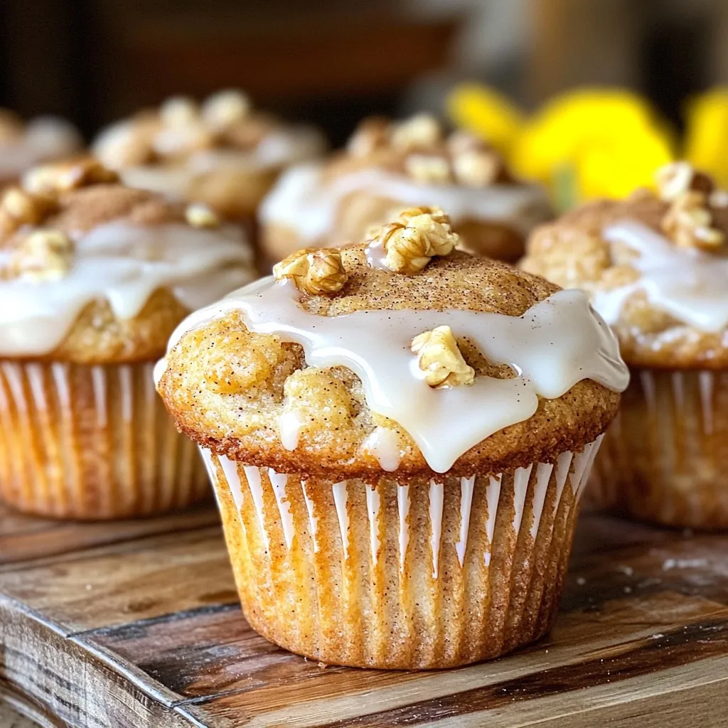 To make these tasty muffins, you need: - 2 cups all-purpose flour - 1 teaspoon baking powder - 1 teaspoon baking soda - 1 teaspoon ground cinnamon - 1 teaspoon ground ginger - ½ teaspoon ground cardamom - ¼ teaspoon ground cloves - ½ teaspoon salt - ¾ cup brown sugar, packed - 2 large eggs - 1 cup plain yogurt - ¼ cup vegetable oil - 1 teaspoon vanilla extract These spices give the muffins a warm and cozy flavor. The yogurt helps keep them moist. To create a sweet topping, gather these items: - 1 cup powdered sugar - 2 tablespoons milk (or a non-dairy substitute) - ½ teaspoon vanilla extract - A pinch of ground cinnamon This glaze adds a delightful sweetness and makes your muffins shine. You can add chopped walnuts for extra crunch. Use about: - 1 cup chopped walnuts These nuts enhance the texture and flavor. If you love nuts, don’t skip this step! Start by preheating your oven to 350°F (175°C). This step is key for even baking. While the oven heats, line your muffin tin with paper liners. You can also grease it with butter or cooking spray. This helps the muffins release easily after baking. In a medium bowl, combine your dry ingredients. Whisk together 2 cups of all-purpose flour, 1 teaspoon of baking powder, 1 teaspoon of baking soda, 1 teaspoon of ground cinnamon, 1 teaspoon of ground ginger, ½ teaspoon of ground cardamom, ¼ teaspoon of ground cloves, and ½ teaspoon of salt. Mixing these ingredients well ensures even flavor. In a large bowl, beat together ¾ cup of packed brown sugar and 2 large eggs. Mix until they are well combined. Next, add in 1 cup of plain yogurt, ¼ cup of vegetable oil, and 1 teaspoon of vanilla extract. Stir these until the mixture is smooth and creamy. Now, gradually add the dry ingredients to the wet mixture. Stir gently until everything is just combined. Be careful not to overmix. If you want, you can fold in 1 cup of chopped walnuts for added crunch and flavor. Scoop the batter evenly into your prepared muffin tin. Fill each cup about ¾ full. Bake the muffins in your preheated oven for 18-20 minutes. They are done when a toothpick inserted comes out clean. After baking, let them cool in the tin for about 5 minutes. Then, transfer the muffins to a wire rack to cool further. While the muffins cool, make the glaze. In a small bowl, whisk together 1 cup of powdered sugar, 2 tablespoons of milk, ½ teaspoon of vanilla extract, and a pinch of ground cinnamon. Mix until the glaze is smooth. Adjust the milk to get your desired consistency. Once the muffins are cool, drizzle the glaze over them for a sweet finish. To make the best Chai Spiced Muffins, follow these tips: - Measure flour correctly: Use a spoon to scoop flour into your measuring cup. This helps avoid too much flour. - Preheat your oven: Always preheat your oven to 350°F (175°C). This gives even baking. - Use room temperature ingredients: Let eggs and yogurt sit out for about 30 minutes. This helps the batter mix better. - Fill muffin cups properly: Fill each cup about ¾ full. This lets muffins rise nicely without spilling over. Overmixing can make muffins tough. To avoid this: - Mix gently: When adding dry ingredients to wet, stir just until combined. - Look for lumps: Some lumps are okay! They will bake out. - Use a spatula: Fold the batter with a spatula instead of a whisk. This helps prevent overmixing. A smooth glaze makes muffins shine. To get the right consistency, try this: - Start with powdered sugar: Use 1 cup of powdered sugar as your base. - Add milk slowly: Mix in 2 tablespoons of milk. Add more if the glaze is too thick. - Whisk well: Whisk until there are no lumps. A smooth glaze looks great on muffins. - Test the glaze: Drizzle some on a muffin to check if it flows nicely. Adjust as needed. {{image_2}} You can change the flavor of your Chai Spiced Muffins easily. Adding chocolate chips gives a sweet twist. Use half a cup of mini chocolate chips for a rich taste. You can also swap in dried fruits like raisins or cranberries. They add a chewy texture and fruity flavor. Try using pumpkin puree instead of yogurt for a fall twist. This makes the muffins moist and flavorful. Toppings can change your muffin experience. You can sprinkle nuts like pecans or almonds on top. They add crunch and extra taste. Dried fruits like apricots or figs work well too. For a sweet finish, try a sprinkle of coconut. You can also drizzle honey on top for extra sweetness. Making these muffins gluten-free is simple. Just swap the all-purpose flour for gluten-free flour. Make sure it has a good binding agent. For a dairy-free version, use almond milk or coconut milk in place of regular milk. You can also use dairy-free yogurt. This keeps the muffins moist while making them suitable for everyone. To keep your Chai Spiced Muffins fresh, store them in an airtight container. This method helps to keep the muffins moist. You can place a paper towel inside the container to absorb extra moisture. This will keep your muffins fluffy for a few days. If you have a lot of muffins, you might want to separate them with parchment paper. This prevents them from sticking together. Freezing muffins is a great way to save them for later. First, let the muffins cool completely. Wrap each muffin tightly in plastic wrap. Then, place them in a freezer bag. Make sure to remove as much air as possible from the bag. Label the bag with the date. You can freeze muffins for up to three months. When you're ready to eat them, just take out how many you need. To reheat your muffins, you have a couple of options. You can use the microwave or the oven. If using the microwave, heat one muffin for about 15-20 seconds. Check to see if it's warm. For the oven, preheat it to 350°F (175°C). Place the muffins on a baking sheet. Heat for about 10 minutes. This method helps them regain their fresh-baked texture. Enjoy your muffins warm with a cup of tea or coffee! Yes, you can use different types of flour. All-purpose flour is best for these muffins. If you want, try whole wheat flour. It adds fiber and a nutty taste. Just remember, whole wheat flour may make your muffins denser. You can also mix in some almond flour for a nutty touch. To make the muffins healthier, you can swap some ingredients. Use less brown sugar, or try honey or maple syrup instead. You can replace half the oil with unsweetened applesauce. This keeps the muffins moist and lowers fat. Adding in some oats or shredded carrots is another great way to boost nutrition. Yes, you can prepare the batter in advance. Mix everything and store it in the fridge. Just make sure to cover it well. Use it within 24 hours for the best results. This way, you can bake fresh muffins in the morning without much hassle. If your muffins sink in the middle, it usually means they were underbaked or overmixed. Check your oven temperature. Make sure it’s correct before baking. Also, try not to overmix the batter. Mix until just combined to keep air in. If they sink, you can still enjoy them; just eat them warm with glaze! Chai spiced muffins offer a warm, delightful flavor with easy steps. We covered key ingredients, tips for perfect baking, and fun variations. Just remember to store them right for lasting freshness. Explore different toppings to make them unique. I hope you enjoy baking these muffins as much as I do. Create your version and savor every tasty bite!