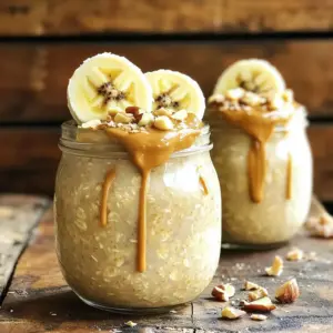 To make Peanut Butter Banana Overnight Oats, you need the following: - 1 cup rolled oats - 2 cups almond milk (or milk of choice) - 1 ripe banana, mashed - 2 tablespoons peanut butter (smooth or crunchy) - 1 tablespoon chia seeds - 1 tablespoon honey or maple syrup (optional) - 1/2 teaspoon vanilla extract - Pinch of salt - Sliced banana and chopped nuts for topping These ingredients blend together to create a creamy and hearty breakfast. You can personalize your overnight oats with these extras: - Cinnamon: Add a sprinkle for warmth and spice. - Protein powder: Mix in for a protein boost. - Coconut flakes: Top with these for a tropical touch. - Berries: Add fresh or frozen for extra sweetness and color. Feel free to experiment with flavors and textures. Peanut Butter Banana Overnight Oats are not just tasty; they are also full of nutrition. Here’s a quick look: - Calories: About 350 per serving - Protein: Roughly 12 grams - Carbs: Around 50 grams - Fats: About 14 grams - Fiber: Approximately 8 grams This meal provides energy and keeps you full. The oats offer fiber, while peanut butter adds healthy fats and protein. Start by gathering your rolled oats, almond milk, and a ripe banana. In a medium bowl, combine the oats and almond milk. Then, mash the banana and mix it in. Make sure the banana is spread out well. Next, add two tablespoons of peanut butter. You can use smooth or crunchy, based on your taste. Then, toss in one tablespoon of chia seeds for a healthy boost. If you like it sweet, add a tablespoon of honey or maple syrup. Don't forget a half teaspoon of vanilla extract and a pinch of salt. Stir all the ingredients until they blend well together. Once your mixture is ready, divide it into two jars or airtight containers. Seal the lids tightly. Place them in the fridge for at least four to eight hours. This lets the oats soak up the almond milk. They will become soft and creamy. If you are short on time, let them chill for a minimum of four hours. Overnight is best for the best texture. When you are ready to eat, take out your jars. Stir the oats well. If they look too thick, add a splash of almond milk. This will help you reach your preferred texture. For a tasty finish, top the oats with sliced banana and chopped nuts. This adds crunch and flavor. You can also drizzle a bit of peanut butter on top for extra richness. Serve the oats in the jars for a cute look. Enjoy your delicious and healthy breakfast! To get the best texture in your oats, start with the right amount of liquid. Use two cups of almond milk for one cup of rolled oats. This ratio gives you creamy oats. If your oats seem too thick in the morning, add a splash of almond milk before serving. Stir well to mix. Store your overnight oats in jars or airtight containers. This keeps them fresh and tasty. You can make them for two to three days ahead. Just remember to add toppings like banana and nuts right before eating. This keeps them crunchy and bright. Meal prep is key for busy mornings. Make a batch of these oats on Sunday. Divide them into jars for the week. This way, you have breakfast ready to go. Label each jar with the date to keep track. Enjoy the ease of grabbing a healthy meal on the way out the door! {{image_2}} You can enjoy peanut butter banana overnight oats without nuts. Use sunflower seed butter instead of peanut butter. It offers a similar creamy texture and flavor. This swap keeps your oats nut-free. You can also add pumpkin seeds for crunch and healthy fats. They add a nice touch and work well with banana. The great thing about overnight oats is their versatility. You can mix in other flavors too. Try adding cocoa powder for a chocolatey twist. Or, use almond butter for a new taste. You can also add spices like cinnamon or nutmeg. These spices work well with banana and give depth to your oats. Fresh fruit like berries or apples can add freshness. Don’t be afraid to experiment with your favorite flavors. For a vegan-friendly version, choose maple syrup instead of honey. Use almond milk or any plant milk you like. Make sure your peanut butter is vegan too. Most brands are vegan, but check the label just in case. You can also add a scoop of plant-based protein powder. This boosts the nutrition and keeps you full longer. Peanut butter banana overnight oats stay fresh for about three to five days. Store them in the fridge to keep them safe. After three days, they may lose some flavor and texture. Use airtight containers for the best storage. Glass jars work well and look nice too. Make sure to seal them tightly to prevent air from getting in. This keeps your oats fresh and tasty. You can freeze overnight oats, but the texture may change. If you want to freeze them, only do so before adding toppings. When you’re ready to eat, let them thaw overnight in the fridge. Refrigerating is the best way to keep your oats creamy and delicious. Yes, you can make Peanut Butter Banana Overnight Oats in advance. You can prepare them the night before or up to three days ahead. Just store them in jars with tight lids. This makes breakfast easy and quick for busy mornings. Oats are very healthy. They are high in fiber, which helps digestion. They can lower cholesterol and keep your heart strong. Oats also provide energy, making them great for breakfast. They can help you feel full for longer, which can aid in weight management. Yes, you can use other nut butters. Almond butter, cashew butter, or sunflower seed butter work well. Each nut butter adds its own flavor, so choose what you like best. Just keep the same amount as the recipe calls for. To make this recipe gluten-free, use gluten-free oats. Regular oats can have traces of gluten from processing. Always check the label to ensure they are certified gluten-free. This way, you can enjoy your oats without worry. In this blog post, I shared how to make Peanut Butter Banana Overnight Oats. You learned about the ingredients, step-by-step instructions, and tips for perfecting this dish. We also explored variations, storage info, and common questions. Overnight oats are easy to customize and fun to make. Use your favorite flavors to enjoy a healthy meal. Remember, preparation can make your mornings stress-free. Happy eating!