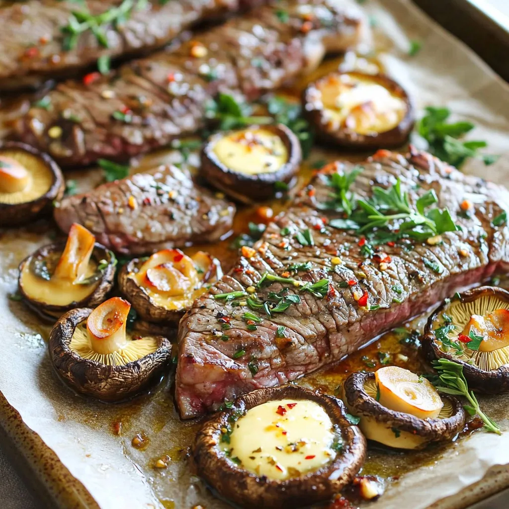 Savor Sheet Pan Garlic Butter Steak and Mushrooms