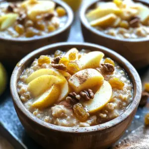 To make this dish, you need: - 2 cups rolled oats - 4 cups unsweetened almond milk (or any milk of choice) - 2 medium apples, peeled and diced (preferably Granny Smith for tartness) - 1/4 cup brown sugar (adjust to taste) - 1 teaspoon ground cinnamon - 1/2 teaspoon vanilla extract - 1/4 teaspoon salt - 1/2 cup raisins or dried cranberries (optional) - Chopped nuts (walnuts or pecans) for topping (optional) Each ingredient adds flavor and texture. The rolled oats form the base, while almond milk makes it creamy. Apples bring natural sweetness and tartness. You can add extra items to make your oatmeal unique. Some great options include: - Raisins or dried cranberries for chewy bites - Chopped nuts like walnuts or pecans for crunch - A splash of maple syrup or honey for added sweetness Feel free to mix and match these options to suit your taste. Choosing the right apples is key for great flavor. Here are some tips: - Look for firmness: Select apples that feel hard and not soft. - Choose tart varieties: Granny Smith apples work well for their tartness. - Check for freshness: Pick apples with bright skin and no bruises. These tips help you pick apples that will enhance the dish. Enjoy your cooking adventure! First, gather all your ingredients. You need: - 2 cups rolled oats - 4 cups unsweetened almond milk - 2 medium apples, peeled and diced - 1/4 cup brown sugar - 1 teaspoon ground cinnamon - 1/2 teaspoon vanilla extract - 1/4 teaspoon salt - 1/2 cup raisins or dried cranberries (optional) - Chopped nuts (optional) Start by peeling and dicing the apples. I prefer Granny Smith apples for their tartness. Next, measure out the rolled oats and the almond milk. This almond milk keeps the dish creamy and adds a nice flavor. Now, it's time to cook! In your slow cooker, combine the oats, almond milk, diced apples, brown sugar, ground cinnamon, vanilla extract, and salt. Stir the mixture well. This helps mix all the flavors together. If you want more sweetness, add the optional raisins or dried cranberries. After mixing, cover the slow cooker. Set it to low heat for about 6 to 7 hours. The oatmeal will thicken nicely during this time. Once the cooking is done, give the oatmeal a good stir. This fluffs it up and makes it even better. When serving, use warm bowls. You can top the oatmeal with chopped nuts for some crunch. A drizzle of honey or maple syrup adds sweetness. For a nice touch, sprinkle a little extra cinnamon on top. You can also add a few apple slices for color. This makes the dish look great and taste even better! When making Slow Cooker Cinnamon Apple Oatmeal, avoid these errors: - Skipping the stirring step: Mixing well ensures even cooking. - Not measuring ingredients: Use precise amounts for the best taste. - Choosing the wrong apples: Use tart apples like Granny Smith. They hold up well. - Overcooking: Keep an eye on the time. Oatmeal gets too thick if left too long. To get the right texture, follow these tips: - Use the right oats: Rolled oats work best for creamy oatmeal. - Adjust liquid amounts: If you like it thinner, add more almond milk. - Check during cooking: Stir halfway through to prevent sticking. - Let it rest: After cooking, let it sit for a few minutes. This helps thicken it. Boost the taste and feel of your oatmeal with these ideas: - Add spices: A pinch of nutmeg or ginger adds warmth. - Use different sweeteners: Try maple syrup or honey for a unique twist. - Mix in nuts: Chopped walnuts or pecans add crunch and richness. - Top with fresh fruit: Slices of apple or berries make it pretty and fresh. These tips will help you create a delightful and creamy oatmeal dish that is sure to please! {{image_2}} You can change the sweeteners in this oatmeal. Instead of brown sugar, try maple syrup or honey. Both bring a nice flavor. You can also use coconut sugar for a lower glycemic index. For dairy, almond milk works great, but you can use oat milk or soy milk too. Each option gives a unique twist to the oatmeal’s taste. This recipe is flexible with fruits and nuts. While apples shine in this dish, you can mix in bananas or pears for different flavors. Berries add a nice pop of color and taste. As for nuts, walnuts and pecans are great, but try almonds or hazelnuts too. They give a nice crunch and extra nutrition. Making this meal vegan is simple. Just stick to almond milk or any plant-based milk. The recipe is already vegan if you skip the optional toppings. For gluten-free options, ensure you use certified gluten-free oats. This way, you can enjoy a safe and tasty bowl of oatmeal without worry. To keep your oatmeal fresh, let it cool first. Use a clean container with a lid. You can store it in the fridge for up to five days. This dish stays tasty and ready when you want it. To reheat the oatmeal, scoop out the portion you need. Place it in a bowl and add a splash of milk. Microwave it for one to two minutes. Stir it halfway to heat evenly. You can also warm it on the stove over low heat. Just add a bit of water or milk while stirring. If you want to save some for later, freezing works well. Scoop portions into freezer-safe bags or containers. Press out as much air as you can. Label the bags with the date. You can freeze it for up to three months. When you're ready to eat, thaw it in the fridge overnight. Reheat it as mentioned above. Enjoy your warm oatmeal anytime! Yes, you can use steel-cut oats. They need more time to cook. Set your slow cooker for about 8 to 9 hours. The texture will be chewier and heartier than rolled oats. Adjust the liquid to about 4.5 cups to ensure it cooks well. To make your oatmeal creamier, use more milk. Add an extra cup of almond milk or any milk you prefer. You can also stir in some yogurt after cooking. This adds richness and a nice tang. Toppings can make your oatmeal special. Try adding chopped walnuts or pecans for crunch. A drizzle of honey or maple syrup adds sweetness, too. You can also sprinkle extra cinnamon or add fresh apple slices. Enjoying different toppings keeps breakfast fun! In this blog post, we explored how to make Slow Cooker Cinnamon Apple Oatmeal. We covered key ingredients, optional additions, and tips for choosing the best apples. You learned the step-by-step process, serving ideas, and common mistakes to avoid. We also discussed variations, storage tips, and answered frequently asked questions. It’s easy to customize this recipe to match your taste. Enjoy warm, delicious oatmeal anytime, knowing you have a great meal ready! Start cooking today for a cozy breakfast experience.