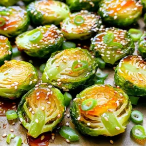 - 1 pound Brussels sprouts, trimmed and halved - 3 tablespoons honey - 2 tablespoons Sriracha sauce - 2 tablespoons olive oil For this recipe, Brussels sprouts are the star. They offer a nutty flavor when roasted. Honey and Sriracha bring both sweetness and heat. I use olive oil to help the sprouts crisp up nicely. - 1 teaspoon garlic powder - 1 teaspoon onion powder - Salt and pepper to taste Seasonings add depth to the flavor. Garlic powder gives an aromatic touch. Onion powder adds a sweet, savory note. Salt and pepper balance the flavors, making them pop. - 2 tablespoons sesame seeds - 2 green onions, sliced Garnishes are key for presentation. Sesame seeds add a crunch and mild nutty flavor. Sliced green onions provide a fresh and bright finish to each bite. Together, they make your dish inviting and eye-catching. - Preheat your oven to 400°F (200°C). This heat helps the sprouts get crispy. - Take 1 pound of Brussels sprouts. Trim off the ends and cut them in half. - In a large bowl, mix the halved sprouts with 2 tablespoons of olive oil. Add 1 teaspoon of garlic powder, 1 teaspoon of onion powder, and some salt and pepper. Toss until all sprouts are well coated. - In a small bowl, combine 3 tablespoons of honey with 2 tablespoons of Sriracha. Whisk until it looks smooth. - Spread the seasoned Brussels sprouts on a baking sheet lined with parchment paper. Roast them for 20-25 minutes. Stir halfway through for even cooking. - After the sprouts are tender and golden, take them out. Drizzle the honey Sriracha mix over the sprouts. Toss to coat them well. - Put the sprouts back in the oven for another 5-7 minutes. This helps the sauce caramelize. Enjoy the sweet and spicy aroma as they roast! To get even roasting, make sure to spread the Brussels sprouts out. Leave space between them on the baking sheet. This allows hot air to circulate. Stir them halfway through cooking to help them brown evenly. Check for doneness by looking for a golden color. The sprouts should be tender when pierced with a fork. If they are not tender, give them a few more minutes. You can boost flavor by adding more spices. Consider using paprika or chili powder for extra heat. A squeeze of lemon juice adds brightness. You could also try lime for a different twist. Adding acidity brings balance to the dish. A splash of vinegar can do wonders. Try rice vinegar for a milder taste. Honey Sriracha Brussels sprouts pair well with grilled chicken or fish. They also complement rice or quinoa nicely. You can serve them warm or at room temperature. For a beautiful presentation, use a white plate. This makes the green sprouts pop. Garnish with sesame seeds and green onions for a colorful finish. {{image_2}} You can swap Brussels sprouts for other veggies. Broccoli, cauliflower, or green beans work great. Just remember, cooking times may change. If you want to try different sauces, use sweet chili sauce or teriyaki. Maple syrup is a nice sweetener too. It gives a different flavor but keeps it tasty. You can make this dish on the stovetop. Heat a pan over medium heat and add the Brussels sprouts. Cook them for about 10 to 15 minutes, stirring often. Add the sauce at the end to coat. The air fryer is also a great choice. Set it to 375°F (190°C). Cook the Brussels sprouts for about 15 minutes. Shake the basket halfway through for even cooking. Toss in the sauce at the end. For a vegan option, use agave syrup instead of honey. This keeps the dish plant-based and still sweet. If you need it gluten-free, check your Sriracha brand. Most are gluten-free, but it’s good to double-check. All other ingredients are naturally gluten-free. To keep your Honey Sriracha Brussels sprouts fresh, place them in an airtight container. Store them in the fridge for up to three days. This will help maintain their flavor and texture. Make sure they cool down before sealing. If they are too hot, they can create steam, which makes them soggy. If you want to save them for later, freezing is a good option. First, cool the Brussels sprouts completely. Spread them out on a tray in a single layer. Freeze them for about an hour. This helps them freeze individually. Then, transfer them to a freezer bag or container. They can last up to three months in the freezer. When ready to eat, thaw them in the fridge overnight. To reheat your Brussels sprouts, use the oven for the best results. Preheat the oven to 375°F (190°C). Spread the sprouts on a baking sheet and bake for about 10-15 minutes. This keeps them crispy. You can also use an air fryer if you have one. Cook them at 350°F (175°C) for 5-10 minutes. Both methods help restore their crunchiness while warming them through. You can use other hot sauces if you like. Try chili garlic sauce for a similar taste. You can also mix hot sauce with honey to mimic the sweet and spicy flavor. If you want less heat, consider using sweet chili sauce. This sauce offers flavor without the spice kick. Brussels sprouts are done when they are golden brown and tender. You can poke them with a fork to check for softness. If the fork goes in easily, they are ready. Remember to stir them halfway through roasting for even cooking. Yes, you can prepare the Brussels sprouts ahead of time. Toss them with olive oil and seasonings, then store them in the fridge. You can also make the honey Sriracha sauce earlier. Just combine it and keep it in a sealed jar. When you're ready, roast the sprouts and add the sauce. We explored how to make tasty Honey Sriracha Brussels sprouts. You learned about the key ingredients like Brussels sprouts and the perfect blend of honey and Sriracha. I shared tips for roasting them to golden perfection and ideas for upgrades. You can also try variations using different sauces or cooking methods. Finally, I included storage tips for keeping them fresh. Enjoy your cooking adventure with this flavorful dish!