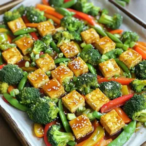 - 1 block (14 oz) firm tofu - 2 cups broccoli florets - 1 bell pepper, sliced (any color) - 1 cup snap peas, trimmed - 1 carrot, julienned - 1 red onion, sliced - 1/4 cup low-sodium soy sauce - 3 tablespoons maple syrup - 2 tablespoons rice vinegar - 1 teaspoon sesame oil - 2 cloves garlic, minced - 1 teaspoon ginger, grated - Sesame seeds for garnish - Green onions, chopped for garnish - Serve over steamed rice or quinoa The main ingredients in this dish are vital for flavor and texture. Firm tofu holds its shape well and absorbs the sauce beautifully. Fresh vegetables like broccoli and bell peppers add crunch and color. The teriyaki sauce ingredients combine to create a sweet and savory blend. Soy sauce brings saltiness. Maple syrup adds sweetness, while rice vinegar gives a slight tang. Together, garlic and ginger enhance the overall taste profile. For garnish, sesame seeds and green onions not only add visual appeal but also a nice crunch. Serving this stir fry over rice or quinoa makes it a complete meal. - Preheat your oven to 400°F (200°C). Line a large sheet pan with parchment paper. - Cut the drained tofu into bite-sized cubes. Place them in a bowl. - In a small bowl, mix the soy sauce, maple syrup, rice vinegar, sesame oil, minced garlic, and grated ginger. This is your teriyaki sauce. - Pour half of this sauce over the tofu. Toss well to coat. Let it marinate for about 15 minutes. - In a large bowl, mix the broccoli, bell pepper, snap peas, carrot, and onion. Drizzle the olive oil and remaining teriyaki sauce over them. Toss to coat the vegetables evenly. - Spread the marinated tofu and vegetables on the prepared sheet pan in a single layer. Make sure they aren’t crowded. - Bake in the preheated oven for 25-30 minutes. Stir halfway through. This helps the tofu turn golden and the veggies stay tender-crisp. To get great tofu, start by pressing it. Use a clean towel and a heavy pan to squeeze out excess water. This helps the tofu soak up the sauce better. Press the tofu for at least 15 minutes. For a golden and crispy finish, cut the tofu into small cubes. Bake it at 400°F (200°C) until it's golden, about 25 to 30 minutes. Choose fresh, seasonal vegetables for the best taste. Broccoli, bell peppers, snap peas, carrots, and onions work well. Cut vegetables into similar sizes. This ensures even cooking. For example, slice bell peppers thinly and julienne carrots. These techniques help your stir fry look good and cook evenly. To add depth, try adding spices or chilies. A pinch of red pepper flakes can add heat. You can also substitute the teriyaki sauce. Use hoisin sauce or a spicy chili paste for a different taste. These small changes can take your stir fry to the next level. {{image_2}} You can swap tofu for other proteins. Tempeh works well for a nutty taste. If you prefer meat, chicken is a great choice. For vegetables, feel free to mix it up. Zucchini, bell peppers, or mushrooms can add fun flavors. Use whatever is fresh or in season. To make this dish vegan, use a soy sauce without fish products. You can keep it non-vegan by using regular teriyaki sauce that includes fish. For extra protein, add edamame or chickpeas to your meal. Both options will boost the protein and flavor. Want a little heat? Add red pepper flakes or a dash of sriracha. This will give your stir fry a nice kick. You can also include fresh herbs like cilantro or basil. These will add bright notes and depth to the dish. Mixing these flavors can make your meal unique every time. After enjoying your meal, store any leftovers in the fridge. Place the stir fry in a container with a tight lid. This keeps it fresh and safe to eat later. I recommend using glass containers. They don’t stain and are easy to clean. Make sure to cool the dish down before sealing it. This helps prevent moisture build-up. To keep your tofu crispy, use an oven or air fryer. Preheat your oven to 350°F (175°C) and place the stir fry on a baking sheet. Heat for about 10-15 minutes. This will help restore the crispiness. You can also use a skillet. Heat it on medium and add a splash of water. This keeps the vegetables from drying out. For the vegetables, reheating in the microwave works well, but do it carefully. Heat them in short bursts. Stir every 30 seconds to ensure even warmth. This way, they stay tender and bright. Yes, you can freeze the stir fry! First, let it cool completely. Then, divide it into portions. Use freezer-safe bags or containers. Squeeze out the air to avoid freezer burn. Label them with the date, so you know when to use them. For best quality, eat frozen stir fry within three months. To thaw, place it in the fridge overnight. You can also use the microwave. Just set it to defrost before cooking. The prepared dish lasts about 3 to 4 days in the fridge. Make sure to store it in an airtight container. This helps keep it fresh and tasty. I recommend eating it within this time to enjoy the best flavor and texture. Yes, you can use frozen vegetables! They work well in this stir fry. Just remember to thaw them and drain excess water. This keeps the dish from getting soggy. Frozen veggies save time and are often just as nutritious. Great side dishes include steamed rice or quinoa. You can also serve it with a light salad. These sides balance the meal well. They soak up the delicious teriyaki sauce. You can even add some pickled vegetables for extra flavor. This recipe is not gluten-free due to the soy sauce. However, you can use gluten-free soy sauce or tamari as a substitute. This makes the dish safe for those with gluten sensitivities. Always check labels to ensure all ingredients are gluten-free. To adjust for meal prep, make a bigger batch. Store portions in separate containers. This way, you have meals ready for the week. You can also prepare the sauce and chop the veggies ahead of time. Just combine and bake when you’re ready to eat! This article covered how to make a tasty teriyaki stir fry. We discussed key ingredients, including firm tofu and fresh veggies, plus a simple teriyaki sauce. You learned step-by-step instructions for preparation and baking. I shared tips for perfect texture and flavor enhancements, along with variations for personalized dishes. In closing, this recipe is easy to adapt and perfect for any meal. Enjoy your cooking and feel free to experiment!