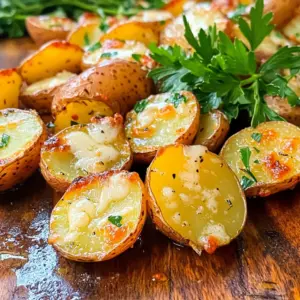 - 1.5 pounds red potatoes, halved or quartered - 4 cloves garlic, minced - 1/3 cup grated Parmesan cheese - 3 tablespoons olive oil - 1 teaspoon dried rosemary - 1 teaspoon dried thyme - 1 teaspoon paprika - Salt and pepper to taste - Fresh parsley, chopped Garlic Parmesan Roasted Red Potatoes need simple ingredients. First, I pick red potatoes. They have a smooth skin and creamy inside. I cut them in half or quarters for even cooking. Next, I add garlic for flavor. Fresh minced garlic gives a strong taste. Then, I use Parmesan cheese. It adds a rich, salty flavor that makes these potatoes pop. For the oil, I choose olive oil. It helps the potatoes get crispy. Now, I spice it up. I use dried rosemary and thyme for earthy tones. Paprika adds a hint of sweetness and color. Finally, I season with salt and pepper to make everything shine. For the finishing touch, I chop fresh parsley. It adds a bright color and fresh taste. These ingredients come together to create a tasty side dish. You will love how easy and fun this recipe is! - Preheat the oven Start by preheating your oven to 425°F (220°C). This heat helps to crisp the potatoes. - Prepare the potatoes Take 1.5 pounds of red potatoes. You can halve or quarter them based on your preference. Make sure they are all similar in size for even cooking. - Tossing ingredients together In a large bowl, mix the halved potatoes with 4 minced garlic cloves, 3 tablespoons of olive oil, 1 teaspoon of dried rosemary, 1 teaspoon of dried thyme, 1 teaspoon of paprika, and salt and pepper to taste. Toss everything until the potatoes are evenly coated. - Roasting the potatoes Spread the seasoned potatoes in a single layer on a baking sheet lined with parchment paper. This makes cleanup easier. Roast them in the oven for 25 minutes. The potatoes should start to turn golden brown. - Adding Parmesan cheese After 25 minutes, take the baking sheet out of the oven. Sprinkle 1/3 cup of grated Parmesan cheese over the potatoes. Return the sheet to the oven for another 10 to 15 minutes. The cheese will melt and add a crispy layer. - Cooling and garnishing Once done, remove the potatoes from the oven. Let them cool for a couple of minutes. Lastly, garnish with chopped fresh parsley for a bright touch before serving. Enjoy your Garlic Parmesan Roasted Red Potatoes! To enhance the taste, adjust the seasoning to your liking. More salt or pepper can boost the flavors. If you prefer a stronger garlic taste, add an extra clove. Fresh herbs add a vibrant touch. Use fresh rosemary and thyme for a bright flavor. Dried herbs work well too, especially if you don’t have fresh on hand. Each herb offers a unique taste, so choose what you love. Oven temperature is key for crispy potatoes. Preheat your oven to 425°F (220°C) before you start. This high heat helps create that golden crust. While roasting, space out the potatoes on the baking sheet. If they are too close, they'll steam instead of roast. A single layer ensures each piece gets nice and crispy. These potatoes pair well with many main dishes. Try them with grilled chicken or roasted fish. For a vegetarian option, serve them with a fresh salad. Presentation matters too. Serve the potatoes in a colorful bowl for a feast for the eyes. Sprinkle extra parsley on top for a pop of color. {{image_2}} You can switch things up by changing the cheese. Try using cheddar for a sharper taste. Feta cheese offers a nice tang, too. Adding vegetables can make this dish even better. Consider mixing in bell peppers or zucchini. These add color and flavor. You can use an air fryer for a quick and crispy option. It takes about 20 minutes at 400°F (200°C). You can also boil the potatoes before roasting. Boiling helps them cook more evenly and stay soft inside. Boil for 10 minutes and then roast as usual. Want some heat? Add red pepper flakes for a spicy kick. You can also mix in fresh herbs like basil or oregano. These herbs brighten the dish and give it a fresh taste. Experiment and find your favorite flavors! To keep your Garlic Parmesan Roasted Red Potatoes fresh, use airtight containers. Glass or plastic containers work well. Make sure to cool the potatoes completely before sealing them. This helps avoid moisture build-up. Store the container in the fridge. They should stay good for about three to four days. The best way to reheat these potatoes is in the oven. Preheat your oven to 350°F (175°C). Spread the potatoes on a baking sheet. Heat them for about 10 to 15 minutes until they are hot again. This keeps them crispy. If you use a microwave, place the potatoes on a microwave-safe plate. Heat them in short bursts of 30 seconds. Check often to avoid sogginess. You can freeze these potatoes if you want to save some for later. Let them cool completely before freezing. Place them in a freezer-safe bag or container. Remove as much air as possible. They can last up to three months in the freezer. To thaw, move them to the fridge overnight. Reheat them in the oven for the best texture. Red potatoes are the best choice for roasting. They have a creamy texture and sweet flavor. Their thin skin crisps up nicely. Other good options include Yukon Gold and fingerling potatoes. These types hold their shape well and absorb flavors during cooking. Yes, you can prepare these potatoes ahead of time. Wash and cut them, then toss with oil and spices. Store them in the fridge for up to 24 hours before cooking. This saves time on busy days. Just remember to bring them to room temperature before roasting. To make Garlic Parmesan Roasted Red Potatoes vegan, substitute the cheese. Use nutritional yeast for a cheesy flavor. You can also try vegan cheese alternatives. They add creaminess without dairy. The rest of the recipe stays the same, keeping all the great flavors intact. This article covered how to make Garlic Parmesan Roasted Red Potatoes. We looked at key ingredients, including garlic, red potatoes, and Parmesan cheese. The step-by-step guide simplified the cooking process and highlighted useful tips for great flavor and texture. You can even explore variations and storage options to enjoy later. Remember, these potatoes pair well with many main dishes. With simple adjustments, you can make this recipe your own. Enjoy your cooking adventure!