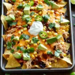 To make your Sheet Pan BBQ Chicken Nachos, gather these items: - 2 cups cooked chicken, shredded - 1 cup BBQ sauce (your favorite variety) - 1 large bag tortilla chips - 2 cups shredded cheddar cheese - 1 cup black beans, drained and rinsed - 1 cup corn kernels (fresh or frozen) - 1 jalapeño, sliced - 1/2 cup diced red onion - 1/4 cup fresh cilantro, chopped - 1 avocado, diced (for topping) - Sour cream (for serving) - Lime wedges (for serving) You can swap out some ingredients if you want. Here are a few ideas: - Use rotisserie chicken instead of cooking chicken yourself. It saves time. - Try a different cheese, like pepper jack, for a spicy twist. - Use pinto beans instead of black beans for a different flavor. - Swap corn for sautéed bell peppers for added crunch. - Use Greek yogurt instead of sour cream for a lighter option. The quality of your ingredients matters. Here’s how to pick the best: - Choose fresh chicken. If possible, buy organic or free-range. - Select a BBQ sauce that you love. Taste it before you buy. - Look for thick, sturdy tortilla chips. They should hold toppings well. - Buy block cheese and shred it yourself. It melts better than pre-shredded. - Pick ripe avocados. They should be slightly soft when gently squeezed. These choices will make your nachos taste even better! First, gather your cooked chicken. I like to use leftover rotisserie chicken. It saves time and adds flavor. Shred the chicken into small pieces. In a bowl, mix the shredded chicken with the BBQ sauce. Ensure every piece is well-coated. This step adds a sweet and tangy flavor. You can use any BBQ sauce you love! Now, it’s time to build your nachos. Start by spreading the tortilla chips on a large sheet pan. Make sure they are in a single layer. This helps each chip get its share of toppings. Next, spoon the BBQ chicken mixture evenly over the chips. Don’t hold back; let every chip get some chicken. Now, sprinkle the shredded cheddar cheese on top. Add black beans, corn, jalapeño slices, and diced red onion. These toppings add color and taste! Preheat your oven to 400°F (200°C). Once it’s ready, slide the sheet pan into the oven. Bake for 10-12 minutes. Watch for the cheese to melt and bubble. This is when the nachos turn golden and delicious. After baking, remove the pan from the oven. Garnish with fresh cilantro and diced avocado. This adds freshness and looks great! Serve your nachos straight from the pan. Don’t forget a side of sour cream and lime wedges for an extra kick! To get that gooey, melty cheese, use a mix of cheeses. I recommend sharp cheddar and Monterey Jack. These cheeses melt well and add great flavor. Spread the cheese evenly across the nachos. This helps every chip get some cheese. Bake at 400°F until bubbly. Keep an eye on it; you want it melted, not burnt. Layering is key to tasty nachos. Start with tortilla chips on the bottom. This base holds everything together. Next, add the BBQ chicken. Make sure to spread it all over. Then, sprinkle on the black beans and corn. These add texture and taste. Lastly, finish with cheese. Each layer builds flavor, making every bite better. Choose a BBQ sauce you love. A smoky sauce can add depth to your nachos. If you want extra kick, mix in some spices. A dash of cayenne or smoked paprika can do wonders. You can also add some honey for sweetness. This will balance the flavors and make your BBQ chicken nachos pop! {{image_2}} To make BBQ veggie nachos, swap the chicken for veggies. Use a mix of bell peppers, zucchini, and mushrooms. Sauté them in a pan until they are soft. Then, coat them in your favorite BBQ sauce. Follow the same steps as the chicken nachos. Spread the tortilla chips on a sheet pan. Top with the BBQ veggies, cheese, and your other toppings. Bake until the cheese melts. This version is tasty and colorful. Want a spicy twist? Add heat with diced jalapeños or sliced serrano peppers. You can mix them in with the BBQ chicken or sprinkle them on top. For even more spice, try a hot BBQ sauce. You can also add crushed red pepper flakes to the cheese before baking. This will give your nachos a nice kick. Just be careful not to overdo it if you like milder flavors. Customize your nachos with different toppings! Try black olives for a briny bite. Fresh tomatoes will add a juicy burst. You can also use green onions for a fresh crunch. Swap out the cilantro for fresh parsley if you prefer. If you love avocados, add slices or guacamole. Serve with a side of sour cream for dipping. These options make it easy to please everyone at the table. After enjoying your nachos, store any leftovers in an airtight container. This keeps them fresh and tasty. Let the nachos cool down before you pack them. Layer the chips and toppings carefully. You want to avoid soggy chips. If possible, keep the chips separate from the toppings. This helps them stay crunchy longer. To reheat your nachos, use the oven for best results. Preheat your oven to 350°F (175°C). Spread the nachos on a baking sheet. Heat them for about 10 minutes or until warm. If you want, cover them with foil to keep them from browning too much. You can also microwave them. Just use a microwave-safe plate and heat for 30-second bursts. Check and stir in between until they are hot. Meal prepping is easy with these nachos. You can prepare the chicken with BBQ sauce ahead of time. Store it in the fridge for up to three days. Chop your veggies, like onions and jalapeños, and keep them in separate containers. On nacho night, just assemble everything on the sheet pan. This way, you save time and enjoy a quick meal! Yes, you can! Feel free to mix it up. Some good options are Monterey Jack, pepper jack, or mozzarella. Each cheese adds its own taste. Try a blend for a richer flavor. Just remember to use cheese that melts well for that gooey goodness. You can make small changes. Use baked tortilla chips instead of regular ones. Swap out the cheese for a lighter version, like reduced-fat cheese. Add more veggies, such as diced tomatoes or bell peppers. You can also use grilled chicken instead of BBQ for fewer calories. These nachos pair well with many sides. A fresh salad adds a nice crunch. Guacamole or salsa can also be great dips. For drinks, consider lemonade or iced tea. These options balance the rich flavors of the nachos. In this blog post, you learned how to create delicious BBQ chicken nachos. We covered the key ingredients, helpful tips, and step-by-step instructions. You also discovered variations, like vegetarian options and spicy twists. Finally, you gained knowledge about storing and reheating leftovers. With these insights, you can now make nachos that impress. Enjoy customizing and sharing your tasty dish with friends and family! Happy cooking!