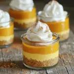 To make No-Bake Pumpkin Pie Cheesecake Cups, you need some simple ingredients. Here’s what you’ll need: - 1 cup pumpkin puree - 8 oz cream cheese, softened - 1/2 cup powdered sugar - 1 teaspoon vanilla extract - 1 teaspoon pumpkin pie spice - 1/2 cup heavy whipping cream - 1 cup crushed graham crackers - 4 tablespoons melted butter - 2 tablespoons brown sugar - Whipped cream for topping - Ground cinnamon for sprinkling Each ingredient plays a key role. The pumpkin puree gives a rich flavor and color. Cream cheese adds a creamy texture and sweetness. Powdered sugar sweetens the mix without graininess. Vanilla extract enhances overall taste. Pumpkin pie spice brings warmth and a classic fall flavor. Heavy cream ensures a light and fluffy filling. The graham crackers form a crunchy base, while melted butter helps bind it. Brown sugar adds extra depth. Finally, whipped cream and cinnamon make for a lovely finishing touch. Now that you have the ingredients, you’re ready to create a tasty treat that’s perfect for any occasion! 1. In a medium bowl, combine the crushed graham crackers, melted butter, and brown sugar. Mix until it looks like wet sand. 2. Divide this mixture into your serving cups. Press it down firmly to create a nice crust layer. 1. In a large bowl, beat the softened cream cheese with an electric mixer until it's smooth and creamy. 2. Add in the pumpkin puree, powdered sugar, vanilla extract, and pumpkin pie spice. Mix until everything blends well and is smooth. 1. Spoon or pipe the pumpkin cheesecake mixture over the graham cracker crust in each cup. Fill them about three-quarters full. 2. Chill the cups in the refrigerator for at least 4 hours or until they are set. This helps the flavors meld and the texture firm up. To whip cream well, start with a cold bowl. Use cold heavy cream too. Beat it until you see stiff peaks. This helps the filling stay light and airy. Chilling is key. After you fill the cups, let them chill for at least four hours. This helps the flavors blend and the texture set. You can garnish these cups in many ways. A dollop of whipped cream adds a nice touch. A sprinkle of ground cinnamon makes it look fancy. Pair these cups with a warm cup of cider or coffee. The flavors blend perfectly, and it makes a great dessert drink combo. One big mistake is overmixing the filling. Mix just until smooth. Overmixing can make it heavy. Also, make sure to press the crust firmly in the cups. A loose crust will crumble and make a mess when you serve. Keep these tips in mind for a perfect treat! {{image_2}} You can add fun flavors to your no-bake pumpkin pie cheesecake cups. Adding chocolate or caramel can make them extra special. Just drizzle chocolate or caramel sauce on top before serving. You can also mix in chocolate chips for a sweet surprise. Using different spices can change the vibe too. Try adding nutmeg or ginger to bring out more warmth. These little changes can take your dessert to a new level. If you need gluten-free options, use almond flour or gluten-free graham crackers for the crust. This way, everyone can enjoy the treat. For a dairy-free version, swap cream cheese with a dairy-free cream cheese. You can use coconut cream in place of heavy cream for the filling. These swaps keep the flavor while fitting different diets. Presentation matters! Use fun cups like mason jars or fancy glasses. This adds charm to your dessert. Layering the pumpkin filling and crust can make it look even better. You can alternate layers of crust and filling for a pretty effect. Don’t forget to top with whipped cream and a sprinkle of cinnamon for a beautiful finish. To keep your no-bake pumpkin pie cheesecake cups fresh, store them in the refrigerator. Use an airtight container to block moisture and odors. If you plan to eat them later, use plastic wrap or a sealed jar. This helps maintain their creamy texture and flavor. For freezing, these cheesecake cups can stay fresh for up to three months. Make sure they are fully set before freezing. Wrap each cup tightly with plastic wrap and then place them in a freezer bag. This keeps them from getting freezer burn. When you want to enjoy them, move them to the fridge to thaw overnight. The shelf life of your cheesecake cups is about four to five days in the fridge. Always check for signs of spoilage. If you see any mold or if the texture has changed, it’s best to discard them. Signs of spoilage include an off smell or separation of the filling. If the whipped cream has turned watery, that is also a sign. Keep these tips in mind to enjoy your tasty treats longer! Yes, you can make these cups ahead of time. I suggest making them a day before you plan to serve. This gives the flavors time to blend. Plus, the cheesecake will set better. Yes, you can use fresh pumpkin. Start with about 1 1/4 cups of fresh pumpkin. First, roast the pumpkin until soft, then puree it. This will add a nice fresh flavor to your cups. You can tell when they are set by looking for a firm texture. The tops should not jiggle when you gently shake them. They should feel cool and firm to the touch. This blog covers how to make delicious pumpkin cheesecake cups. You learned about the ingredients, step-by-step instructions, and useful tips. Remember to chill the cheesecake for the best texture and to avoid common mistakes like overmixing. Feel free to explore variations, like adding chocolate or making gluten-free options. Store them right in the fridge or freezer for longer freshness. With these easy steps, you can impress friends and family with a tasty fall dessert. Enjoy making these delightful cups!