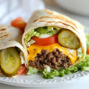 - 1 lb ground beef - 4 large tortilla wraps - 1 tablespoon mustard - 1 tablespoon ketchup - 1 tablespoon mayonnaise - 1 tablespoon relish Big Mac Wraps start with ground beef. I use one pound of this flavorful meat for the base. Next, I grab four large tortilla wraps. These wraps hold all the tasty fillings together. Then, I make the special sauce. It includes mustard, ketchup, mayonnaise, and relish. This sauce gives the wraps their delicious taste. - 1 tablespoon onion powder - 1 teaspoon garlic powder - 1 cup shredded iceberg lettuce - 1 cup shredded cheddar cheese - 1 large tomato, sliced - Salt and pepper to taste The seasoning makes all the difference. I add one tablespoon of onion powder and one teaspoon of garlic powder to the beef. This adds great flavor. I also include salt and pepper to taste. For fresh crunch, I use one cup of shredded iceberg lettuce and one cup of shredded cheddar cheese. Sliced tomatoes add a juicy touch. - Dill pickle slices - Additional toppings or sauces For extra flavor, I add dill pickle slices. These give a nice crunch. You can also choose other toppings or sauces. Think about your favorites and get creative! {{ingredient_image_1}} To start, heat a skillet over medium heat. Add 1 pound of ground beef. Cook it until it turns brown. Use a spatula to break the beef into smaller pieces. Make sure to drain any extra fat. This keeps your wraps from getting soggy. Next, add flavor! Sprinkle in 1 tablespoon of onion powder and 1 teaspoon of garlic powder. Season with salt and pepper to taste. Also, add 1 tablespoon of mustard and 1 tablespoon of ketchup. Stir everything well and cook for another 2-3 minutes. This helps the spices mix into the beef. Now, let’s make the special sauce! Grab a small bowl. Mix together 1 tablespoon of mayonnaise and 1 tablespoon of relish. Blend them well until smooth. This sauce gives the wraps that classic Big Mac taste. It’s time to build your wraps! First, warm 4 large tortilla wraps in a dry skillet or microwave. Heat them for about 20 seconds. This makes them soft and easy to roll. On each tortilla, spread a tablespoon of the special sauce in the center. Next, add a generous scoop of the seasoned beef. Top it with shredded iceberg lettuce, sliced tomatoes, and shredded cheddar cheese. For extra crunch, you can add dill pickle slices on top. Now, let’s fold! Fold the sides of the tortilla inward. Then, roll from the bottom up to form a tight wrap. If you want a crispy finish, grill the wraps seam-side down in the skillet for 2-3 minutes. This gives them a nice golden brown color. Finally, slice each wrap in half. Serve them with extra special sauce on the side for dipping. Enjoy your tasty Big Mac Wraps! To get the best texture for your beef, break it up well as it cooks. Use a spatula to chop the meat into small pieces. This helps it brown evenly. Cook it until it is just right—about 8 minutes. For flavor, add onion powder and garlic powder. These spices boost the taste. Try adding a pinch of smoked paprika for a smoky kick. It enhances the beef flavor and makes each bite special. Proper folding is key to a great wrap. Start by warming your tortillas. This makes them easy to fold. Place your ingredients in the center. Fold the sides inward first, then roll from the bottom up. This keeps everything inside. Grilling the wraps makes them crispy and adds a nice texture. Grill them seam-side down for 2-3 minutes. Check that they are golden brown before serving. Big Mac Wraps are perfect with sides. Try serving them with crispy fries or a fresh salad. They pair well with a cold soda or iced tea. For a fun twist, add some chips on the side. You can also serve extra special sauce for dipping. This adds a tasty touch and makes the meal even more fun. Enjoy your wraps with friends or family for a tasty treat! Pro Tips Use Fresh Ingredients: Fresh lettuce, ripe tomatoes, and high-quality cheese elevate the flavor of your wraps. Customize Your Sauce: Feel free to add a pinch of hot sauce or a dash of Worcestershire sauce to the special sauce for an extra kick. Warm the Tortillas: Warming the tortillas makes them more pliable and easier to roll without tearing. Grilling for Texture: Grilling the wraps after assembling adds a delightful crunch and enhances the overall flavor. {{image_2}} You can switch it up with vegetarian options. Try using black beans or lentils. These add protein and taste great with the special sauce. You can also use plant-based meat for a similar flavor. For different protein choices, think about chicken or turkey. Season the meat like the beef in the original recipe. You can even try a mix of proteins for extra flavor. To jazz up your Big Mac Wrap, add spices or different sauces. A dash of cayenne pepper gives it heat. You might try BBQ sauce for a smoky twist. Experiment with sriracha for a spicy kick, or ranch for a creamy touch. You can also mix herbs like basil or cilantro into the meat. Fresh herbs add a burst of flavor and freshness. Mini wraps are perfect for appetizers. Use small tortillas or cut larger ones into smaller pieces. These mini wraps are fun for parties or game days. For style, try different types of tortillas. Spinach or whole wheat tortillas add color and nutrients. You can even use a low-carb wrap for a healthier option. Enjoy making these wraps your own! To keep your Big Mac Wrap ingredients fresh, store each item separately. Use airtight containers. Here’s how: - Ground Beef: Once cooked, let it cool. Store in a container. Keep in the fridge for up to 3 days. - Tortilla Wraps: Place in a zip-top bag. Keep them in a cool, dry place. Use within a week for best taste. - Veggies: Store shredded lettuce and sliced tomatoes in separate containers. Use within 2-3 days. This keeps them crisp and fresh. - Cheese: Keep shredded cheese in its original bag or a sealed container. It stays fresh for about a week. To store finished Big Mac Wraps, wrap each one in foil or plastic wrap. This prevents them from drying out. Place them in the fridge, where they can last for 2-3 days. For reheating, unwrap the wrap and place it in a skillet over medium heat. Heat for 2-3 minutes on each side until warm. You can also use the microwave. Heat on high for 30 seconds, then check if it's warm. Add more time if needed. Yes, you can freeze Big Mac Wraps! This is great for meal prep. To freeze, wrap each wrap tightly in plastic wrap. Then, place them in a freezer-safe bag. They can last up to 3 months. When ready to eat, thaw them overnight in the fridge. Reheat them in a skillet or microwave. Enjoy your tasty wraps anytime! Big Mac Wraps are a fun twist on the classic Big Mac burger. Instead of a bun, we use a tortilla wrap. This wrap holds the same tasty ingredients: seasoned beef, lettuce, cheese, and special sauce. You can enjoy all the flavors of a Big Mac in a portable form. The wrap is easier to eat and less messy than a traditional burger. A Big Mac Wrap has about 450 calories. This number can change based on what you add. The main ingredients include ground beef, cheese, and sauce. Each wrap gives a good mix of protein and carbs, making it a filling meal. If you want to cut calories, skip the cheese or use less sauce. Absolutely! You can change up the ingredients to suit your taste. Try adding different veggies like peppers or onions. You can also swap beef for chicken or a meat substitute. Want extra crunch? Add dill pickle slices on top. When ordering at a restaurant, ask for your preferred toppings to make it truly yours. This article covered how to make tasty Big Mac Wraps. We explored the main ingredients, seasonings, and optional add-ins. I shared easy step-by-step cooking methods, tips for great wraps, and variations to try. Don’t forget about storage tricks for leftovers, too. These wraps offer fun ways to enjoy a classic meal. You can customize them to fit your taste. Enjoy crafting your Big Mac Wraps and make them your own!