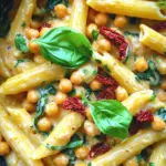- Pasta options: You can use penne, fusilli, or spaghetti. Each type adds its charm. - Sun-dried tomatoes: Look for sun-dried tomatoes in oil. They bring rich, tangy flavor. - Chickpeas: Chickpeas add protein and fiber. They make the dish hearty and filling. - Olive oil: Use olive oil for sautéing. It adds a nice, smooth taste. - Herbs: Basil and oregano work well together. They give the dish a fresh, savory note. - Nutritional yeast: This is optional but adds a cheesy flavor without dairy. - Required kitchen tools: You will need a skillet, a pot for boiling pasta, and a colander for draining. - Preparation tips: Chop your veggies before you start cooking. This saves time and keeps things smooth. 1. How to achieve al dente texture: Bring a large pot of salted water to a rolling boil. Add 12 ounces of your chosen pasta, like penne or spaghetti. Cook it according to the package instructions. I usually check a minute early. The pasta should be firm but not hard. This is called al dente. 2. Importance of reserving pasta water: Before draining, always save at least one cup of pasta water. This starchy water helps to thicken and bind your sauce later. It adds flavor and makes your dish creamy without extra calories. 1. Best practices for sautéing onion and garlic: In a large skillet, heat 2 tablespoons of olive oil over medium heat. Add one medium diced onion. Sauté for about 3 to 4 minutes until it turns translucent. Then, stir in 3 cloves of minced garlic. Cook for one minute. Keep an eye on it; burnt garlic can ruin the dish. 2. Timing and temperature tips: Keep the heat at medium. This way, your onion cooks evenly and slowly. If the oil starts to smoke, turn the heat down. You want to build flavor, not burn your ingredients. 1. Combining pasta with sauce: Once your pasta is cooked and drained, add it to the skillet with the sautéed onion and garlic. Toss everything together to coat the pasta well with the flavors. 2. Adjusting sauce consistency with reserved water: Pour in 1 cup of almond milk and mix well. Add the chopped sun-dried tomatoes and rinsed chickpeas. If the sauce feels too thick, slowly add some reserved pasta water. Stir until you reach your desired consistency. It should be creamy but not runny. To enhance your Sun-Dried Tomato Vegan Pasta, I recommend using spices. Dried basil and oregano add great depth. You can also try adding a pinch of red pepper flakes for heat. Balancing flavors is key. Always taste your dish as you cook. Adjust salt and pepper to fit your taste. This simple step can elevate your meal from good to great. For a time-saving tip, cook your pasta while you prepare the sauce. It saves time and keeps everything fresh. You can also use a pressure cooker for quick cooking. This method works well for chickpeas, making them tender in minutes. Meal prepping is a great way to enjoy this dish all week. Cook a big batch and store it in containers. You can reheat portions easily for lunch or dinner. Garnishing makes your dish pop. Fresh basil leaves add color and flavor. You might sprinkle some nutritional yeast on top for a cheesy look. Serve your pasta with a side salad or crusty bread. This adds texture and a fresh touch to your meal. Enjoying it with a glass of vegan wine can enhance the experience too. {{image_2}} You can change ingredients to make this dish your own. Try using tofu or lentils instead of chickpeas for protein. Both options provide a great texture and taste. If you need a gluten-free option, use gluten-free pasta. Many brands offer good choices that cook well and taste great. Add more flavor by including different vegetables. Bell peppers or zucchini work well in this dish. Just chop them up and sauté with the onion and garlic. If you like heat, try adding red pepper flakes. They can give your pasta a nice kick. If you want a nut-free version, you can use oat milk or soy milk instead of almond milk. Both give creaminess without nuts. For those on a paleo or keto diet, you can skip the pasta and use spiralized vegetables like zucchini. This keeps the meal low in carbs while still being tasty. To store leftover Sun-Dried Tomato Vegan Pasta, place it in an airtight container. This keeps the flavors fresh. You can store it in the fridge for up to four days. Make sure to let it cool before sealing the container. If you want to freeze this dish, use freezer-safe containers or bags. Divide the pasta into portions for easy meals later. When you're ready to enjoy it, thaw the pasta in the fridge overnight. To reheat, simply warm it in a skillet over low heat. You can add a splash of almond milk if it seems dry. Watch for signs of spoilage to keep your food safe. If you see any mold or an off smell, it’s best to throw it out. Always trust your senses. For safety, consume the pasta within three months if frozen. You can use fresh tomatoes, but the dish will taste different. Sun-dried tomatoes pack a strong, rich flavor that fresh tomatoes lack. Fresh tomatoes are juicy and light. They will add moisture but not the same depth. If you choose fresh, use about 2-3 medium tomatoes. Cook them longer to get a thicker sauce. If you want to replace chickpeas, try using lentils or white beans. They add protein and texture. Lentils cook faster than chickpeas, taking about 15-20 minutes. White beans need about the same time if canned. Rinse them well before adding to your dish. This will help keep flavors fresh. To lower the calories, consider these tips: - Use less olive oil. Try just 1 tablespoon instead of 2. - Choose whole grain or vegetable pasta. They have more fiber and nutrients. - Skip the nutritional yeast if you want fewer calories. - Load up on more veggies like zucchini or bell peppers. They add volume without many calories. These changes keep the dish tasty while making it lighter. This guide covered pasta ingredients, seasonings, cooking steps, and helpful tips. You learned about main ingredients like pasta and chickpeas. We discussed the best cooking techniques and how to enhance flavor. Variations and storage tips are essential for meal prep and creativity. Now you know how to make this dish your own. Enjoy experimenting with flavors and share your tasty results. Cooking can be fun and rewarding!