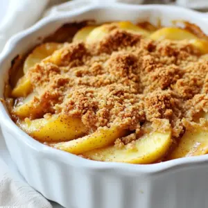 To make this tasty dessert, gather these items: - 4 large apples, peeled, cored, and sliced (Granny Smith or Honeycrisp work best) - 1 tablespoon lemon juice - 1/2 cup brown sugar, packed - 1 teaspoon ground cinnamon - 1/4 teaspoon nutmeg - 1 cup rolled oats - 1/2 cup all-purpose flour - 1/2 cup cold unsalted butter, cubed - 1/4 cup granulated sugar - A pinch of salt You will need some basic tools to create this dish: - A 9-inch square baking dish - Two mixing bowls - A pastry cutter or your fingers for mixing - A cutting board and knife Feel free to get creative! You can add: - Chopped nuts like walnuts or pecans for crunch - Raisins or dried cranberries for sweetness - A splash of vanilla extract for extra flavor - A sprinkle of oats or coconut for a twist This classic dish is all about the apples and the crumble. The simple ingredients make it fun to prepare! {{ingredient_image_1}} Start by preheating your oven to 350°F (175°C). Grease a 9-inch square baking dish with butter or cooking spray. Next, take four large apples. I love using Granny Smith or Honeycrisp apples for their tartness. Peel, core, and slice them. In a large bowl, mix the apple slices with one tablespoon of lemon juice. This keeps the apples fresh and bright. Add half a cup of packed brown sugar, one teaspoon of ground cinnamon, and a pinch of nutmeg. Stir until the apples are well coated. Spread this mixture evenly into your greased baking dish. In another bowl, combine one cup of rolled oats, half a cup of all-purpose flour, and a quarter cup of granulated sugar. Don’t forget a pinch of salt to enhance the flavor. Now, add half a cup of cold unsalted butter, cut into cubes. Use a pastry cutter or your fingers to mix the butter into the dry ingredients. Keep mixing until the mixture looks like coarse crumbs. This crumbly texture will create a wonderful topping. Once your crumble topping is ready, sprinkle it evenly over the apples in the baking dish. Place the dish in your preheated oven and bake for 35 to 40 minutes. You'll know it’s done when the apples bubble and the crumble turns golden brown. After baking, let it cool for about 10 minutes. This wait makes it easier to serve. Enjoy the warm, comforting flavors of this classic dessert! Choose apples that are firm and crisp. Granny Smith and Honeycrisp are my favorites. They balance sweet and tart flavors well. This mix gives your crumble depth and taste. Look for apples with bright skin and no bruises. Fresh apples make a big difference in flavor. The key to a great crumble is the texture. Mix your dry ingredients well. Use cold butter to keep the crumble light. Cut the butter into small pieces before mixing. You want it to look like coarse crumbs. Avoid over-mixing. This helps create that crunchy topping we all love. Serve your apple crumble warm for the best taste. A scoop of vanilla ice cream on top is a classic choice. It melts slightly and adds creaminess. You can also use whipped cream or custard. For a twist, drizzle caramel sauce over the crumble. Enjoy it with a cup of tea or coffee for a cozy treat. Pro Tips Choose the Right Apples: For the best flavor and texture, use a mix of tart apples like Granny Smith and sweet apples like Honeycrisp. Keep the Butter Cold: Ensure your butter is cold when mixing it into the dry ingredients for a flakier crumble topping. Let It Rest: Allow the crumble to cool for a few minutes after baking to help the filling set, making it easier to serve. Serve with Ice Cream: Enhance the dessert experience by serving warm apple crumble with a scoop of vanilla ice cream for a delightful contrast. {{image_2}} To make a gluten-free apple crumble, swap the all-purpose flour. Use almond flour or a gluten-free blend. These options give you a similar texture. You still get that classic taste with no gluten. Just be sure to check the oats. They must be certified gluten-free. You can easily make this recipe vegan. Replace the cold unsalted butter with coconut oil or vegan butter. This keeps the crumble rich and tasty. Use maple syrup instead of brown sugar. It adds a lovely depth. Your dessert will be just as delightful without animal products. Want to spice things up? Add some dried fruit like raisins or cranberries. They bring a nice chew. Try mixing in nuts, like walnuts or pecans, for crunch. A splash of vanilla extract boosts the flavor too. You can even add a pinch of ginger for a warm kick. To store leftover apple crumble, let it cool first. Then, cover it with plastic wrap or foil. You can also place it in an airtight container. This keeps the crumble fresh for up to three days in the fridge. If you want to enjoy it later, freezing is a great option! When you’re ready to eat your leftover apple crumble, preheat your oven to 350°F (175°C). Place the crumble in a baking dish. Cover it with foil to keep it moist. Heat for about 15-20 minutes. If you like a crispier top, remove the foil for the last 5 minutes. Enjoy that warm, cozy dessert again! To freeze apple crumble, make sure it’s completely cooled. Cut it into portions and wrap each piece tightly in plastic wrap. Put the wrapped portions in a freezer-safe bag. This keeps your crumble safe for up to three months. When you’re ready, just thaw it in the fridge overnight before reheating! Yes, you can use different apples for this recipe. Granny Smith and Honeycrisp are my favorites. They offer a nice mix of tartness and sweetness. Other good options include Fuji, Gala, or Braeburn. Just remember, the apple should be firm. This keeps the filling from becoming too mushy when baked. If you want to skip butter, try coconut oil or vegan butter. Both options work well and add a nice flavor. You can also use applesauce for a lighter topping. Just make sure to adjust the amount in the recipe so the texture stays right. You can tell the crumble is done when it looks golden brown. The apples will start bubbling on the edges. Bake for about 35-40 minutes at 350°F (175°C). If you're not sure, insert a fork into the apples. They should feel tender but not mushy. This article covered how to make a classic baked apple crumble. You learned about the best apples, how to prepare them, and create a tasty crumble. Remember the tips for texture and serving ideas. You can also explore variations like gluten-free or vegan options. Proper storage ensures you enjoy leftovers later. With this guide, you can bake with confidence. Enjoy your homemade crumble, and share it with friends and family for great moments!