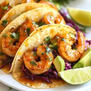 For these tasty tacos, you need some key ingredients: - 1 lb large shrimp, peeled and deveined - 3 tablespoons honey - 3 cloves garlic, minced - 2 tablespoons soy sauce - 1 tablespoon lime juice - 1 teaspoon ground cumin - 8 small corn or flour tortillas These items give the shrimp a sweet and savory flavor. The honey adds sweetness, while the garlic gives a nice kick. Soy sauce brings saltiness, and lime juice adds brightness. Cumin adds warmth and depth. You can make your tacos even better with these optional toppings: - 1 avocado, sliced - 1 cup red cabbage, shredded - Fresh cilantro leaves for garnish - Lime wedges for serving The avocado adds creaminess and helps balance the flavors. Red cabbage gives a nice crunch and color. Cilantro adds freshness, and lime wedges provide extra zing. To make these tacos, you need a few simple tools: - Medium bowl for mixing the marinade - Non-stick skillet for cooking the shrimp - Another skillet for warming tortillas These items help keep cooking easy. A non-stick skillet ensures your shrimp won’t stick, making cleanup a breeze. Use a medium bowl to mix the marinade well, so every shrimp gets coated. {{ingredient_image_1}} Start by making the marinade for the shrimp. In a medium bowl, mix 3 tablespoons of honey, 3 cloves of minced garlic, 2 tablespoons of soy sauce, 1 tablespoon of lime juice, and 1 teaspoon of ground cumin. Whisk these ingredients well. Once mixed, add 1 pound of peeled and deveined shrimp to the bowl. Toss the shrimp until they are fully coated in the marinade. Let the shrimp marinate for 15 to 20 minutes. This step adds great flavor. Heat a non-stick skillet over medium-high heat. When the skillet is hot, add the marinated shrimp along with the marinade. Cook the shrimp for 3 to 4 minutes. Stir occasionally to ensure even cooking. You will know they are done when they turn pink and opaque. At this point, taste and season with salt and pepper. This brief cooking time keeps the shrimp juicy and tender. While the shrimp cook, warm up your tortillas. You can use either corn or flour tortillas. Place them in another skillet over low heat or wrap them in foil and heat them in the oven. Once warmed, it's time to assemble the tacos. On each tortilla, layer shredded red cabbage, cooked shrimp, and slices of avocado. Finish with fresh cilantro leaves on top. Serve the tacos with lime wedges on the side for a bright twist. Enjoy your delicious honey garlic shrimp tacos! To make the best honey garlic shrimp, focus on the marinade. The right mix of honey, garlic, soy sauce, lime juice, and cumin is key. Make sure to whisk them well. This mix adds sweet and savory flavors. Let the shrimp sit in the marinade for 15-20 minutes. This step builds flavor. If you have time, try marinating longer. Just don’t go over 30 minutes, or the shrimp might get mushy. When cooking shrimp, use high heat for the best results. Start with a hot skillet. This helps the shrimp cook quickly and evenly. Cook for about 3-4 minutes until they turn pink. Stir often to avoid burning. If they sit too long, they can become chewy. Keep an eye on them and season with salt and pepper right before they finish cooking. This simple step enhances the taste. Warm tortillas make a big difference in your tacos. You can heat them in a skillet or oven. If using a skillet, keep the heat low. Warm the tortillas for about 30 seconds per side. If you prefer the oven, wrap them in foil and bake at 350°F for 10 minutes. This way, they stay soft and pliable. Warm tortillas hold fillings better and make every bite more enjoyable. Pro Tips Marinate for Flavor: Let the shrimp marinate for at least 20 minutes to absorb all the flavors of the honey, garlic, and soy sauce. Cooking Temperature: Ensure your skillet is hot before adding the shrimp; this helps achieve a nice sear and locks in moisture. Fresh Ingredients: Use fresh lime juice and ripe avocados to enhance the overall flavor and texture of your tacos. Garnish with Care: Add cilantro just before serving to keep it fresh and vibrant; it adds a burst of flavor to every bite. {{image_2}} You can swap shrimp with other seafood. Try scallops or fish for a different taste. Chicken or tofu also works well for a more filling option. Each protein brings its own flavor and texture. Just adjust the cooking time based on what you choose. The honey garlic marinade is delicious, but you can change it up. Use orange juice instead of lime juice for a fruity twist. Add sriracha for heat or swap honey with maple syrup for a unique touch. A splash of coconut aminos can give a rich umami flavor too. Play around with spices like paprika or chili powder for extra depth. While avocado and cabbage are great, you can mix toppings for fun. Try diced mango or pineapple for a sweet kick. Pickled red onions add a zesty crunch, while jalapeños give heat. Feta cheese can add a creamy element. Experiment with toppings to find your favorite combination! To store leftover tacos, first, separate the shrimp from the tortillas. Place the shrimp in an airtight container. Cover it tightly to keep the shrimp fresh. Store the tortillas in a separate bag or container. This keeps them from getting soggy. You can keep both in the fridge for up to three days. When you’re ready to eat, reheat the shrimp first. Heat a pan over medium heat. Add the shrimp and cook for about two minutes. Stir gently until they are hot. For the tortillas, warm them in a dry skillet. Heat them for about 30 seconds on each side. This brings back their soft texture. If you want to freeze shrimp tacos, do it carefully. Freeze the shrimp after marinating. Place them in a freezer-safe bag. Remove as much air as possible. You can freeze shrimp for up to three months. Tortillas can also be frozen. Just stack them with parchment paper in between and place them in a bag. Yes, you can use frozen shrimp. Just thaw them before cooking. Place the shrimp in a bowl and run cold water over it. This helps them thaw quickly. Pat them dry with a paper towel before marinating. This way, they will soak up the flavors better. You can serve these tacos with a side of rice or beans. A fresh salad also works well. If you like crunch, try tortilla chips with salsa or guacamole. These sides add more flavor and make your meal more filling. To add heat, use spicy chili flakes or hot sauce. You can mix these into the marinade for a nice kick. Jalapeños are another great choice. Slice them and add them to the tacos. Adjust the spice level based on your taste. Enjoy the heat! In this blog post, we explored how to make delicious honey garlic shrimp tacos. We covered the key ingredients, from shrimp to tasty toppings. I shared step-by-step instructions and handy tips for cooking and assembling your tacos. Variations let you try new flavors, ensuring you never get bored. Plus, we discussed how to store leftovers and answered common questions. Remember, cooking is fun and creative. Enjoy the process and make these tacos your own!