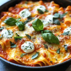 - 12 lasagna noodles, broken into pieces - 2 cups roasted red peppers (pureed) - 1 1/2 cups ricotta cheese - 1 cup mozzarella cheese - 1/2 cup Parmesan cheese - Olive oil - Minced garlic - Dried basil - Dried oregano - Salt and pepper - Fresh basil for garnish Gather these ingredients before you start cooking. Fresh roasted red peppers add great flavor. You can buy them jarred or make your own. The creamy ricotta and melted mozzarella create a rich texture. The Parmesan adds a nice salty bite. Use dried herbs like basil and oregano to boost flavor without extra prep. Olive oil helps sauté the garlic and makes the dish rich. Don't forget salt and pepper for seasoning. Garnish with fresh basil for a pop of color and freshness. Enjoy the process of gathering these ingredients; it sets the stage for a delightful meal! To start, I heat 1 tablespoon of olive oil in a large skillet over medium heat. I add 3 cloves of minced garlic and sauté for about 1 minute. I want the garlic to be fragrant, but I must be careful not to burn it. Next, I pour in 2 cups of marinara sauce and 2 cups of pureed roasted red peppers. I stir well to combine these flavors and let the sauce simmer for about 5 minutes. This step builds a rich base for the lasagna. In a separate bowl, I mix 1 1/2 cups of ricotta cheese with 1 teaspoon of dried basil, 1 teaspoon of oregano, salt, and pepper. I ensure this mixture is smooth and creamy. Then, I break 12 lasagna noodles into pieces and add them to the sauce mixture in the skillet. I stir to coat each piece well. To help cook the noodles, I pour in 1/2 cup of water or chicken broth for added flavor. I cover the skillet with a lid and let it simmer for about 15-20 minutes. I check and stir occasionally until the noodles are al dente. Once the noodles are cooked, I drop spoonfuls of the ricotta mixture over the top. I gently fold it in, mixing it with the noodles and sauce. Then, I sprinkle 1 cup of grated mozzarella cheese and 1/2 cup of grated Parmesan cheese evenly over the top. I cover the skillet again and let it cook for an additional 5-7 minutes until the cheese melts and bubbles. After that, I remove it from heat and let it cool for a couple of minutes. To finish, I garnish with fresh basil leaves for a pop of color and flavor. How to avoid overcooking noodles To avoid overcooking the noodles, check them often while they cook. Stir every few minutes to ensure even cooking. Remember, they will continue cooking a bit after you remove the skillet from heat. Aim for al dente, so they have a nice bite. Best uses for leftovers Leftovers can be a great treat! Store them in an airtight container in the fridge. You can reheat them for lunch or dinner. The flavors will meld even more, making them taste better the next day. You can also turn leftovers into a tasty pasta bake by adding more cheese on top and baking until golden. Presentation tips for serving from the skillet Serving from the skillet looks rustic and inviting. Don’t worry about transferring to a plate. Just garnish with fresh basil leaves on top for color. You can also sprinkle extra cheese for a nice touch. This makes it feel special and homemade. Extras to enhance flavor A drizzle of olive oil on top adds richness and depth. You can also add a dash of red pepper flakes for a kick. A sprinkle of fresh herbs, like parsley or thyme, can elevate the dish too. These little touches make a big difference in flavor! {{image_2}} You can change up the cheese for a new twist. Try goat cheese for a tangy flavor. It melts well and adds creaminess. You can also mix in some vegetables. Spinach works great for color and nutrition. Sauté mushrooms for an earthy taste that complements the sauce. If you need a gluten-free version, use gluten-free lasagna noodles. They are easy to find in stores. For vegan options, swap the cheeses. Use cashew cheese or tofu for a creamy texture. Nutritional yeast can add a cheesy flavor without dairy. To store leftovers of your creamy roasted red pepper lasagna skillet, let it cool first. Then, place it in an airtight container. This keeps the flavors fresh. You can also use glass containers or plastic ones with tight lids. Make sure to label the container with the date. This way, you know when to eat it. When reheating, the best way is using the stove. Place the skillet over low heat. Stir often to avoid sticking. You can add a splash of water or broth to keep it moist. If you prefer the microwave, cover the dish with a damp paper towel. This helps keep the lasagna from drying out. Heat in short intervals until warm. Enjoy every cheesy bite! Can I make this dish ahead of time? Yes, you can! Just prepare the lasagna skillet and store it in the fridge. Cover it well and eat it within two days. When ready to serve, heat it on the stove or in the oven. This way, you save time and enjoy a quick meal. How do I make homemade roasted red peppers? Making roasted red peppers is easy! Start by preheating your oven to 450°F (230°C). Slice fresh red peppers in half and remove the seeds. Place them skin side up on a baking sheet. Roast for 20-25 minutes until the skins are blackened. After roasting, put them in a bowl and cover it to let them steam. Once cool, peel off the skins. Now, you have tasty roasted red peppers for your dish! What to do if the sauce is too thick? If your sauce is thick, add a little water or chicken broth. Stir it well to combine. This will help loosen the sauce and make it creamy. Always taste as you go to ensure the flavor stays great. How to fix overcooked noodles? If your noodles are overcooked, don't worry! You can try adding a splash of broth or water to the skillet. Gently stir to help them absorb moisture. This may soften them a bit. If they are too mushy, consider adding some fresh veggies for extra texture. In this blog post, we explored how to make a delicious lasagna with roasted red peppers. We covered each step, from preparing the sauce to final assembly, ensuring perfect flavor and texture. You learned tips for cooking noodles and serving suggestions to impress guests. Remember, you can customize this dish with various ingredients and dietary swaps. With proper storage and reheating methods, your leftovers can taste just as great. Enjoy making this lasagna and feel free to experiment with your favorite flavors!