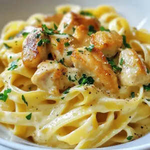 - 8 oz fettuccine pasta - 2 boneless, skinless chicken breasts, diced - 4 cloves garlic, minced - 1 cup heavy cream - 1 cup grated Parmesan cheese - 2 tablespoons olive oil - 1 teaspoon Italian seasoning - Salt and pepper to taste - Fresh parsley, chopped, for garnish When I cook Garlic Parmesan Chicken Pasta, I gather my ingredients first. This helps me stay organized. I love using fettuccine for its wide shape. It holds the creamy sauce well. For protein, I pick two boneless, skinless chicken breasts. Dicing them makes cooking easy and fast. Garlic is a must in this dish. Four cloves minced add great flavor. I also like to use a cup of heavy cream for that rich taste. Grated Parmesan cheese is key for its savory touch. I find two tablespoons of olive oil gives a nice base for sautéing. I flavor the chicken with Italian seasoning, salt, and pepper. Fresh parsley is my favorite garnish. It adds a pop of color and brightens the dish. Having all these ingredients ready makes the cooking process smooth and fun! {{ingredient_image_1}} To cook the fettuccine al dente, bring a large pot of salted water to a boil. Add the pasta and stir it well. Follow the package instructions for cooking time, usually about 8-10 minutes. Al dente means the pasta should be firm to the bite. After draining, save about 1/2 cup of pasta water. This water helps make the sauce creamy and smooth. Heat a large skillet over medium heat and add 2 tablespoons of olive oil. Once hot, add the diced chicken breasts. Season with salt, pepper, and 1 teaspoon of Italian seasoning. Cook for about 5-7 minutes. Stir often until the chicken turns golden brown and is fully cooked. This step gives the chicken a great flavor and texture. When the chicken is done, add 4 minced garlic cloves to the skillet. Cook for 1-2 minutes, stirring well. Be careful not to burn the garlic, as it can turn bitter. Next, turn the heat to low and pour in 1 cup of heavy cream. Stir gently to combine with the chicken and garlic. Gradually add 1 cup of grated Parmesan cheese, mixing until it melts. If the sauce is too thick, use the reserved pasta water to adjust the consistency. This makes a rich and creamy sauce that coats the pasta perfectly. To boost the taste of your Garlic Parmesan Chicken Pasta, try adjusting your seasonings. You can add more garlic for a bolder flavor. Fresh herbs, like basil or thyme, can also enhance the dish. These herbs bring freshness and depth to the creamy sauce. For a beautiful plate, arrange the pasta in a large bowl. Twirl the fettuccine with a fork for an elegant look. Top it with extra Parmesan cheese for richness. A sprinkle of fresh parsley adds a pop of color and flavor, making the dish appealing. One common mistake is overcooking the chicken. Always cook it until it's golden brown but still juicy. Another mistake is forgetting to save pasta water. This water can help adjust the sauce's thickness. Always remember to reserve it before draining the pasta. Pro Tips Perfect Pasta: Always cook the pasta until al dente to maintain its texture when mixed with the sauce. Chicken Browning: For extra flavor, ensure the chicken is browned well before adding garlic to enhance the overall taste. Cheese Incorporation: Gradually adding the Parmesan cheese helps in achieving a smooth and creamy sauce without clumps. Garnish Smartly: Adding fresh parsley not only adds color but also a refreshing flavor that elevates the dish. {{image_2}} If you want to switch up the protein, try shrimp or vegetables. Shrimp cooks fast, just like chicken. For a veggie option, use bell peppers, zucchini, or mushrooms. They add great flavor and texture. You can also use gluten-free pasta if you need a gluten-free option. Look for rice or corn-based pasta. They work well and taste good too. To lighten the dish, use half-and-half or milk instead of heavy cream. This keeps it creamy but cuts down on calories. You can also mix in some Greek yogurt for added creaminess. When it comes to cheese, swap the Parmesan for Pecorino Romano or Asiago. Each cheese brings its own unique taste. Want to spice things up? Add sun-dried tomatoes or fresh spinach. Sun-dried tomatoes give a sweet and tangy taste. Fresh spinach adds color and nutrition. You can also sprinkle in red pepper flakes for a kick. A little heat makes the dish exciting and flavorful. To store leftovers safely, let the pasta cool first. Place it in an airtight container. Make sure to seal it tightly. This keeps out air and moisture. Store it in the fridge. It can stay fresh for about 3-4 days. If you want to freeze the pasta, use a freezer-safe container. Divide the pasta into smaller portions. This makes it easy to thaw later. When you are ready to eat, thaw it in the fridge overnight. Reheat it in a skillet over low heat. Add a splash of cream or pasta water to keep it creamy. In the fridge, Garlic Parmesan Chicken Pasta lasts 3-4 days. If you freeze it, it can last up to 3 months. After that, the flavor and texture may change. To enjoy the dish at its best, eat it within these time frames. It takes about 30 minutes to make this dish. You spend 10 minutes prepping and 20 minutes cooking. It’s quick and easy. Yes, you can use any pasta you like. Shells, penne, or spaghetti work well. Just adjust the cooking time as needed. Absolutely! This dish stores well. You can make it ahead and keep it in the fridge. It stays fresh for about three days. You can serve it with a side salad or garlic bread. Both add great flavor and texture. A glass of white wine pairs nicely too. To spice it up, add red pepper flakes. You can mix them in the sauce as you cook. Fresh jalapeños or sriracha work well too. In summary, we explored a delicious Garlic Parmesan Chicken Pasta recipe. You learned about the key ingredients, helpful kitchen tools, and step-by-step instructions for cooking. Tips on enhancing flavor and avoiding common mistakes were included. We also discussed variations and storage methods to keep your dish fresh. Take these insights and create a special meal. Enjoy the process and share it with loved ones!