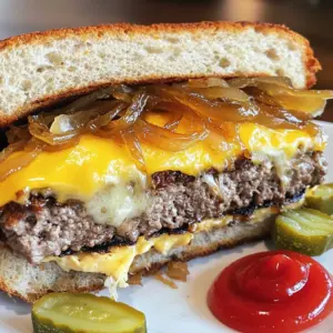 To make a classic patty melt, you need a few key ingredients: - 1 lb ground beef - 1 medium onion, thinly sliced - 4 slices of rye bread - 4 slices of Swiss cheese - 2 tablespoons butter - 1 tablespoon Worcestershire sauce - Salt and pepper to taste Each ingredient plays a vital role. The ground beef gives the melt its hearty base. The thinly sliced onion adds a sweet, caramelized flavor. Rye bread provides a unique taste and texture. Swiss cheese melts beautifully and adds creaminess. Butter helps achieve a golden crust when grilling. You can enhance your patty melt with some fun optional additions: - Pickles - Ketchup These sides add crunch and tang. Pickles bring a zesty bite, while ketchup adds sweetness. Feel free to add your favorites for a personal touch. Choosing quality ingredients affects the final taste. Here are some tips: - Select fresh ground beef with a good fat content. Aim for 80% lean for juicy patties. - Pick onions that feel heavy and firm. Sweet varieties like Vidalia work great. - Look for fresh rye bread from a local bakery for the best flavor. - Choose Swiss cheese that is creamy and fresh. High-quality ingredients make a noticeable difference in your patty melt. Always trust your taste buds when selecting! Start by heating a skillet over medium heat. Add one tablespoon of butter. Once the butter melts, toss in the thinly sliced onion. Stir the onions as they cook. You want them to turn a nice golden brown. This process takes about 10 to 15 minutes. Season with salt at the end. Remove the onions from heat and set them aside. In a bowl, mix the ground beef with Worcestershire sauce, salt, and pepper. Use your hands to combine. Be gentle so the meat stays tender. Divide the mixture into two equal pieces. Shape each piece into a patty. Make them slightly larger than the bread. This helps when they cook. Now it’s time to cook. Heat the same skillet on medium-high. Add the beef patties and cook for about 3 to 4 minutes on each side. Check for your desired doneness. In the last minute of cooking, place a slice of Swiss cheese on each patty. Let it melt while you prepare the bread. Spread the rest of the butter on one side of each slice of rye bread. Once the patties are done, it's assembly time. Place one patty on the unbuttered side of a slice of bread. Top it with the caramelized onions. Cover with another slice of bread, buttered side facing out. If needed, clean the skillet and return it to medium heat. Cook the sandwich for 3 to 4 minutes on each side until golden brown. Remove the patty melt from the skillet. Let it cool for a minute. Then, slice it in half and enjoy your delicious creation! To make the perfect patty melt, start with fresh ground beef. I like to use 80/20 beef. This gives the patty great flavor and keeps it juicy. After mixing in Worcestershire sauce, salt, and pepper, shape the beef gently. Avoid overworking it. Cook the patties on medium-high heat. This helps the outside brown nicely. Add Swiss cheese just before the patties finish cooking. This allows the cheese to melt perfectly. Rye bread is my top choice for a classic patty melt. It adds a unique taste and texture. Look for a hearty, fresh rye. You want it thick enough to hold everything together. Always butter the outside of the bread. This helps create a golden, crisp crust. You can use other breads too, like sourdough or whole wheat, but rye gives the best flavor. Soggy sandwiches are a big no. To keep your patty melt crisp, drain the cooked onions well. Use a paper towel to remove excess moisture. When you assemble the melt, place the patty on dry bread. This keeps the bread from soaking up juices. Cook the sandwich on medium heat. This helps it brown without getting soggy. Let it rest for a minute after cooking. This helps everything set before you slice it. {{image_2}} You can switch up the cheese to bring new taste to your patty melt. Swiss cheese is classic, but you can try others. Cheddar gives a sharp kick. Provolone adds a creamy touch. Blue cheese brings a bold flavor. Each choice changes the melt's taste, making it special every time. Get creative with your toppings to make your patty melt shine. Add crispy bacon for a salty crunch. Sliced jalapeños can spice things up. Fresh spinach brings a nice color and health boost. You can also use sautéed mushrooms for a rich, earthy flavor. Don't forget the pickles; they add a lovely tang. You can cook your patty melt in different ways. Grilling gives it a smoky flavor. Just preheat the grill and cook the melts until golden. Air frying is another quick option. Set the air fryer to 375°F and cook for about 8-10 minutes. Both methods keep the bread crispy while melting the cheese. To keep your leftover patty melts fresh, wrap them tightly in foil or plastic wrap. You can also place them in an airtight container. Store them in the fridge for up to three days. Make sure they cool down to room temperature before you wrap them. This step helps prevent sogginess. For the best taste when reheating, use a skillet. Heat it over medium heat. Place the patty melt in the skillet. Cook for about 3-4 minutes on each side. This method keeps the bread crisp and the cheese melty. You can also use an oven. Set it to 350°F (175°C) and bake for about 10 minutes. This will warm the sandwich evenly. If you want to freeze your patty melts, wrap each one in foil or plastic wrap. Then, place them in a freezer-safe bag. You can freeze them for up to three months. To reheat, let them thaw in the fridge overnight. Then use the skillet method for a tasty treat. Freezing keeps the flavors locked in, so you can enjoy them later! A classic patty melt is a tasty sandwich made with a beef patty, cheese, and onions. It uses rye bread, which adds a unique flavor. The beef is cooked juicy and topped with melted Swiss cheese and caramelized onions. This mix makes it comforting and rich. Many people love patty melts for their warm, gooey goodness and crispy bread. Yes, you can use different cheeses for your patty melt. While Swiss cheese is traditional, you can try cheddar, American, or pepper jack. Each cheese will change the taste. Cheddar adds a sharp bite, while pepper jack gives a spicy kick. Be creative and find what you like best! Several sides work well with a patty melt. Here are some great options: - Crunchy pickles - French fries - Sweet potato fries - Coleslaw - Side salad These sides will balance the rich flavors of the patty melt. Enjoy your meal with your favorite side! In this article, we explored how to make a classic patty melt. We looked at key ingredients, preparation steps, and helpful tips to cook them just right. Remember to choose high-quality bread and cheese for the best taste. With variations like unique cheeses and creative toppings, you can customize your patty melt to your liking. Store and reheat leftovers properly to enjoy them later. Enjoy crafting your perfect patty melt! Your kitchen will become your favorite place.