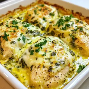 To make Spinach Artichoke Chicken Bake, you'll need these key items: - 4 boneless, skinless chicken breasts - 1 cup frozen spinach, thawed and drained - 1 cup canned artichoke hearts, drained and roughly chopped - 1 cup cream cheese, softened - 1/2 cup sour cream - 1 cup mozzarella cheese, shredded - 1/2 cup grated Parmesan cheese - 2 cloves garlic, minced - 1 teaspoon onion powder - Salt and pepper to taste - 1 tablespoon olive oil - Fresh parsley, chopped (for garnish) These ingredients come together to create a creamy and flavorful dish that is sure to please. You can make this dish even better with some optional add-ins. Consider adding: - Chopped sun-dried tomatoes for a touch of sweetness - Sliced black olives for a salty kick - Cooked and crumbled bacon for added richness - Fresh herbs like basil or thyme for extra flavor These additions can enhance the taste and make the meal more unique. When it comes to spinach, you can choose between fresh and frozen. Frozen spinach is convenient and saves time. It&rsquo;s already chopped and ready to use. Just remember to thaw and drain it well. Fresh spinach works too. You can saut&eacute; it quickly before adding it to the mix. Both options will give you a tasty dish, so pick what suits you best. {{ingredient_image_1}} Start by preheating your oven to 375&deg;F (190&deg;C). This step is key for even cooking. While the oven heats, grease a baking dish with olive oil. This helps prevent sticking and adds flavor. In a large bowl, mix the softened cream cheese, sour cream, mozzarella cheese, Parmesan cheese, minced garlic, onion powder, and a pinch of salt and pepper. Stir until smooth and creamy. Next, fold in the drained spinach and chopped artichokes. Make sure they blend well with the cheese mix. Now, it's time to prepare the chicken. Place the chicken breasts side by side in the greased baking dish. Sprinkle salt and pepper on both sides of the chicken. This adds taste and helps the chicken cook well. Spread the spinach and artichoke mixture evenly on top of the chicken. Cover the baking dish with aluminum foil to keep moisture in. Bake it in the preheated oven for 25 to 30 minutes. This keeps the chicken juicy. After 25 minutes, take off the foil. Continue to bake for another 10 to 15 minutes. You want the chicken to reach an internal temperature of 165&deg;F (74&deg;C). This ensures it&rsquo;s safe to eat. Look for a bubbly and golden brown top. Once done, let it cool for a few minutes. Garnish with fresh chopped parsley for a pop of color. To make this dish shine, start with quality chicken. Use fresh, boneless and skinless chicken breasts. This keeps the meat juicy. I recommend thawing the spinach well. Drain it thoroughly to avoid excess moisture. A creamy texture is key, so mix the cheeses well. Blend until smooth for the best results. One common mistake is not seasoning well. Don&rsquo;t forget to add salt and pepper to the chicken. Another error is overbaking the dish. Keep an eye on the time. Use a meat thermometer to check for doneness. You want an internal temperature of 165&deg;F. Lastly, avoid overloading the dish with too much spinach. Balance is crucial for flavor. To elevate this dish, consider adding a splash of lemon juice for brightness. Fresh herbs like thyme or basil can add depth. For a kick, red pepper flakes work wonders. You can also mix in some grated cheese on top before baking for a golden crust. Don't shy away from experimenting with these additions to find your perfect flavor! Pro Tips Choose Fresh Ingredients: Whenever possible, opt for fresh spinach and artichokes instead of frozen or canned for a more vibrant flavor and texture. Customize Your Cheese: Feel free to experiment with different cheese blends, such as adding creamier goat cheese or tangy feta for a unique twist. Don&rsquo;t Overcook the Chicken: Ensure the chicken reaches an internal temperature of 165&deg;F (74&deg;C) to keep it juicy and tender; use a meat thermometer for accuracy. Make Ahead and Freeze: Prepare the dish ahead of time and freeze before baking. Simply thaw and bake when you're ready for a quick meal. {{image_2}} You can make this dish meat-free. Simply swap chicken with hearty vegetables. Try using zucchini, eggplant, or mushrooms. These veggies can soak up the creamy sauce. Just ensure to bake them until tender. This way, you keep all the rich flavors. If you want to change the sauce, pick different cheeses. You can use ricotta for a lighter texture. Creamy goat cheese adds a tangy flavor. For a dairy-free option, try cashew cream. Blend soaked cashews with water for smoothness. Each choice will give you a unique taste. For a kick, add some heat! Mix in red pepper flakes or diced jalape&ntilde;os. You can also use spicy cheese like pepper jack. These spices will spice up the whole dish. Adjust the heat to your taste for the perfect balance. After cooking, let the Spinach Artichoke Chicken Bake cool. Place leftovers in an airtight container. Store them in the fridge for up to three days. Make sure to keep the dish sealed well. This helps prevent it from drying out or taking on other smells. If you want to save some for later, you can freeze it. Cut the chicken bake into portions. Wrap each piece tightly in plastic wrap. Then place them in a freezer-safe bag or container. You can freeze it for up to three months. Label the container with the date. This way, you know when you made it. To reheat, take a portion from the fridge or freezer. If frozen, let it thaw overnight in the fridge first. Preheat your oven to 350&deg;F (175&deg;C). Place the chicken bake in an oven-safe dish. Cover it with foil to keep it moist. Heat for about 20-25 minutes. If it was frozen, it may take a bit longer. Make sure it reaches an internal temperature of 165&deg;F (74&deg;C). Enjoy your tasty meal again! It takes about 25 to 30 minutes to bake chicken breasts at 375&deg;F (190&deg;C). This time helps the chicken cook evenly. After that, remove the foil and bake for an extra 10 to 15 minutes. Look for the chicken to reach an internal temperature of 165&deg;F (74&deg;C). This ensures it is safe to eat. Yes, you can use fresh spinach! Fresh spinach gives a nice texture. If you choose fresh, use about two cups. Wash and chop the fresh spinach before adding it to the mix. Saut&eacute; the spinach briefly to remove excess water. This step helps keep the dish from getting soggy. This chicken bake pairs well with many sides. Here are some tasty options: - Garlic bread - A fresh green salad - Steamed broccoli - Rice or quinoa - Roasted vegetables These sides add flavor and balance to the meal. Enjoy your cooking! You learned about the main ingredients for a tasty Spinach Artichoke Chicken Bake. We discussed options for fresh and frozen items, and how to add more flavor. The step-by-step guide made baking easy, and I shared tips to avoid mistakes. You can also try fun variations, like vegetarian options or creamy sauces. Finally, we covered storage tips to keep your dish fresh. Use these insights to create a dish your family will love. Enjoy cooking!