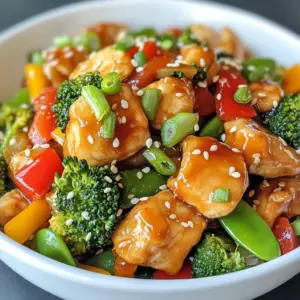 To make a tasty Chicken Broccoli Stir Fry, gather these main ingredients: - 1 lb (450g) boneless, skinless chicken breast, thinly sliced - 2 cups broccoli florets - 1 red bell pepper, sliced - 1 cup snap peas - 3 cloves garlic, minced - 1 tablespoon fresh ginger, grated - 3 tablespoons soy sauce - 2 tablespoons sesame oil - 1 tablespoon honey - 1 teaspoon cornstarch - 1 tablespoon water - Salt and pepper to taste These ingredients create a balance of flavors. The chicken gives protein, while the veggies add crunch and color. To make your dish look great, consider these optional garnishes: - Sesame seeds - Chopped green onions Garnishes not only add flavor. They also enhance the dish's visual appeal. You can switch some ingredients for variety or dietary needs: - Use tofu instead of chicken for a vegetarian option. - Swap snap peas with green beans for a different crunch. - Try coconut aminos instead of soy sauce for a gluten-free choice. These substitutions keep the dish interesting and adaptable. You can enjoy it your way! {{ingredient_image_1}} Start by slicing the chicken breast into thin pieces. In a bowl, mix the chicken with one tablespoon of soy sauce. Add a pinch of salt and pepper. Make sure the chicken is well coated. Let it marinate for at least 15 minutes. This step adds flavor and helps tenderize the chicken. You can prepare the sauce while the chicken marinates. In a small bowl, combine the remaining soy sauce, sesame oil, honey, cornstarch, and water. Whisk the mixture until smooth. This sauce will add a sweet and savory taste to your stir fry. Set it aside until you are ready to cook. Heat a large non-stick skillet or wok over medium-high heat. Once hot, add the marinated chicken. Stir-fry the chicken for about 5 to 7 minutes. Cook until it is golden brown and no longer pink. Remove the chicken from the pan and set it aside. Next, add a bit more sesame oil if needed. Saut&eacute; minced garlic and grated ginger for about 30 seconds. This step brings out their flavors. Then, add broccoli, red bell pepper, and snap peas. Stir-fry these veggies for 4 to 5 minutes until they are tender-crisp. Finally, return the cooked chicken to the pan. Pour the prepared sauce over the mix. Toss everything together for an additional 2 to 3 minutes. This allows the sauce to thicken and coat your chicken and veggies nicely. To make a great stir fry, heat is key. Use a large skillet or wok. Preheat it well before adding any food. This helps cook your chicken and veggies fast, keeping them juicy. Stir constantly to avoid burning. The goal is to cook quickly while keeping flavors fresh. For tender-crisp veggies, cut them into small, even pieces. This ensures even cooking. Add the vegetables to the pan in a specific order. Start with the hardest ones, like broccoli. Cook them for a minute before adding softer ones like snap peas. This method keeps your veggies bright and crunchy. The sauce can be adjusted to suit your taste. Start with the basic mix of soy sauce, sesame oil, honey, and cornstarch. If you want it sweeter, add more honey. Prefer a saltier taste? Increase the soy sauce. You can even add chili sauce for some heat. Taste the sauce before mixing it with the chicken and veggies. Adjust as needed, and enjoy your perfect stir fry! Pro Tips Marinate for Flavor: Allow the chicken to marinate longer than 15 minutes if possible. This enhances the flavor and tenderness of the meat. High Heat Cooking: Stir-frying works best at high heat. Ensure your skillet or wok is hot enough before adding ingredients to achieve that perfect sear. Veggie Crunch: To keep your vegetables crunchy, avoid overcooking them. Aim for tender-crisp by cooking them just until bright in color. Garnish for Appeal: A sprinkle of sesame seeds and chopped green onions not only adds flavor but also enhances the visual appeal of your dish. {{image_2}} You can switch the chicken for other proteins. Try thinly sliced beef or shrimp. Tofu is also a great choice for a plant-based dish. Each protein will bring a different flavor. Adjust cooking times based on what you choose. Beef may need a bit longer, while shrimp cooks fast. Keep the rest of the recipe the same for a quick meal. If you want a vegetarian or vegan dish, replace the chicken with tofu. Use firm tofu for the best texture. Press it to remove extra water, then cut it into cubes. You can also use tempeh or seitan for extra protein. For a vegan sauce, swap honey with maple syrup. This keeps the sweet flavor without any animal products. Feel free to add more veggies. Carrots, bell peppers, or mushrooms work well. They add color and nutrients to your stir fry. You can also use leafy greens like spinach or kale. Just toss them in near the end of cooking. This helps them stay bright and fresh. More veggies mean more flavor and health benefits. To store leftover stir fry, let it cool first. Then, place it in an airtight container. Make sure to seal the container well to keep out air. You can keep it in the fridge for up to three days. If you want to enjoy it later, freezing is a good choice too. When reheating your stir fry, use the stovetop for the best taste. Heat a bit of oil in a pan over medium heat. Add the stir fry and cook until it&rsquo;s hot. Stir it often to ensure even heating. You can also use a microwave, but it may not taste as fresh. If you use the microwave, heat in short bursts and stir in between. Freezing is great for saving stir fry. First, let it cool completely. Then, portion it into freezer-safe bags or containers. Remove as much air as you can to prevent freezer burn. You can freeze it for up to three months. To eat, thaw in the fridge overnight before reheating. This keeps the flavors fresh and tasty. Chicken Broccoli Stir Fry lasts about 3 to 4 days in the fridge. Store it in an airtight container. Make sure it cools down before sealing it. When you're ready to eat, just reheat it in a pan or microwave. This keeps the flavors fresh and tasty. Yes, you can use frozen broccoli for this recipe. Just remember to thaw it first. This helps avoid extra water in your stir fry. Stir-fry it for a shorter time, about 3 to 4 minutes. This way, it stays bright and crunchy. You can customize this stir fry in many fun ways. Here are some ideas: - Add proteins: Try shrimp, beef, or tofu. - Mix veggies: Use bell peppers, carrots, or mushrooms. - Change sauces: Swap soy sauce for teriyaki or oyster sauce. - Spice it up: Add chili flakes or sriracha for heat. These changes add variety and keep meals exciting! You learned how to make a tasty Chicken Broccoli Stir Fry. We covered essential ingredients and optional garnishes. I detailed simple steps to marinate chicken, mix sauce, and cook everything right. You also discovered tips for perfecting your dish and making it your own. Remember, this dish is flexible. You can swap proteins or add veggies. Keep the leftovers fresh by storing them correctly. Enjoy this fun, easy meal anytime you want! Now, go ahead and stir-fry your own delicious feast!