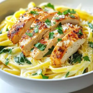 - 2 boneless, skinless chicken breasts - 2 tablespoons Cajun seasoning - 8 ounces fettuccine pasta - 1 tablespoon olive oil - 2 cloves garlic, minced - 1 cup heavy cream - &frac12; cup grated Parmesan cheese - 1 cup baby spinach - Salt and pepper to taste - Chopped parsley for garnish Gather these fresh ingredients to make your Cajun Chicken Alfredo Pasta. Each item plays a key role in creating that rich, zesty flavor. The chicken is the star, seasoned with Cajun spice for that kick. Fettuccine adds a nice texture, and the heavy cream gives the dish its signature creaminess. - Calories per serving: About 600 calories - Protein, fat, and carbohydrates breakdown: - Protein: 35g - Fat: 30g - Carbohydrates: 50g - Potential dietary considerations: This dish contains dairy and gluten. Adjust if needed. {{ingredient_image_1}} - Seasoning the chicken breasts Start by taking your chicken breasts. Generously sprinkle Cajun seasoning on both sides. Make sure the chicken is well-coated for the best flavor. This step is key to giving your dish that zesty kick. - Boiling the fettuccine pasta In a large pot, bring salted water to a boil. Once boiling, add your fettuccine pasta. Cook according to the package instructions until it&rsquo;s al dente. This usually takes about 8-10 minutes. After cooking, drain the pasta and set it aside. - Saut&eacute;ing the chicken Heat a large skillet over medium-high heat and add olive oil. Once the oil is hot, place the seasoned chicken in the skillet. Cook for about 7-8 minutes on each side. The chicken should be golden brown and no longer pink inside. After cooking, remove the chicken and let it rest before slicing. - Making the Alfredo sauce In the same skillet, lower the heat to medium and add minced garlic. Saut&eacute; it for about one minute until it smells great. Then, pour in the heavy cream and let it gently simmer. Stir in grated Parmesan cheese until it melts and becomes creamy. This sauce is rich and full of flavor. - Combining pasta with sauce and spinach Add the cooked fettuccine and baby spinach to the skillet. Toss everything together so the pasta is coated with the Alfredo sauce. Cook for another 2-3 minutes until the spinach wilts down. This adds color and nutrients to your dish. - Plating and garnishing the dish Slice the rested chicken into strips and place it on top of the pasta. Season with salt and pepper to taste. Finally, serve the pasta in shallow bowls and sprinkle with more Parmesan cheese and chopped parsley for a fresh touch. This not only looks beautiful but also enhances the flavors. - To avoid overcooking the chicken, use medium-high heat. Cook each side for 7-8 minutes. Check that the chicken is no longer pink inside. - For al dente pasta, boil fettuccine in salted water. Follow package instructions. Taste it a minute before the timer ends to check for doneness. - To get a creamy sauce, add heavy cream slowly. Stir in the Parmesan cheese until it melts. This makes the sauce smooth and rich. - For flavor, try using other cheeses like mozzarella or gouda. They bring a unique twist to your Alfredo sauce. - Serve in shallow bowls for a nice look. Place the sliced Cajun chicken on top of the pasta. - Garnish with extra Parmesan cheese and chopped parsley. This adds color and makes the dish pop. Pro Tips Season Ahead: For best flavor, let the seasoned chicken rest for at least 30 minutes before cooking to allow the spices to absorb. Pasta Perfection: To prevent your fettuccine from sticking together, make sure to stir it gently during the first few minutes of cooking. Creamy Sauce: To achieve a silky Alfredo sauce, add the cheese gradually while stirring continuously to ensure it melts smoothly. Garnish Wisely: Enhance the visual appeal by adding a drizzle of olive oil and a sprinkle of crushed red pepper flakes for a touch of heat and color. {{image_2}} You can swap chicken for shrimp or Cajun sausage. Both add great flavor. Shrimp cooks quickly and adds a nice touch. Cajun sausage gives a bold, spicy taste. For a vegetarian option, try mushrooms or chickpeas. They work well with the sauce and seasonings. If you need gluten-free pasta, choose rice or corn-based options. They cook similarly to regular pasta. You can also use penne or rotini instead of fettuccine. Each type brings a new twist to the dish. Add vegetables like bell peppers or zucchini for more nutrients. They blend well with the sauce and pasta. Adjust the spice level by adding more Cajun seasoning or a dash of hot sauce. This lets you control the heat to your liking. To keep your Cajun Chicken Alfredo Pasta fresh, store it in the fridge. Place it in an airtight container. This helps prevent moisture loss and keeps the flavors intact. Aim to eat leftovers within three days for the best taste. When reheating, keep the pasta creamy. The stovetop works best. Place the pasta in a skillet over low heat. Add a splash of cream or water to help it warm evenly. Stir gently until heated through. If you use a microwave, heat in short bursts. Stir after each minute to avoid hot spots. You can freeze Cajun Chicken Alfredo Pasta, but avoid freezing the cream sauce. It may separate when thawed. Instead, freeze the chicken and pasta separately. When you want to eat it, thaw them in the fridge overnight. Reheat as mentioned above for the best results. To add more heat, use extra Cajun seasoning. You can also add crushed red pepper flakes. If you like it really spicy, try some diced jalape&ntilde;os. Adding hot sauce to the cream sauce works great too. Adjust each option to your taste. Yes, you can make it ahead of time. Cook the chicken and pasta, then store them separately. Keep the Alfredo sauce in a different container. This way, you can combine them when ready to eat. Reheat each part gently before serving. For sides, consider a fresh salad or garlic bread. Roasted vegetables add great flavor too. You can also serve it with a light soup for balance. Pairing with a crisp white wine enhances the meal nicely. In this post, I shared how to make Cajun Chicken Alfredo Pasta with ease. We covered key ingredients, step-by-step instructions, and helpful tips. You learned about nutrition and variations that keep the dish exciting. Plus, I provided storage info and answers to common questions. Cooking this dish can be fun and rewarding. Enjoy your Cajun Chicken Alfredo Pasta, and don't be afraid to try new flavors!