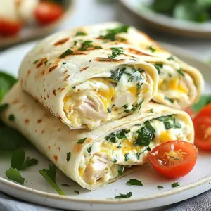 - 2 cups cooked chicken, shredded - 1 cup cream cheese, softened - 1 cup shredded mozzarella cheese - 2 cloves garlic, minced - 1 tablespoon fresh parsley, chopped The main ingredients are key to making these wraps tasty. Use cooked chicken to save time. Shredded chicken mixes well with cream cheese and mozzarella cheese. These cheeses add creaminess and flavor. Fresh garlic gives a strong taste. Parsley adds a nice touch of color and freshness. - 4 large tortillas (flour or whole wheat) - 1 cup baby spinach - 1/2 cup cherry tomatoes, halved - 1 teaspoon smoked paprika - Salt and pepper to taste - Olive oil for cooking Tortillas serve as the wrap base. You can choose flour or whole wheat based on your taste. Baby spinach adds crunch and nutrients. Cherry tomatoes bring a pop of color and sweetness. Smoked paprika adds depth and a hint of smoke. Don't forget salt and pepper to enhance all the flavors. A little olive oil helps crisp the wraps when cooking. {{ingredient_image_1}} First, gather your ingredients in a bowl. You need 2 cups of shredded chicken, 1 cup of cream cheese, and 1 cup of shredded mozzarella cheese. Mix these together well. Then, add 2 minced garlic cloves, 1 tablespoon of chopped parsley, and 1 teaspoon of smoked paprika. Season with salt and pepper to your taste. This cheesy filling is rich and full of flavor. Now it&rsquo;s time to assemble your wraps. Lay out 4 large tortillas on a clean surface. Take a portion of the cheesy chicken mixture and spread it evenly on each tortilla. Leave about an inch of space at the edges. Next, add a handful of baby spinach and a few halved cherry tomatoes on top of the filling. This adds crunch and color to your dish. Heat a skillet over medium heat and drizzle in some olive oil. Place the wraps seam-side down in the skillet. Cook them for 3 to 4 minutes until they turn golden brown. Flip the wraps carefully and cook the other side for another 3 to 4 minutes. The cheese should melt, and the tortillas should be crispy. Once done, remove the wraps from the skillet and let them cool slightly before slicing in half. To make your wraps shine, choose the right seasonings. I love using smoked paprika. It adds a nice depth to the chicken. You can also try garlic powder or onion powder for extra flavor. If you have leftover chicken, use it! Shred it and mix it into the cheese blend. This saves time and tastes great. You can use rotisserie chicken too. It has great flavor and makes cooking easier. Crispy wraps are a must. To get this, heat your skillet well before adding the wraps. Use medium heat and a splash of olive oil. This helps make the outside nice and crunchy. To avoid soggy tortillas, don&rsquo;t overload them with filling. Keep a good balance. Also, let the wraps cool a bit after cooking. This way, steam won&rsquo;t make them soft. Enjoy your crispy, cheesy garlic chicken wraps! Pro Tips Use Leftover Chicken: This recipe is perfect for using up leftover rotisserie chicken, saving both time and effort. Customize Your Veggies: Feel free to add any vegetables you enjoy, such as bell peppers or onions, to the cheesy filling for extra flavor and nutrition. Cooking Method: For a healthier option, you can bake the wraps instead of frying. Just place them on a baking sheet and bake at 375&deg;F (190&deg;C) for 15-20 minutes until golden and crispy. Make Ahead: These wraps can be assembled ahead of time and stored in the refrigerator for up to a day. Just cook them when you&rsquo;re ready to eat! {{image_2}} You can switch up the flavor of your cheesy garlic chicken wraps in fun ways. Try using different cheeses like cheddar or pepper jack. These cheeses add a unique taste and kick. You can also add spices like Italian seasoning or chili flakes for an extra zing. If you want a lighter option, swap the chicken for grilled veggies. Zucchini, bell peppers, and mushrooms work great. They add color and flavor. Plus, grilled veggies bring a nice crunch to each bite. If you need gluten-free options, use gluten-free tortillas. These wraps still taste great and hold all your fillings. For those who are vegan, you can replace the chicken with chickpeas or tofu. Use vegan cream cheese and dairy-free cheese for a tasty twist. These changes keep the meal delicious while meeting your dietary needs. To store your cheesy garlic chicken wraps, first let them cool down. Place them in an airtight container. This keeps them fresh. You can also wrap them in plastic wrap. Make sure they are sealed well. In the fridge, they last about 3 to 4 days. If you plan to eat them later, use the freezer instead. For freezing, wrap each wrap tightly in foil or plastic wrap. This helps prevent freezer burn. Place the wrapped wraps in a freezer bag. Be sure to label the bag with the date. They can stay frozen for up to 2 months. When you're ready to eat, take one out. To reheat, you can use the oven or a skillet. If using the oven, preheat it to 375&deg;F (190&deg;C). Bake for about 15-20 minutes. If using a skillet, heat it over medium heat. Cook until warm, about 5-7 minutes. Enjoy your cheesy garlic chicken wraps anytime! You can boost the spice with a few simple steps. Try adding some crushed red pepper flakes to the cheesy mixture. You can also mix in diced jalape&ntilde;os for a fresh kick. If you want more heat, consider using pepper jack cheese instead of mozzarella. For a smoky flavor, add a bit more smoked paprika. These small changes will make your wraps flavorful and exciting. Yes, you can! Make the cheesy filling a day before. Store it in the fridge in an airtight container. Assemble the wraps just before you cook them. This keeps the tortillas fresh and avoids sogginess. If you must prepare them all at once, wrap them tightly in foil. This helps keep them warm until serving. Pair your wraps with fun sides and dips. A fresh salad adds crunch and color. Try a light dressing with lemon and olive oil. You can serve salsa or guacamole for a tasty dip. Marinara sauce is also a great choice. It adds flavor and moisture to each bite. These sides make your meal complete and enjoyable. In this article, we explored how to make Cheesy Garlic Chicken Wraps. You learned about key ingredients like chicken, cream cheese, and spices. We discussed easy steps for preparation, assembly, and cooking. I shared tips to enhance flavor and achieve crispy wraps. Plus, we covered variations, storage tips, and common questions. Now, it&rsquo;s time to enjoy your delicious wraps! Try customizing them to fit your taste. These wraps are simple, tasty, and perfect for any meal. Happy cooking!
