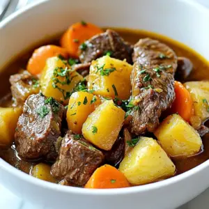 - 2 lbs beef chuck, cut into 1-inch cubes - 4 medium carrots, sliced - 3 medium potatoes, diced - 1 large onion, chopped - 3 cloves garlic, minced - 4 cups beef broth - 2 tablespoons tomato paste - 2 tablespoons Worcestershire sauce The main ingredients create the heart of the stew. Beef chuck is perfect. It has great flavor and tenderness when cooked. I love using fresh carrots and potatoes. They add texture and sweetness. Onions and garlic give depth to the stew. - 1 teaspoon dried thyme - 1 teaspoon smoked paprika - 2 tablespoons olive oil - Salt and pepper to taste Seasonings bring the dish to life. Dried thyme adds a nice herbal note. Smoked paprika gives a hint of smokiness. Olive oil helps to brown the meat and vegetables. Salt and pepper enhance all the flavors. - 1 tablespoon cornstarch (for thickening) - Fresh parsley, chopped (for garnish) For those who like it thick, cornstarch is great. You mix it with water to make a slurry. Fresh parsley adds a pop of color and freshness. It makes the dish look nice and adds flavor. {{ingredient_image_1}} To start, set your Instant Pot to 'Saut&eacute;' mode. Add 2 tablespoons of olive oil and let it heat until it shimmers. This step is key for flavor. Next, add 2 lbs of beef chuck, cut into 1-inch cubes. Work in batches and sear the beef until it is browned on all sides, which takes about 5-7 minutes. Once done, remove the beef and set it aside. In the same pot, add the chopped onion. Cook it until it becomes translucent, about 3-4 minutes. This helps build the base flavor. Then, add 3 cloves of minced garlic and cook for another minute. The garlic will add a nice kick to the stew. Now it&rsquo;s time to bring everything together. Return the browned beef to the pot. Mix in 4 medium sliced carrots, 3 diced potatoes, and pour in 4 cups of beef broth. Add 2 tablespoons of tomato paste and 2 tablespoons of Worcestershire sauce for depth. Sprinkle in 1 teaspoon of dried thyme, 1 teaspoon of smoked paprika, and toss in a bay leaf. Season with salt and pepper to taste, then stir to combine. Close the lid of the Instant Pot, making sure the valve is set to 'Sealing'. Select 'Manual' and set the timer for 35 minutes. This step locks in all the flavors and tenderizes the beef. After cooking is complete, let the pressure release naturally for 10 minutes. This allows the flavors to meld. After 10 minutes, switch to a 'Quick Release' to let out any remaining steam. Always be careful when releasing pressure. If you want a thicker stew, mix 1 tablespoon of cornstarch with 2 tablespoons of water to make a slurry. Set the Instant Pot to 'Saut&eacute;' again and stir in the slurry. Let it simmer for a few minutes until it thickens to your liking. Before serving, discard the bay leaf and taste for seasoning. Adjust with more salt and pepper if needed. Finally, garnish with fresh chopped parsley for a pop of color and flavor. For a great stew, use beef chuck. It has lots of flavor and becomes tender when cooked. Cut the beef into 1-inch cubes. This size helps it cook evenly and quickly. If you want even more tenderness, marinate the beef in some broth and spices. This adds flavor and helps break down the meat fibers. Want to change the taste? Add herbs and spices! Fresh thyme, rosemary, or bay leaf can bring a new twist. You can also try adding chili powder for some heat. For a different sauce flavor, swap Worcestershire sauce with soy sauce or balsamic vinegar. Each choice makes the stew unique. To get a thick stew, use cornstarch. Mix it with water to make a slurry. Stir this into the stew at the end. It gives a nice, rich texture. To keep veggies crisp, add them later in the cooking process. This way, they won&rsquo;t turn mushy. Try adding carrots and potatoes halfway through. This keeps them tender but firm. Pro Tips Brown the Meat Well: Searing the beef until it's nicely browned enhances the flavor of the stew, creating a rich depth that makes the dish truly hearty. Use Fresh Herbs: For a burst of flavor, consider adding fresh thyme or parsley instead of dried herbs. They can elevate the taste and aroma of your stew. Let it Rest: After cooking, letting the stew sit for a few minutes allows the flavors to meld together, resulting in a more cohesive and delicious dish. Customize Your Vegetables: Feel free to swap in your favorite root vegetables like parsnips or turnips. This allows you to tailor the stew to your taste preferences. {{image_2}} You can switch up the veggies in your beef stew. Adding or substituting different vegetables can bring exciting flavors. Here are some great choices: - Mushrooms: They add a nice umami taste. - Peas: Sweet and bright, they balance the stew. - Celery: Offers a crunchy texture and fresh flavor. - Green beans: These can add color and a slight snap. Consider seasonal veggies too. In the fall, use squash or parsnips. In spring, try asparagus or baby carrots. Each season brings a chance to refresh your dish. You can easily adjust the recipe to fit your needs. If you need gluten-free options, skip the Worcestershire sauce or find a gluten-free brand. For a low-sodium stew, use low-sodium beef broth. You can also cut back on added salt. These small changes keep the dish tasty while meeting dietary needs. If you want a lighter stew, you can swap beef for chicken or turkey. These meats cook faster, so reduce the pressure cooking time to around 25 minutes. For a vegetarian or vegan version, use hearty vegetables like mushrooms and lentils. Replace beef broth with vegetable broth. This way, you create a filling and comforting stew that everyone will enjoy. To keep your beef stew fresh, store it in an airtight container. Let the stew cool first. It stays good in the fridge for about 3 to 4 days. This way, you can enjoy it later. Just be sure to check for any bad smell or mold before eating. To freeze beef stew, let it cool completely. Pour it into freezer-safe containers or bags. Leave space at the top for expansion. The stew can last for up to 3 months in the freezer. When you're ready to eat, thaw it overnight in the fridge. Reheat beef stew on the stove for best results. Use a pot over medium heat and stir often. This helps keep the texture nice. You can also use the microwave. Just heat it in short bursts, stirring in between. Avoid overheating, as it can make the meat tough. Enjoy each bite of your comforting stew! Yes, you can use frozen beef. Just remember to adjust the cooking time. If the beef is frozen, add about 10 extra minutes to the pressure cooking time. The beef will still turn out tender and flavorful. The stew is done when the beef is fork-tender. You should be able to break it apart easily. The vegetables should also be soft but not mushy. The total cooking time is about 35 minutes in the Instant Pot. Beef stew pairs well with several sides. You can serve it with crusty bread for dipping. Mashed potatoes are a nice touch too. A simple salad can add freshness to the meal. To spice up your beef stew, add red pepper flakes or hot sauce. You can also use spicy smoked paprika instead of regular paprika. Another option is to stir in diced jalape&ntilde;os for some heat. Yes, you can make this stew ahead of time. It tastes even better the next day! Just let it cool, then store it in the fridge for up to three days. You can also freeze it for later. In this post, we explored how to make a delicious beef stew in an Instant Pot. We covered the main ingredients like beef chuck, vegetables, and broth, plus seasonings that enhance flavor. I provided clear steps for cooking, from searing the meat to thickening the stew at the end. Remember, you can customize the recipe to fit your taste, whether by altering vegetables or using different proteins. Enjoy crafting this hearty meal, and don&rsquo;t hesitate to experiment, as the best stew is the one made your way!