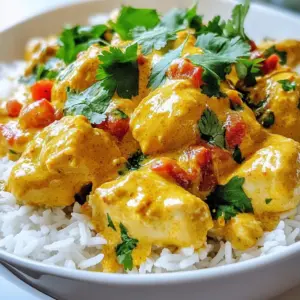 - 1 lb boneless chicken thighs: Cut into bite-sized pieces. Chicken thighs stay juicy and tender. - Spices and seasonings: - 2 tablespoons butter: Adds richness and depth. - 1 medium onion: Finely chopped for a sweet base. - 2 cloves garlic: Minced for aroma. - 1 tablespoon ginger: Grated for warmth. - 1 tablespoon garam masala: Key spice blend for flavor. - 1 teaspoon turmeric powder: Gives color and earthiness. - 1 teaspoon cumin: Adds a warm, nutty flavor. - Cooking base: - 1 cup crushed tomatoes: Provides acidity and sweetness. - 1 cup coconut milk: Adds creaminess and richness. - 1 tablespoon sugar: For balancing flavors, add to taste. - Fresh cilantro: Chopped for a bright garnish. - Rice or naan: Serve butter chicken over fluffy rice or with warm naan. - Garnishes: Add fresh cilantro and a wedge of lime for a zesty touch. These ingredients create the heart of your quick butter chicken. They bring together bold flavors and comforting textures. Using chicken thighs ensures a tender bite, while spices like garam masala and turmeric create depth. Coconut milk makes the sauce creamy and rich. Enjoy exploring these ingredients in your busy night meals! {{ingredient_image_1}} - Begin by cutting 1 lb of boneless chicken thighs into bite-sized pieces. - Finely chop 1 medium onion and set it aside. - Mince 2 cloves of garlic and grate 1 tablespoon of ginger. - Measure out your spices: 1 tablespoon of garam masala, 1 teaspoon of turmeric, and 1 teaspoon of cumin. - In a large pan, melt 2 tablespoons of butter over medium heat. - Add the chopped onion and saut&eacute; for 3-5 minutes until it turns translucent. - Stir in the minced garlic and grated ginger, cooking for another 1-2 minutes. - Next, add the chicken pieces to the pan. Season them with salt, garam masala, turmeric, and cumin. - Cook the chicken for 5-7 minutes until it is browned on all sides. - Pour in 1 cup of crushed tomatoes and mix everything well. - Let it simmer for about 5 minutes to blend the flavors. - Then, stir in 1 cup of coconut milk and add 1 tablespoon of sugar if you like. - Bring the mixture to a gentle simmer and cook for another 10 minutes. - Taste the dish and adjust the seasoning, adding more salt or sugar if needed. - Remove from heat and garnish with fresh cilantro before serving. - Saut&eacute;ing techniques: Start by heating your pan before adding butter. This helps the butter melt evenly. When the butter sizzles, add your onions. Saut&eacute; them until they are soft and clear. This brings out their sweet flavor. Stir often to avoid burning. - Melting butter: Use medium heat to melt the butter. Too high heat can burn it. If you see brown bits in the pan, lower the heat. You want the butter to be golden, not dark. - Adjusting spice levels: If you like more heat, add a little chili powder or cayenne. Start with a small amount, then taste as you go. You can always add more, but you can't take it out once it&rsquo;s in! - Adding creaminess: For a richer sauce, add more coconut milk. If you want it creamier, try stirring in some heavy cream at the end. This makes the dish smooth and velvety. - Serving styles: Serve your butter chicken over a mound of fluffy rice or next to warm naan. The bread is great for scooping up the sauce. Don&rsquo;t forget to get a good amount of sauce on each plate! - Garnishing tips: Fresh cilantro adds color and flavor. Chop it finely and sprinkle it on top just before serving. A wedge of lime on the side adds a nice touch too. Squeeze it over the dish for a bright, fresh taste. Pro Tips Use Fresh Spices: Freshly ground spices elevate the flavor of the dish. If possible, grind your garam masala and cumin just before adding them to the pan. Marinate the Chicken: For even more flavor, marinate the chicken in yogurt and spices for a couple of hours or overnight before cooking. Adjust the Heat: If you prefer a spicier dish, add a pinch of cayenne pepper or some chopped green chilies when cooking the onions. Make it Ahead: This butter chicken tastes even better the next day! Make a batch in advance and store it in the refrigerator for up to 3 days. {{image_2}} Chicken alternatives You can use turkey or pork instead of chicken. These meats cook well and absorb flavors nicely. Cut them into small pieces like chicken. Adjust cooking time as needed. Vegetarian options For a meatless dish, try using paneer or firm tofu. Both options soak up the sauce well. You can also use chickpeas for added protein. This makes a hearty meal without meat. Spicy versions If you love heat, add more spices. A pinch of cayenne or red chili powder can give a nice kick. You might also use a spicy curry paste for extra flavor. Creamy variations For a richer taste, mix in a little heavy cream or Greek yogurt. These add a smooth texture and a lovely flavor. Just stir them in at the end for the best results. Gluten-free adaptations This dish is naturally gluten-free. Just ensure your spices and any added ingredients are gluten-free. Serve with rice instead of naan for a gluten-free option. Dairy-free options To make this dish dairy-free, keep the butter but use coconut milk only. You can skip the cream or yogurt. It will still taste great and be creamy without dairy. After you enjoy your quick butter chicken, you may have some left. To store it right, wait for it to cool. Place it in an airtight container. It can stay fresh in the fridge for up to three days. When you're ready to eat, reheat it on the stove. Use low heat and stir often. You can also microwave it in a bowl. Cover it with a lid to keep moisture in. Heat for one minute, then stir. If it&rsquo;s still cold, heat for another minute. If you want to save some for later, you can freeze it! First, let the butter chicken cool down completely. Then, transfer it to a freezer-safe container. Make sure to leave some space at the top. The sauce can expand when it freezes. You can freeze it for up to three months. When you&rsquo;re ready to eat, take it out of the freezer. Move it to the fridge to thaw overnight. For a quicker method, you can thaw it in the microwave. Just use the defrost setting. Quick butter chicken can last in the fridge for three days. In the freezer, it lasts for three months. If you notice any strange smells or colors, throw it away. Always trust your senses when it comes to food safety. Enjoy your meal again without worry! Quick butter chicken is simple and fast. Start by melting butter in a pan. Add chopped onion and saut&eacute; until soft. Then, stir in minced garlic and grated ginger. Next, add bite-sized chicken pieces. Season with salt, garam masala, turmeric, and cumin. Cook until browned. Pour in crushed tomatoes and let it simmer for five minutes. Finally, stir in coconut milk and cook for ten more minutes. Yes, you can use frozen chicken. Just make sure to thaw it first. You can place it in the fridge overnight or use the microwave. Cut the chicken into bite-sized pieces. This helps it cook evenly. Be careful to adjust the cooking time. Frozen chicken may take a little longer to cook fully. Butter chicken pairs well with several sides. Here are some great options: - Cooked rice - Naan bread - Steamed vegetables - A fresh salad These sides soak up the delicious sauce and complete your meal. To store leftover butter chicken, place it in an airtight container. Keep it in the fridge for up to three days. When you want to eat it again, reheat it on the stove or microwave. If you want to store it longer, you can freeze it. Just make sure it is in a freezer-safe container. It can last up to three months in the freezer. This blog post covered how to make delicious butter chicken. We explored the main ingredients, optional items, and serving ideas. You learned to prepare, cook, and add the final touches for great flavor. I shared tips to boost taste and make it look great. You also found variations for different diets and how to store leftovers. In essence, butter chicken is easy to make and customize. Get creative and enjoy every bite!