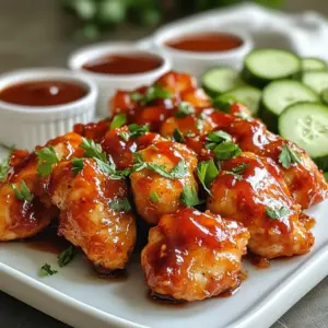 - 1 lb boneless skinless chicken breasts - 1/2 cup honey - 1/2 cup BBQ sauce - 1 tablespoon soy sauce The main ingredients create a sweet and tangy flavor. The chicken breasts are the star of the dish. Choose fresh, high-quality chicken for the best taste. Honey adds sweetness that balances the BBQ sauce's smokiness. Use your favorite BBQ sauce; each brand has unique flavors. The soy sauce adds a savory depth. - 1 teaspoon garlic powder - 1 teaspoon onion powder - 1/2 teaspoon smoked paprika - Fresh parsley, chopped These seasonings enhance the chicken's flavor. Garlic powder brings a warm, rich taste. Onion powder adds sweetness and depth. Smoked paprika gives a nice smoky touch. Fresh parsley is a beautiful garnish that adds color and freshness. It also adds a hint of earthiness. - 2 tablespoons olive oil - Salt and pepper Olive oil helps cook the chicken evenly and adds richness. Use a good-quality oil for the best results. Salt and pepper are essential for flavor. Adjust to your taste. They bring out the natural flavors in the chicken and sauce. These ingredients make Honey BBQ Chicken Bites a delicious and easy recipe. Enjoy the blend of flavors as you create this dish! {{ingredient_image_1}} To start, grab a large mixing bowl. Add the following ingredients: - 1/2 cup honey - 1/2 cup BBQ sauce (your favorite brand) - 1 tablespoon soy sauce - 1 teaspoon garlic powder - 1 teaspoon onion powder - 1/2 teaspoon smoked paprika - Salt and pepper to taste Mix these ingredients well. You want to blend the sweet and savory flavors. This marinade gives the chicken a rich, tasty kick. Next, cut 1 pound of boneless, skinless chicken breasts into bite-sized pieces. Place the chicken in the bowl with the marinade. Use your hands or a spoon to coat each piece evenly. Cover the bowl and refrigerate. Let it marinate for at least 30 minutes. You can go up to 2 hours for even more flavor. You have two great options to cook your chicken bites. Searing in Skillet First, heat 2 tablespoons of olive oil in a large skillet over medium heat. Once hot, add the marinated chicken pieces in a single layer. Cook for about 3-4 minutes, turning occasionally. You want them to get a nice brown color. Baking in the Oven After searing, preheat your oven to 400&deg;F (200&deg;C). Line a baking sheet with parchment paper. Transfer the chicken from the skillet to the baking sheet, spreading them out. Bake for 15-20 minutes. The chicken should reach an internal temperature of 165&deg;F (75&deg;C) when done. Once cooked, drizzle any leftover marinade over the bites. Toss them gently to coat. Garnish with fresh chopped parsley for a pop of color. Enjoy your Honey BBQ Chicken Bites! For the best flavor, marinate the chicken for at least 30 minutes. If you have time, letting it sit for up to 2 hours works wonders. The longer marination allows the chicken to soak up the yummy honey BBQ mix. This marinade combines sweet and savory. It makes your chicken bites truly special. To get that perfect browning, use medium heat in your skillet. Let the chicken sear for about 3-4 minutes. Turn the pieces occasionally. This way, you create a nice crust. After browning, bake the chicken at 400&deg;F (200&deg;C) for 15-20 minutes. Always check if the chicken reaches 165&deg;F (75&deg;C) for safety. Presentation is key. Serve your chicken bites on a nice platter with toothpicks. This makes it easy for guests to grab them. Add a small bowl of extra BBQ sauce on the side for dipping. For a fresh crunch, include sliced cucumbers or carrots. They add color and balance to the dish. Pro Tips Marinate Longer for Flavor: For the best flavor, let the chicken marinate for at least 2 hours, or overnight if possible. Monitor Cooking Time: Keep an eye on the chicken as it bakes; cooking times may vary based on your oven and the size of the chicken pieces. Use Fresh Ingredients: Fresh garlic and onion instead of powders can elevate the flavor of your marinade significantly. Experiment with BBQ Sauce: Try different BBQ sauces to find your perfect flavor profile, whether sweet, spicy, or smoky. {{image_2}} You can easily change the BBQ sauce for different flavors. Try a spicy BBQ for heat. A smoky sauce adds depth. Use a fruit-based sauce for a sweet twist. You can also swap honey with other sweeteners. Maple syrup gives a nice taste. Agave syrup works well, too. Grilling is a great option if you want a smoky flavor. Just preheat your grill and cook the chicken bites until they are golden. Baking is simple and keeps your kitchen clean. You can also use a slow cooker. Just place the marinated chicken inside and set it on low. It will cook while you go about your day. For gluten-free options, choose a gluten-free BBQ sauce and soy sauce. This way, everyone can enjoy the dish. If you're watching salt, use low-sodium soy sauce. You can also skip adding extra salt in the recipe. These small changes keep the flavor without the extra sodium. To store your Honey BBQ Chicken Bites, place them in an airtight container. This keeps the chicken fresh and safe. You can refrigerate them for up to three days. Ensure the chicken has cooled down before sealing the container. This helps avoid moisture build-up, which can make the chicken soggy. To freeze these bites, follow these steps: First, let the cooked chicken cool completely. Then, place the bites in a freezer-safe bag. Squeeze out excess air before sealing. You can freeze them for up to three months. When ready to eat, thaw the chicken overnight in the fridge. Reheat in the oven for best results. This method keeps the flavor and texture intact. There are many fun ways to use leftover Honey BBQ Chicken Bites. You can chop them up for a BBQ chicken salad. They also work well in wraps or sandwiches. For a quick snack, serve them on toothpicks with a dip. Another great idea is to add them to a rice bowl with veggies. Get creative and enjoy your leftovers in different ways! You should marinate the chicken for at least 30 minutes. If you want a richer taste, let it sit for up to 2 hours. This gives the marinade time to soak into the chicken. The longer it sits, the more flavor it absorbs. Yes, you can use frozen chicken. Just make sure to thaw it completely. Thaw the chicken in the fridge overnight for best results. If you use frozen chicken, marinate it after it thaws. This helps the flavors mix well with the meat. Honey BBQ Chicken Bites go great with many sides. Here are some tasty options: - Coleslaw - Corn on the cob - Sweet potato fries - Fresh veggie sticks - Rice or quinoa These sides add crunch and balance the sweet flavors of the chicken. Yes, you can prepare this recipe ahead of time. You can marinate the chicken earlier in the day or even the night before. Just store the marinated chicken in the fridge until you are ready to cook. This way, dinner becomes quick and easy! In this post, we covered how to make tasty Honey BBQ Chicken Bites. You learned about key ingredients, like chicken, honey, and BBQ sauce. We also discussed marinating techniques, cooking methods, and tips for perfect flavor. Don&rsquo;t forget about variations for dietary needs or cooking style. Whether you&rsquo;re cooking for yourself or friends, these bites can bring joy to any meal. Use the tips and tricks for best results. Enjoy your delicious creation!