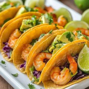 - 1 lb large shrimp, peeled and deveined - 1 tablespoon olive oil - 2 teaspoons chili powder - 1 teaspoon cumin - 1 teaspoon garlic powder - 1/2 teaspoon smoked paprika - Salt and pepper to taste - 8 small corn tortillas - 1 cup shredded cabbage (green or purple) - 1 ripe avocado, sliced - 1/2 cup fresh cilantro, chopped - 1 lime, cut into wedges - Optional: salsa or pico de gallo for topping When making these zesty shrimp tacos, gather your ingredients first. Fresh large shrimp is key for great taste. Make sure they are peeled and deveined. This step helps with cooking and saves time. Next, you need olive oil and spices. The olive oil helps the shrimp cook well and adds flavor. The spices include chili powder, cumin, garlic powder, and smoked paprika. These give the shrimp a nice kick. Don&rsquo;t forget salt and pepper for taste. For the tacos, you will use corn tortillas. Eight small ones work best for easy handling. Now, let&rsquo;s move on to the toppings. Shredded cabbage adds crunch and color. A ripe avocado gives a creamy texture. Fresh cilantro adds a burst of flavor. Lastly, a lime cut into wedges is perfect for squeezing fresh juice on top. You can add salsa or pico de gallo if you want extra flavor. This ingredient list makes your shrimp tacos flavorful and fun to eat. {{ingredient_image_1}} To make tasty shrimp tacos, start by marinating the shrimp. In a medium bowl, mix these ingredients: - 1 lb large shrimp, peeled and deveined - 1 tablespoon olive oil - 2 teaspoons chili powder - 1 teaspoon cumin - 1 teaspoon garlic powder - 1/2 teaspoon smoked paprika - Salt and pepper to taste Toss the shrimp until they are fully coated. Let them sit for about 10 minutes. This allows the flavors to mix well. Next, heat a large skillet over medium-high heat. Once it&rsquo;s hot, add the marinated shrimp. Cook them for about 2-3 minutes on each side. They should turn pink and be fully cooked. Remove them from the heat and set aside. Now, let&rsquo;s warm the corn tortillas. You can do this in a few ways. - Skillet Method: Heat a separate pan over medium heat. Place each tortilla in the pan for about 30 seconds on each side. - Microwave Method: Stack the tortillas and wrap them in a damp paper towel. Microwave for about 20-30 seconds. To keep the tortillas pliable, cover them in a clean kitchen towel after warming. This keeps them soft and easy to fold. Now it's time to build your tacos! Start with a warm tortilla. 1. Place a generous amount of shredded cabbage on the tortilla. 2. Add 3-4 shrimp on top of the cabbage. 3. Layer with slices of avocado and chopped cilantro. For an extra burst of flavor, squeeze fresh lime juice over the top. You can also add salsa or pico de gallo for a tasty kick. Serve your tacos warm and enjoy the great flavors! To ensure your shrimp are tender, start with fresh or properly thawed shrimp. Overcooking shrimp makes them tough. Cook them just until they turn pink, usually about 2-3 minutes per side. This timing makes a big difference. For spice adjustments, feel free to play with the amounts. If you like heat, add more chili powder. If you want a smoky flavor, increase the smoked paprika. Trust your taste buds. Tasting while cooking helps you find the right balance. When it comes to creative presentation, think about color and texture. Use both green and purple cabbage for a vibrant look. Stack the shrimp high, and let the avocado peek out. This not only looks great but also adds a creamy contrast. Utilizing fresh ingredients is key. Fresh cilantro adds a burst of flavor. Lime wedges give a zesty kick. You can also try adding radishes or mango for extra flair. Don't shy away from bold toppings. They enhance the overall taste and make your tacos pop! Pro Tips Fresh Shrimp is Key: Always opt for fresh or high-quality frozen shrimp for the best flavor and texture. Spice it Up: Feel free to adjust the amount of chili powder and cumin according to your spice tolerance for a personalized kick. Warm Tortillas: Warming the tortillas before filling them helps prevent tearing and enhances their flavor. Garnish Generously: Don't skimp on the cilantro and lime juice; they add freshness that elevates the tacos significantly. {{image_2}} You can swap shrimp for chicken or fish. Chicken works great with the same spices. Just marinate it like you would the shrimp. Cook until it's no longer pink, about 5-7 minutes. Fish tacos are also a fun option. Use mild fish like cod or tilapia. Cook it in the same way. The spices will add that nice kick you want. If you want a vegetarian taco, try using black beans or grilled veggies. These options add color and texture. They also soak up the spices nicely. Spices make a big difference. You can add cayenne pepper for heat or even chipotle powder for a smoky flavor. Mixing in some lime zest adds freshness too. For sauces, try a creamy cilantro sauce or spicy mayo. These sauces can change the whole dish. You can also use a tangy salsa for a fresh twist. Toppings are where you can get creative. Instead of cabbage, use diced tomatoes or pickled onions. You might like adding jalape&ntilde;os for spice. Fresh herbs like parsley or mint also brighten the meal. To store cooked shrimp, place it in an airtight container. Make sure it cools to room temperature first. Store it in the fridge for up to two days. You can also freeze shrimp for longer storage. Just wrap it tightly in plastic wrap and place it in a freezer bag. It will last for up to three months. For tortillas, store them in a sealed plastic bag. This keeps them soft and fresh. If you have leftover tortillas, you can store them at room temperature for a day. For longer storage, refrigerate them. Always keep them sealed to prevent drying out. To reheat tacos, wrap them in foil and heat in the oven at 350&deg;F for about 10 minutes. This warms the shrimp and keeps the tortillas soft. You can also use a microwave. Place the tacos on a microwave-safe plate and cover with a damp paper towel. Heat for about 30 seconds. Check to see if they are warm enough. To avoid soggy tortillas, do not add toppings until you are ready to eat. This keeps the tortillas crispy. If you make tacos ahead of time, store the toppings separately. This way, you can enjoy fresh-tasting tacos later. Cooking shrimp takes about 6 minutes. You want to cook them until they are pink and firm. Heat a skillet over medium-high heat. Add the seasoned shrimp and cook for 2-3 minutes on each side. You&rsquo;ll know they are done when they curl up and turn bright pink. Yes, you can prepare many parts ahead of time. You can marinate the shrimp a few hours in advance. Cook the shrimp just before serving for the best taste. Warm the tortillas and chop your toppings earlier. This way, you save time and enjoy fresh tacos quickly. Great toppings make shrimp tacos even better! Here are some popular choices: - Shredded cabbage adds crunch. - Sliced avocado brings creaminess. - Chopped cilantro gives a fresh taste. - Lime wedges add a burst of flavor. - Salsa or pico de gallo brings zest. Mix and match these toppings to fit your taste! This blog post walked you through making tasty shrimp tacos. You learned the best ingredients, tips for cooking shrimp, and how to warm tortillas. I shared ideas for making your tacos stand out, along with storage and reheating advice. Whether you stick with shrimp or try other proteins, you can make these tacos your own. Enjoy the process and let your creativity shine. With these easy steps, you can create delicious tacos any time!