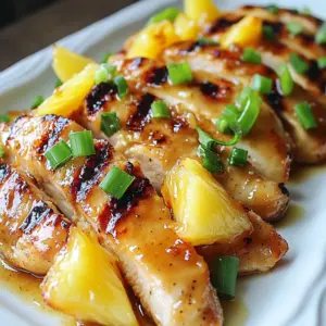 - 4 boneless, skinless chicken breasts - 1 cup fresh pineapple, diced - 1/2 cup brown sugar - 1/4 cup soy sauce - 3 cloves garlic, minced - 1 tablespoon fresh ginger, grated - 1 tablespoon sesame oil - 1/4 teaspoon black pepper - 1/2 teaspoon red pepper flakes (optional) - 1/4 cup green onions, chopped (for garnish) To make Brown Sugar Pineapple Chicken, you need simple yet tasty ingredients. The chicken breasts are the star of the dish. They soak up the sweet marinade well. Diced fresh pineapple adds a juicy punch. The marinade is what makes this dish special. Brown sugar gives a rich sweetness. Soy sauce adds a savory kick. Minced garlic and grated ginger give depth. Sesame oil adds a nice nutty flavor. Black pepper adds warmth. If you like heat, throw in red pepper flakes. Don't forget the green onions! They add color and a fresh taste. This mix of flavors creates a mouthwatering dish that you will love. Get these ingredients ready, and let's cook! {{ingredient_image_1}} To make the marinade, start with a mixing bowl. Add 1/2 cup brown sugar, 1/4 cup soy sauce, 3 minced garlic cloves, and 1 tablespoon grated ginger. Then, pour in 1 tablespoon sesame oil, and sprinkle in 1/4 teaspoon black pepper. If you like heat, add 1/2 teaspoon red pepper flakes. Whisk all these ingredients together until the brown sugar dissolves. This mixture will give your chicken a sweet and savory flavor. Next, place 4 boneless, skinless chicken breasts in a resealable plastic bag or shallow dish. Pour the marinade over the chicken, ensuring each piece is coated well. Seal the bag or cover the dish tightly. Refrigerate for at least 1 hour, but 3 hours is better for fuller flavor. The chicken absorbs the marinade, making it juicy and tasty. Before grilling, preheat your grill to medium-high heat. Take the chicken out of the marinade and let any excess drip off. Discard the leftover marinade to keep things safe. Grill the chicken for about 6-7 minutes on each side. You want it to reach an internal temperature of 165&deg;F (75&deg;C). For added sweetness, grill the diced pineapple during the last 2 minutes. This caramelizes the pineapple and brings out its natural sugars. After grilling, let the chicken rest for 5 minutes before slicing. Serve it with the grilled pineapple on top and garnish with chopped green onions for a burst of flavor. To get juicy grilled chicken, start with good chicken breasts. Use boneless and skinless chicken for easy handling and quick cooking. Make sure your grill is hot before you cook. This helps to sear the chicken and keep the juices inside. Grill each piece for about 6-7 minutes on each side. When the chicken reaches 165&deg;F, it is done. Marinating is key for great flavor. I recommend marinating the chicken for at least one hour. If you have time, let it sit for three hours. The longer it marinates, the more flavor it absorbs. The brown sugar, soy sauce, and garlic mix will give it a sweet and savory taste. After grilling, let the chicken rest for five minutes. This keeps it juicy. Slice the chicken and top it with the grilled pineapple. The caramelized pineapple adds a nice touch. For color, sprinkle some chopped green onions on top. Serve this dish with rice or a fresh salad for a complete meal. Pro Tips Marinate for Maximum Flavor: Allow the chicken to marinate for at least 3 hours for the best flavor. If possible, marinate overnight to let the flavors really penetrate the meat. Check Grill Temperature: Make sure your grill is preheated to medium-high heat before adding the chicken. This helps to achieve a nice sear and prevents sticking. Use Fresh Pineapple: Fresh pineapple not only tastes better, but it also has enzymes that help tenderize the chicken, adding to the overall texture and flavor of your dish. Rest the Chicken: Let the grilled chicken rest for at least 5 minutes before slicing. This allows the juices to redistribute, making the chicken more tender and juicy. {{image_2}} You can swap some ingredients for different flavors. For a sweeter taste, use honey instead of brown sugar. If you want a tangy kick, try using apple cider vinegar with the soy sauce. You can also change the chicken. Use pork or tofu for a unique twist. No grill? No problem! You can cook this dish in a skillet. Heat the skillet over medium-high heat and add a little oil. Cook the chicken for about 6-7 minutes on each side. You can also bake the chicken in the oven. Set it to 375&deg;F (190&deg;C) and bake for 25-30 minutes. Pair your chicken with tasty sides. Rice is great for soaking up the sauce. Steamed veggies add color and nutrients. For a fresh touch, serve a salad with greens and citrus. You can also try grilled corn on the cob for a fun summer feel. Each side dish will enhance your meal and satisfy your guests. After you enjoy your Brown Sugar Pineapple Chicken, save any leftovers. Place the chicken in an airtight container. This keeps it fresh and tasty. Store it in the fridge for up to three days. If you want to keep it longer, freezing is a great option. To freeze your chicken, let it cool first. Then, wrap it tightly in plastic wrap. After that, place it in a freezer-safe bag. Squeeze out as much air as you can. This helps prevent freezer burn. You can freeze it for up to three months. When you are ready to eat it again, thaw it in the fridge overnight. Reheat your chicken in the oven for the best taste. Preheat the oven to 350&deg;F (175&deg;C). Place the chicken on a baking dish. Cover it with foil to keep it moist. Heat for about 15-20 minutes or until it&rsquo;s warm throughout. You can also use a microwave. Just place the chicken on a microwave-safe plate. Heat in short bursts of 1-2 minutes, checking often. Enjoy it warm with any remaining grilled pineapple! The best way to marinate chicken is to use a mix of flavors. First, combine brown sugar, soy sauce, garlic, ginger, sesame oil, and spices in a bowl. Whisk until the brown sugar dissolves. Next, place your chicken breasts in a bag or dish. Pour the marinade over the chicken. Seal the bag or cover the dish well. Let it sit in the fridge for at least 1 hour. For the best flavor, aim for 3 hours. The longer you marinate, the more flavor your chicken gets. Yes, you can use canned pineapple. However, fresh pineapple gives a better taste. Canned pineapple has added sugar and a softer texture. If you use canned, drain it well before grilling. This helps keep the right texture on the grill. Fresh pineapple caramelizes nicely and adds a great touch. To check if the chicken is cooked, use a meat thermometer. The chicken should reach 165&deg;F (75&deg;C) in the thickest part. If you don&rsquo;t have a thermometer, cut into the chicken. The juices should run clear, and the meat should no longer be pink. Be careful not to overcook it, as it can dry out. You now have a clear guide to making delicious grilled chicken. We covered the key ingredients, including chicken breasts and marinade components, and shared step-by-step grilling tips. Remember to marinate to enhance flavor and to try different variations for fun meals. Store your leftovers properly and follow reheating tips for best taste. With this knowledge, you can create tasty chicken dishes that your friends and family will love. Happy grilling!