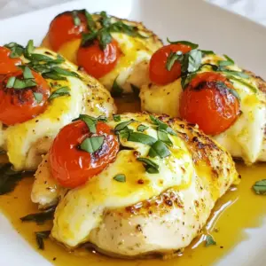 - 2 large chicken breasts - 1 cup cherry tomatoes, halved - 1 cup fresh mozzarella cheese, halved - &frac12; cup fresh basil leaves, chopped - 2 cloves garlic, minced - 2 tablespoons balsamic glaze - 2 tablespoons olive oil - Salt and pepper to taste - 1 teaspoon dried oregano - This dish has around 400 calories per serving. - Each serving contains about 40 grams of protein, 15 grams of carbs, and 20 grams of fat. - If you need an alternative for mozzarella, use goat cheese or feta. - For fresh basil, you can try parsley or spinach. - If you don&rsquo;t have balsamic glaze, regular balsamic vinegar works well. {{ingredient_image_1}} - Preheating the oven: Start by setting your oven to 375&deg;F (190&deg;C). This helps the chicken cook evenly. - Preparing the stuffing mixture: In a medium bowl, mix 1 cup of halved cherry tomatoes, 1 cup of halved fresh mozzarella, &frac12; cup of chopped basil, and 2 cloves of minced garlic. Add 2 tablespoons of olive oil, 2 tablespoons of balsamic glaze, 1 teaspoon of dried oregano, and a pinch of salt and pepper. Stir until all the flavors blend well. - How to create a pocket in chicken breasts: Take 2 large chicken breasts and lay them flat. Carefully cut a pocket in each breast by slicing them horizontally. Be careful not to cut all the way through. You want to create a deep pocket for your stuffing. - Tips for even stuffing: Stuff each chicken breast with the mixture you made earlier. Divide the stuffing evenly. Use toothpicks or kitchen twine to close the openings, keeping the filling secure. - Cooking time and temperature: Place the stuffed chicken breasts in a baking dish. Bake them for 25-30 minutes. Ensure your oven stays at the same temperature. - Signs that the chicken is fully cooked: Check if the chicken reaches an internal temperature of 165&deg;F (74&deg;C). The juices should run clear when you cut into the chicken. To keep your chicken moist, always use a meat thermometer. This helps you know when it's done. Cook the chicken to 165&deg;F (74&deg;C) for safety. If you want more flavor, drizzle olive oil on the chicken before cooking. When securing the chicken, you can use toothpicks or kitchen twine. Toothpicks are quick and easy. Just remember to remove them before serving. Kitchen twine can hold the filling better, but it takes a bit longer to tie. Choose what works best for you! For serving, slice the chicken on a diagonal. This makes it look fancy and lets the filling show. Place it on a colorful plate for contrast. Add a salad or roasted veggies on the side for a complete meal. To garnish, sprinkle fresh basil on top. A drizzle of balsamic glaze adds a nice touch. This makes the dish pop with color and flavor. Avoid overstuffing the chicken. If you add too much filling, it may spill out while cooking. Aim for just enough to fill the pocket without bursting. To prevent undercooking, check the chicken&rsquo;s internal temperature. If you cook it too long, the chicken can dry out. Always keep an eye on the time and use a thermometer for best results. Pro Tips Use Fresh Ingredients: The quality of tomatoes, mozzarella, and basil can significantly enhance the flavor of your dish, so opt for the freshest you can find. Don&rsquo;t Overstuff: While it's tempting to fill the chicken breasts to the brim, overstuffing can cause the filling to spill out during cooking. Aim for a generous but manageable amount. Let It Rest: After baking, allow the chicken to rest for a few minutes. This helps the juices redistribute, ensuring a moist and flavorful bite. Experiment with Flavors: Feel free to add other ingredients like sun-dried tomatoes or pesto to the stuffing for a unique twist on the classic Caprese flavor. {{image_2}} You can easily change the flavors in Caprese stuffed chicken. Adding spinach or arugula gives a fresh twist. These greens add color and nutrients. You can mix them into the cheese and tomato filling. Using different types of cheese can also change the dish. Try using feta or goat cheese for a tangy flavor. You can even mix mozzarella with provolone for a richer taste. Each cheese brings its unique flair to the chicken. You can grill or bake your stuffed chicken. Grilling gives a smoky flavor. It also adds nice grill marks. Bake the chicken for a classic approach. Baking keeps the chicken juicy and tender. If you have an air fryer, it&rsquo;s a great option too. Cook at 375&deg;F for about 15-20 minutes. This method makes the chicken crispy outside while staying moist inside. Pair your Caprese stuffed chicken with fresh veggies or a crisp salad. Roasted asparagus or a side of garlic bread works great too. These sides balance the rich flavors of the chicken. To make it a full meal, serve it with pasta or quinoa. A light pasta with olive oil and herbs complements the dish well. Add a glass of white wine for a delightful dinner experience. To store leftovers, let the chicken cool first. Place it in an airtight container. This keeps the chicken fresh. You can store it in the fridge for up to three days. If you want to enjoy it later, make sure to use a good storage container. Glass or plastic containers with tight lids work best. For reheating, the oven is the best choice. Preheat your oven to 350&deg;F (175&deg;C). Place the chicken in a baking dish. Cover it with foil to keep moisture in. Heat for about 15 to 20 minutes. You can also use the microwave. Just cover the chicken and heat in short bursts. This helps maintain flavor and texture. Check it often to avoid overcooking. To freeze Caprese stuffed chicken, wrap each piece in plastic wrap. Then, place them in a freezer bag. Remove as much air as possible. You can freeze it for about three months. When ready to eat, thaw it in the fridge overnight. For reheating, use the oven method again for the best results. How do I know when the chicken is done? The chicken is done when it reaches 165&deg;F (74&deg;C) inside. Use a meat thermometer for best results. If you don&rsquo;t have one, cut into the chicken. The juices should run clear, and the meat should no longer be pink. Can I make this ahead of time? Yes, you can make this dish ahead of time. Prepare the chicken and stuff it, then cover and refrigerate it. Bake it the next day for a quick meal. Is there a vegetarian version of this recipe? Yes, you can use portobello mushrooms instead of chicken. Stuff the mushrooms with the Caprese mixture. Bake them for a tasty vegetarian meal. What can I use instead of chicken breasts? You can use chicken thighs or even turkey breasts. Both will work well and add different flavors to the dish. Just adjust the cooking time as needed. What is the best way to ensure the chicken stays moist? To keep the chicken moist, do not overcook it. Use a meat thermometer to check the temperature. Brining the chicken briefly before cooking can also help lock in moisture. How many calories are in Caprese Stuffed Chicken Breast? One serving of Caprese Stuffed Chicken Breast has about 400 calories. This can vary based on the size of the chicken and how much cheese you use. This blog post covered the essentials for making Caprese Stuffed Chicken. We explored the tasty ingredients, including chicken, mozzarella, and fresh basil. I provided step-by-step instructions for preparation, stuffing, and baking. Remember tips to keep the chicken moist and avoid common mistakes. Variations for flavors and cooking methods can offer new ideas. Lastly, I shared helpful storage and reheating tips. With this knowledge, you can confidently create a delicious meal that impresses everyone. Enjoy your cooking and make this dish your own!