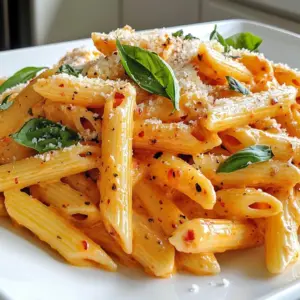 - 12 oz penne pasta - 2 tablespoons olive oil - 3 cloves garlic, minced - 1 can (28 oz) crushed tomatoes - 1 cup heavy cream - 1 teaspoon red pepper flakes (adjust to taste) - 1 teaspoon sugar - 1/2 cup fresh basil leaves, chopped - Salt and black pepper to taste - Grated Parmesan cheese for serving For this vodka pasta, use high-quality ingredients for the best flavor. Fresh basil adds a bright taste, while good olive oil brings richness. Choose penne pasta for its ability to hold the sauce well. Make sure the tomatoes are crushed, as they create the base of your sauce. Heavy cream gives the dish its creamy texture. Adjust the red pepper flakes to match your spice preference. Always season with salt and black pepper, as this enhances every bite. For serving, fresh grated Parmesan cheese adds a savory note that completes the meal. {{ingredient_image_1}} Start by boiling a large pot of water. Add a good amount of salt. Salting the water helps flavor the pasta. For 12 oz of penne, you want to cook it until it's al dente. This means it should be firm but not hard. Follow the package time, usually about 10-12 minutes. Once done, drain the pasta, but save 1 cup of that water for later. Now, let's make the sauce. Take a large skillet and heat 2 tablespoons of olive oil over medium heat. Add 3 cloves of minced garlic. Saut&eacute; it for 1-2 minutes. You want it fragrant, not brown. If it burns, it can taste bitter. Next, pour in a 28 oz can of crushed tomatoes. Add 1 teaspoon of red pepper flakes and 1 teaspoon of sugar. Stir well and let it simmer for about 10 minutes. This helps the sauce thicken and develop flavor. Once the sauce is ready, it&rsquo;s time to mix in the pasta. Add the drained penne to the skillet. Toss it well to coat the pasta evenly. If the sauce looks too thick, use that reserved pasta water. Add it gradually until you reach your desired consistency. Finally, stir in 1/2 cup of chopped fresh basil. Season with salt and black pepper to taste. Enjoy your creamy tomato basil pasta! To make your vodka pasta creamy, use heavy cream. Heat it slowly to avoid curdling. When adding cream, lower the heat. This helps the sauce blend well. Make sure your pasta is hot when you mix it. This keeps the sauce smooth and rich. One big mistake is overcooking the garlic. It should be soft and fragrant, not brown. Brown garlic adds bitterness. Another pitfall is using cold cream. Always let it sit at room temp before adding. This helps it mix well with the sauce. Lastly, don&rsquo;t skip the pasta water. It helps adjust the sauce and keeps it silky. Pair your vodka pasta with a crisp salad. A fresh Caesar or arugula salad works great. For wine, try a light Pinot Grigio. Its crispness balances the creaminess well. Don&rsquo;t forget to sprinkle extra Parmesan on top. It adds a nice touch! Pro Tips Use Fresh Basil: For the best flavor, use fresh basil instead of dried. Add it at the end to maintain its vibrant taste and color. Adjust Spice Level: Modify the amount of red pepper flakes according to your spice preference. Start with less and add more if needed. Save Pasta Water: Always reserve some pasta water before draining. It's starchy and helps to adjust the sauce consistency perfectly. Parmesan Alternatives: If you're out of Parmesan, try using Pecorino Romano or nutritional yeast for a dairy-free option. {{image_2}} You can make vodka pasta lighter by using half-and-half instead of heavy cream. This swap cuts fat but keeps the creaminess. If you want to add proteins, consider mixing in cooked chicken or shrimp. They bring a nice texture and flavor to the dish. You can also try adding vegetables like spinach or mushrooms for extra nutrients and taste. To spice up your vodka pasta, use different types of peppers. For a mild kick, add crushed red pepper flakes. If you like it hotter, try adding diced jalape&ntilde;os or serrano peppers. Adjust the amount based on your spice level preference. Remember, you can always add more heat, but it&rsquo;s hard to take it away once it&rsquo;s in. If you want a vegan version, replace heavy cream with coconut cream or cashew cream. These plant-based options keep your sauce rich and creamy. For cheese, try nutritional yeast or vegan cheese. They add a cheesy flavor without any dairy. These swaps let everyone enjoy this dish, no matter their diet. To store your vodka pasta, let it cool down first. Place the pasta in an airtight container. Glass or plastic containers work well. Always aim to use leftovers within three days for the best taste. When you're ready to enjoy your leftovers, reheat them gently. Use a skillet over low heat. Add a splash of water or cream to keep it moist. Stir often to help it warm evenly. You can also use the microwave. Just cover the dish and heat in short bursts, stirring in between. If you want to freeze vodka pasta, it&rsquo;s best to do it before adding basil and cheese. Place the cooled pasta in a freezer bag. Squeeze out as much air as you can before sealing. Write the date on the bag. Use it within three months for the best quality. To thaw, leave it in the fridge overnight before reheating. Vodka pasta is a creamy dish made with penne pasta. It mixes crushed tomatoes, heavy cream, garlic, and vodka. The dish has roots in Italian-American cuisine. It became popular in the 1980s and offers a rich, savory flavor. The vodka enhances the tomato sauce and gives it a unique taste. You get a nice kick from the red pepper flakes, too. This dish is both comforting and simple to prepare, making it a favorite for many home cooks. Yes, you can make vodka pasta ahead of time. Cook the pasta and sauce separately. Store them in airtight containers in the fridge. When ready to eat, combine them in a pan. Add a splash of pasta water to revive the sauce. Heat it gently on the stove. This method keeps the pasta from becoming mushy. You can also prep the sauce a day ahead. Just cool it before storing. This way, you save time on busy nights. You can use other types of pasta for vodka pasta. While penne is the classic choice, any short pasta works well. Fusilli, rigatoni, or farfalle are great options. They all hold the sauce nicely. If you prefer long pasta, spaghetti or linguine can work too. Just be sure to adjust cooking times for different pasta shapes. You want it all to be al dente for the best texture. In this blog post, we explored how to make vodka pasta from scratch. We detailed the necessary ingredients, cooking steps, and the importance of quality and temperature. I shared tips for avoiding common mistakes and suggested variations for different diets. You can enjoy this dish by adjusting flavors and serving it with the right wine. Remember, cooking is about experimenting. Now, you have the tools to create a delicious vodka pasta that suits your taste. Enjoy your cooking journey!