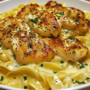 - 2 boneless, skinless chicken breasts - 200g egg noodles - 3 tablespoons unsalted butter - 3 cloves garlic, minced - 1 cup chicken broth - 1 cup heavy cream - 1 tablespoon olive oil - 1/2 teaspoon dried thyme - 1/2 teaspoon paprika - Salt and pepper to taste - Fresh parsley, chopped (for garnish) - Grated Parmesan cheese (optional) You can add some fresh parsley on top of your dish. This adds color and a nice flavor. Grated Parmesan cheese is also a great choice. It adds a rich taste and makes the meal feel special. If you don&rsquo;t have egg noodles, you can use spaghetti or any pasta you like. For a lighter option, swap heavy cream for half-and-half or whole milk. If you want less fat, use low-fat chicken broth. Fresh garlic can be replaced with garlic powder; just use less. If you&rsquo;re out of thyme, you can use Italian seasoning instead. {{ingredient_image_1}} To cook the noodles, start by boiling a large pot of salted water. This helps add flavor. Once the water boils, add 200g of egg noodles. Cook them according to the package instructions. You want them to be al dente, which means firm but not hard. Once done, drain the noodles and set them aside. While your noodles cook, get your chicken ready. Take 2 boneless, skinless chicken breasts. Season both sides with salt, pepper, paprika, and dried thyme. This mix gives the chicken a nice flavor. Now, let&rsquo;s make the sauce. In a large skillet, heat 1 tablespoon of olive oil over medium-high heat. When the oil is hot, add the chicken breasts. Cook for 6-7 minutes on each side until they turn golden brown and are cooked through. Once cooked, remove the chicken from the skillet and let it rest. In the same skillet, add 3 tablespoons of unsalted butter. Once it melts, add 3 minced garlic cloves. Saut&eacute; them for about 1 minute until they smell great. Next, pour in 1 cup of chicken broth. Scrape the bottom of the pan to get all the tasty bits. Bring this to a simmer. Stir in 1 cup of heavy cream and cook for 3-5 minutes. You want the sauce to thicken a bit. Now, slice the cooked chicken and return it to the skillet with the sauce. Add the drained noodles to the skillet too. Toss everything together so the noodles soak up the creamy sauce. Taste the dish and add more salt and pepper if needed. Finally, plate the creamy garlic chicken with buttered noodles. You can garnish with chopped parsley and, if you like, some grated Parmesan cheese. Enjoy your meal! To get juicy chicken, use boneless, skinless chicken breasts. Season them well with salt, pepper, paprika, and thyme. Sear the chicken in hot olive oil. Cook it for about 6-7 minutes on each side. Look for a golden brown color. Use a meat thermometer to check if it&rsquo;s done. The internal temperature should reach 165&deg;F. Let it rest before slicing. This keeps it moist and tender. For a rich sauce, start with butter in a hot skillet. Add minced garlic for flavor, saut&eacute;ing just until fragrant. Pour in chicken broth, scraping the pan to mix in all those tasty bits. Then, add heavy cream. Let it simmer for 3-5 minutes. This helps the sauce thicken. If it&rsquo;s too thick, add a splash of broth. If too thin, simmer a bit longer. Always stir gently to keep that creamy texture. To boost flavors, think about herbs and spices. Thyme and paprika add warmth. You can also try a pinch of nutmeg or crushed red pepper for a kick. Fresh parsley brightens up the dish. If you love cheese, sprinkle grated Parmesan on top. It melts beautifully into the creamy sauce, adding depth. Taste your dish and adjust with salt and pepper as needed. Always aim for a balance of flavors. Pro Tips Chicken Tenderness: To ensure your chicken stays juicy, let it rest for a few minutes after cooking before slicing. Perfect Noodles: Always cook the noodles just until al dente, as they will continue to cook slightly when mixed with the sauce. Flavor Boost: For an extra depth of flavor, consider adding a splash of white wine to the sauce after saut&eacute;ing the garlic. Fresh Herbs: If possible, use fresh thyme instead of dried for a brighter and more vibrant flavor. {{image_2}} You can easily make this dish vegetarian. Replace the chicken with firm tofu. Press the tofu to remove extra water. Cut it into cubes and season with salt and pepper. Sear the tofu in olive oil until golden. Then, follow the same steps to make the garlic cream sauce. Toss the cooked noodles with the sauce and tofu. You will still enjoy a rich and creamy meal. Adding vegetables can boost flavor and nutrition. Try adding spinach, peas, or broccoli. You can saut&eacute; them in the skillet after cooking the garlic. Just cook them for a few minutes until tender. Then, mix them into the sauce with the noodles. This adds color and freshness to the dish. You don't have to stick to egg noodles. You can use any pasta you like. Spaghetti, fettuccine, or penne work well too. Just follow the cooking instructions on the package. Each type of pasta can give the dish a new texture and taste. Feel free to experiment until you find your favorite! To store leftovers, let the dish cool first. Place the chicken and noodles in an airtight container. You can keep them in the fridge for up to three days. If you want to keep it longer, consider freezing. When ready to eat, take the chicken and noodles out of the fridge. You can reheat them on the stove or in the microwave. If using the stove, add a splash of chicken broth to keep it moist. Heat until warm, stirring often. To freeze, pack the chicken and noodles in a freezer-safe container. Make sure to get rid of excess air. You can freeze it for up to three months. When ready to eat, thaw it in the fridge overnight and then reheat. The chicken needs to cook for about 12 to 14 minutes. You should sear each side for 6 to 7 minutes. This will make sure the chicken is golden brown and cooked through. Use a meat thermometer to check the internal temperature. It should reach 165&deg;F (75&deg;C). This ensures it is safe to eat. Yes, you can use whole wheat noodles. They add a nutty flavor and more fiber. Cook them according to the package instructions. The cooking time may be a bit different. Whole wheat noodles may take a few minutes longer to become tender. Just taste them to see if they are done. You can serve this dish with many sides. A fresh green salad pairs nicely. Steamed broccoli or saut&eacute;ed spinach also works well. You might try garlic bread for a tasty touch. For a complete meal, add a light soup or roasted vegetables. These options will round out your dinner beautifully. This blog post covered everything you need for a delicious dish. We explored the key ingredients and cooking steps. You learned tips for perfect chicken and a creamy sauce. You can even try tasty variations or store leftovers for later. Cooking can be fun and easy with these steps. Enjoy your meal and get creative!